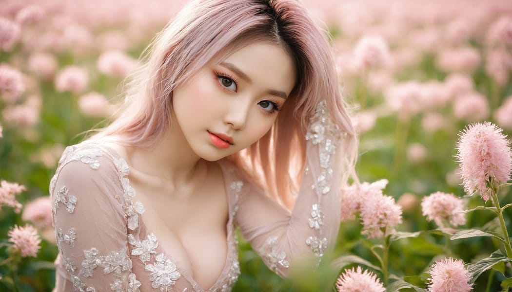 Tags: 21872187, SDXL
{"3": {"inputs": {"seed": 552405423625744, "steps": 32, "cfg": 5.82, "sampler_name": "dpmpp_2m", "scheduler": "karras", "denoise": 1.0, "model": ["27", 0], "positive": ["6", 0], "negative": ["7", 0], "latent_image": ["5", 0]}, "class_type": "KSampler"}, "4": {"inputs": {"ckpt_name": "juggernautxl.safetensors"}, "class_type": "CheckpointLoaderSimple"}, "5": {"inputs": {"width": 1344, "height": 768, "batch_size": 1}, "class_type": "EmptyLatentImage"}, "6": {"inputs": {"text": "21 year old girl, (russian:1.12), (taiwanese:1.07), (eyelashes:0.98), (blush:1.14), (beautiful eyes:1.13), (seductive facial expression:1.03), (detailed face:1.09), (slim:1.08), (double eyelids:1.08), (seductive pose:1.10), (temptress:1.08), (sexy lips:0.97), (cute:1.09), (idol:1.00), (pale skin:1.04), (in a seductive pose:1.03), (large perky breasts:0.98), (cleavage:1.01), (thigh gap:1.14), wearing (translucent clothes:0.99) on a flower field, (RAW:1.01), (skin fuzz:1.04), (candid cinema:1.02), (soft lighting:1.06), (portra:1.01), (textured skin:1.01), (film:1.06), (natural looking skin:1.06), (detailed skin:1.06)", "clip": ["27", 1]}, "class_type": "CLIPTextEncode"}, "7": {"inputs": {"text": "(worst quality:1.10), (watermark:1.05), (low resolution:1.06), (twisted:1.05), (open mouth:1.13), (bad hands:1.10), (distorted:1.05)", "clip": ["27", 1]}, "class_type": "CLIPTextEncode"}, "8": {"inputs": {"samples": ["3", 0], "vae": ["4", 2]}, "class_type": "VAEDecode"}, "25": {"inputs": {"lora_name": "nudify_xl.safetensors", "strength_model": 0.12, "strength_clip": 0.39, "model": ["4", 0], "clip": ["4", 1]}, "class_type": "LoraLoader"}, "26": {"inputs": {"lora_name": "shirtlift_SDXL_v2.safetensors", "strength_model": 0.01, "strength_clip": 0.03, "model": ["25", 0], "clip": ["25", 1]}, "class_type": "LoraLoader"}, "27": {"inputs": {"lora_name": "PerfectEyesXL.safetensors", "strength_model": 0.11, "strength_clip": 0.19, "model": ["26", 0], "clip": ["26", 1]}, "class_type": "LoraLoader"}, "30": {"inputs": {"model_name": "4x_NMKD-Superscale-SP_178000_G.pth"}, "class_type": "UpscaleModelLoader"}, "31": {"inputs": {"upscale_model": ["30", 0], "image": ["8", 0]}, "class_type": "ImageUpscaleWithModel"}, "32": {"inputs": {"upscale_method": "lanczos", "scale_by": 0.5, "image": ["31", 0]}, "class_type": "ImageScaleBy"}, "33": {"inputs": {"pixels": ["32", 0], "vae": ["4", 2]}, "class_type": "VAEEncode"}, "34": {"inputs": {"seed": 552405423625744, "steps": 32, "cfg": 5.82, "sampler_name": "dpmpp_2m", "scheduler": "karras", "denoise": 0.3, "model": ["27", 0], "positive": ["6", 0], "negative": ["7", 0], "latent_image": ["33", 0]}, "class_type": "KSampler"}, "36": {"inputs": {"samples": ["34", 0], "vae": ["4", 2]}, "class_type": "VAEDecode"}, "39": {"inputs": {"filename_prefix": "comfyapi-1726153848409", "images": ["36", 0]}, "class_type": "SaveImage"}}