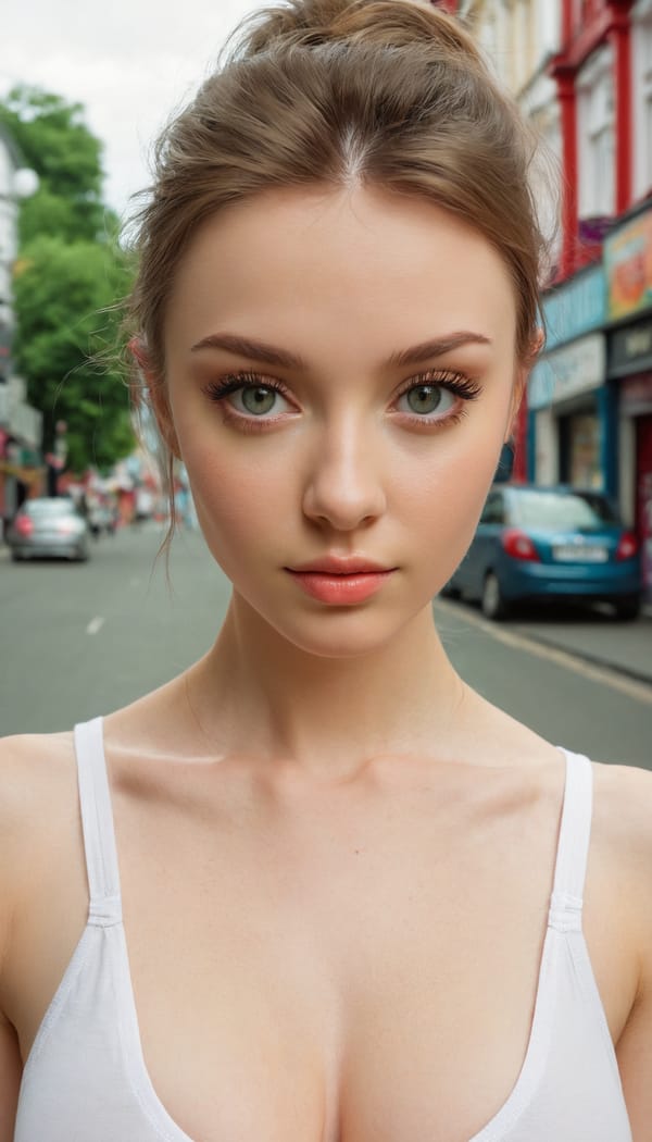 Tags: 21872187, SDXL
{"3": {"inputs": {"seed": 709092571164915, "steps": 64, "cfg": 7.74, "sampler_name": "dpmpp_2m", "scheduler": "karras", "denoise": 1.0, "model": ["27", 0], "positive": ["6", 0], "negative": ["7", 0], "latent_image": ["5", 0]}, "class_type": "KSampler"}, "4": {"inputs": {"ckpt_name": "juggernautxl.safetensors"}, "class_type": "CheckpointLoaderSimple"}, "5": {"inputs": {"width": 768, "height": 1344, "batch_size": 1}, "class_type": "EmptyLatentImage"}, "6": {"inputs": {"text": "24 year old girl, (ukrainian:1.14), (irish:0.99), (beautiful eyes:0.99), (sexy lips:1.00), (cute:1.01), (seductive pose:0.98), (slim:1.05), (eyelashes:1.09), (seductive facial expression:1.02), (double eyelids:0.99), (blush:1.01), (temptress:1.12), (pale skin:1.00), (idol:0.96), (detailed face:1.08), (in a seductive pose:1.07), (large perky breasts:1.07), (cleavage:1.12), (thigh gap:1.00), (white tanktop:1.07), busy street, (candid cinema:1.03), (film:1.06), (portra:1.01), (natural looking skin:1.04), (skin fuzz:1.05), (detailed skin:1.04), (textured skin:1.07), (soft lighting:1.01)", "clip": ["27", 1]}, "class_type": "CLIPTextEncode"}, "7": {"inputs": {"text": "(watermark:1.13), (open mouth:1.12), (bad hands:1.13), (low resolution:1.11), (distorted:1.13), (worst quality:1.11), (twisted:1.14)", "clip": ["27", 1]}, "class_type": "CLIPTextEncode"}, "8": {"inputs": {"samples": ["3", 0], "vae": ["4", 2]}, "class_type": "VAEDecode"}, "25": {"inputs": {"lora_name": "nudify_xl.safetensors", "strength_model": 0.11, "strength_clip": 0.21, "model": ["4", 0], "clip": ["4", 1]}, "class_type": "LoraLoader"}, "26": {"inputs": {"lora_name": "shirtlift_SDXL_v2.safetensors", "strength_model": 0.09, "strength_clip": 0.05, "model": ["25", 0], "clip": ["25", 1]}, "class_type": "LoraLoader"}, "27": {"inputs": {"lora_name": "PerfectEyesXL.safetensors", "strength_model": 0.08, "strength_clip": 0.03, "model": ["26", 0], "clip": ["26", 1]}, "class_type": "LoraLoader"}, "30": {"inputs": {"model_name": "4x_NMKD-Superscale-SP_178000_G.pth"}, "class_type": "UpscaleModelLoader"}, "31": {"inputs": {"upscale_model": ["30", 0], "image": ["8", 0]}, "class_type": "ImageUpscaleWithModel"}, "32": {"inputs": {"upscale_method": "lanczos", "scale_by": 0.5, "image": ["31", 0]}, "class_type": "ImageScaleBy"}, "33": {"inputs": {"pixels": ["32", 0], "vae": ["4", 2]}, "class_type": "VAEEncode"}, "34": {"inputs": {"seed": 709092571164915, "steps": 64, "cfg": 7.74, "sampler_name": "dpmpp_2m", "scheduler": "karras", "denoise": 0.3, "model": ["27", 0], "positive": ["6", 0], "negative": ["7", 0], "latent_image": ["33", 0]}, "class_type": "KSampler"}, "36": {"inputs": {"samples": ["34", 0], "vae": ["4", 2]}, "class_type": "VAEDecode"}, "39": {"inputs": {"filename_prefix": "comfyapi-1714896228989", "images": ["36", 0]}, "class_type": "SaveImage"}}