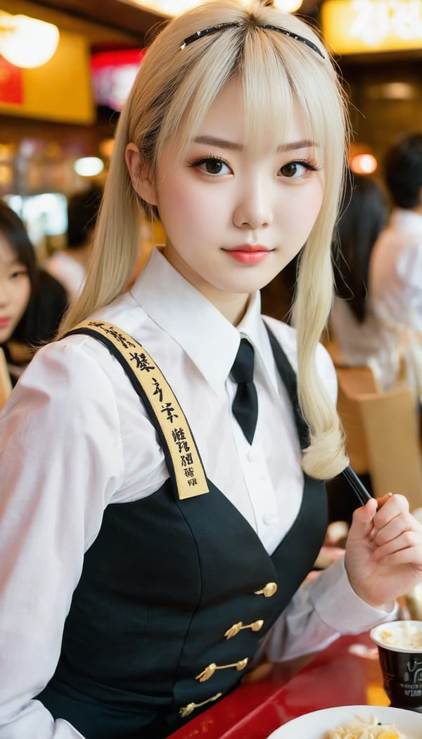 Tags: 21872187, SDXL
{"3": {"inputs": {"seed": 551359129563935, "steps": 32, "cfg": 6.38, "sampler_name": "dpmpp_2m", "scheduler": "karras", "denoise": 1.0, "model": ["27", 0], "positive": ["6", 0], "negative": ["7", 0], "latent_image": ["5", 0]}, "class_type": "KSampler"}, "4": {"inputs": {"ckpt_name": "juggernautxl.safetensors"}, "class_type": "CheckpointLoaderSimple"}, "5": {"inputs": {"width": 768, "height": 1344, "batch_size": 1}, "class_type": "EmptyLatentImage"}, "6": {"inputs": {"text": "18 year old girl, (japanese:1.07), (pale skin:1.14), (eyelashes:1.03), (idol:1.12), (detailed face:1.05), (slim:1.04), (double eyelids:1.01), (beautiful eyes:1.10), (blush:1.05), (sexy lips:0.97), (cute:1.04), (seductive facial expression:1.01), (temptress:1.13), (seductive pose:1.03), (perky ass:1.12), (exposed ass:0.95), (looking back:1.05), (sexy ass:0.99), (thigh gap:1.14), (a waitress in uniform:1.11) working at a restaurant, (natural looking skin:1.03), (candid cinema:1.05), (portra:1.00), (detailed skin:1.03), (RAW:1.00), (skin fuzz:1.04), (film:1.09), (soft lighting:1.05), (textured skin:1.01)", "clip": ["27", 1]}, "class_type": "CLIPTextEncode"}, "7": {"inputs": {"text": "(bad hands:1.14), (distorted:1.11), (low resolution:1.05), (twisted:1.09), (open mouth:1.14), (watermark:1.09)", "clip": ["27", 1]}, "class_type": "CLIPTextEncode"}, "8": {"inputs": {"samples": ["3", 0], "vae": ["4", 2]}, "class_type": "VAEDecode"}, "25": {"inputs": {"lora_name": "nudify_xl.safetensors", "strength_model": 0.06, "strength_clip": 0.38, "model": ["4", 0], "clip": ["4", 1]}, "class_type": "LoraLoader"}, "26": {"inputs": {"lora_name": "shirtlift_SDXL_v2.safetensors", "strength_model": 0.18, "strength_clip": 0.09, "model": ["25", 0], "clip": ["25", 1]}, "class_type": "LoraLoader"}, "27": {"inputs": {"lora_name": "PerfectEyesXL.safetensors", "strength_model": 0.14, "strength_clip": 0.17, "model": ["26", 0], "clip": ["26", 1]}, "class_type": "LoraLoader"}, "30": {"inputs": {"model_name": "4x_NMKD-Superscale-SP_178000_G.pth"}, "class_type": "UpscaleModelLoader"}, "31": {"inputs": {"upscale_model": ["30", 0], "image": ["8", 0]}, "class_type": "ImageUpscaleWithModel"}, "32": {"inputs": {"upscale_method": "lanczos", "scale_by": 0.5, "image": ["31", 0]}, "class_type": "ImageScaleBy"}, "33": {"inputs": {"pixels": ["32", 0], "vae": ["4", 2]}, "class_type": "VAEEncode"}, "34": {"inputs": {"seed": 551359129563935, "steps": 32, "cfg": 6.38, "sampler_name": "dpmpp_2m", "scheduler": "karras", "denoise": 0.3, "model": ["27", 0], "positive": ["6", 0], "negative": ["7", 0], "latent_image": ["33", 0]}, "class_type": "KSampler"}, "36": {"inputs": {"samples": ["34", 0], "vae": ["4", 2]}, "class_type": "VAEDecode"}, "39": {"inputs": {"filename_prefix": "comfyapi-1714166196311", "images": ["36", 0]}, "class_type": "SaveImage"}}