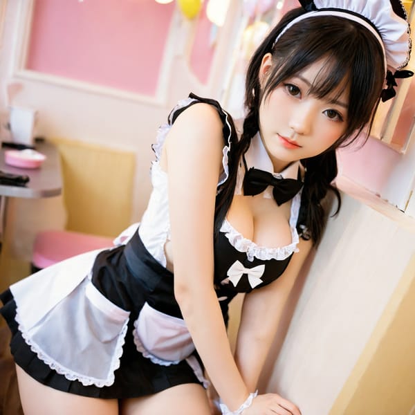 Tags: 21872187, SDXL
{"3": {"inputs": {"seed": 726713988235667, "steps": 64, "cfg": 6.58, "sampler_name": "dpmpp_2m", "scheduler": "karras", "denoise": 1.0, "model": ["27", 0], "positive": ["6", 0], "negative": ["7", 0], "latent_image": ["5", 0]}, "class_type": "KSampler"}, "4": {"inputs": {"ckpt_name": "helloworldxl.safetensors"}, "class_type": "CheckpointLoaderSimple"}, "5": {"inputs": {"width": 1024, "height": 1024, "batch_size": 1}, "class_type": "EmptyLatentImage"}, "6": {"inputs": {"text": "23 year old girl, (taiwanese:1.06), (eyelashes:1.04), (seductive facial expression:1.08), (pale skin:0.95), (sexy lips:1.00), (seductive pose:1.06), (detailed face:0.98), (blush:1.06), (temptress:0.95), (cute:0.96), (idol:1.05), (double eyelids:1.03), (perky ass:1.06), (exposed ass:1.10), (looking back:1.10), (sexy ass:0.98), (thigh gap:1.02), in a (skimpy maid costume:1.12) working at a maid cafe, choker, bowtie, headband, pleated skirt, (RAW:1.02), (film:1.00), (soft lighting:1.02), (candid cinema:1.03), (textured skin:1.03), (natural looking skin:1.05), (detailed skin:1.01), (portra:1.07), (skin fuzz:1.08)", "clip": ["27", 1]}, "class_type": "CLIPTextEncode"}, "7": {"inputs": {"text": "(worst quality:1.09), (distorted:1.12), (low resolution:1.09), (twisted:1.11), (open mouth:1.13), (watermark:1.13), (bad hands:1.10)", "clip": ["27", 1]}, "class_type": "CLIPTextEncode"}, "8": {"inputs": {"samples": ["3", 0], "vae": ["4", 2]}, "class_type": "VAEDecode"}, "25": {"inputs": {"lora_name": "nudify_xl.safetensors", "strength_model": 0.12, "strength_clip": 0.21, "model": ["4", 0], "clip": ["4", 1]}, "class_type": "LoraLoader"}, "26": {"inputs": {"lora_name": "shirtlift_SDXL_v2.safetensors", "strength_model": 0.1, "strength_clip": 0.08, "model": ["25", 0], "clip": ["25", 1]}, "class_type": "LoraLoader"}, "27": {"inputs": {"lora_name": "PerfectEyesXL.safetensors", "strength_model": 0.17, "strength_clip": 0.13, "model": ["26", 0], "clip": ["26", 1]}, "class_type": "LoraLoader"}, "30": {"inputs": {"model_name": "4x_NMKD-Superscale-SP_178000_G.pth"}, "class_type": "UpscaleModelLoader"}, "31": {"inputs": {"upscale_model": ["30", 0], "image": ["8", 0]}, "class_type": "ImageUpscaleWithModel"}, "32": {"inputs": {"upscale_method": "lanczos", "scale_by": 0.5, "image": ["31", 0]}, "class_type": "ImageScaleBy"}, "33": {"inputs": {"pixels": ["32", 0], "vae": ["4", 2]}, "class_type": "VAEEncode"}, "34": {"inputs": {"seed": 726713988235667, "steps": 64, "cfg": 6.58, "sampler_name": "dpmpp_2m", "scheduler": "karras", "denoise": 0.3, "model": ["27", 0], "positive": ["6", 0], "negative": ["7", 0], "latent_image": ["33", 0]}, "class_type": "KSampler"}, "36": {"inputs": {"samples": ["34", 0], "vae": ["4", 2]}, "class_type": "VAEDecode"}, "39": {"inputs": {"filename_prefix": "comfyapi-1713930322484", "images": ["36", 0]}, "class_type": "SaveImage"}}