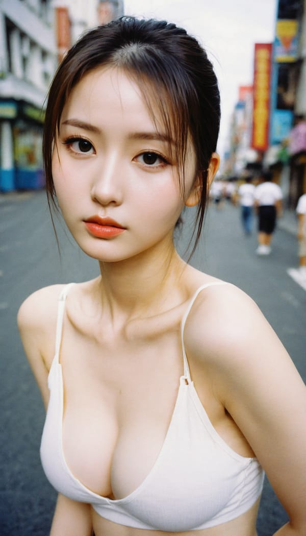 Tags: 21872187, SDXL
{"3": {"inputs": {"seed": 496183419617569, "steps": 64, "cfg": 7.52, "sampler_name": "dpmpp_2m", "scheduler": "karras", "denoise": 1.0, "model": ["27", 0], "positive": ["6", 0], "negative": ["7", 0], "latent_image": ["5", 0]}, "class_type": "KSampler"}, "4": {"inputs": {"ckpt_name": "helloworldxl.safetensors"}, "class_type": "CheckpointLoaderSimple"}, "5": {"inputs": {"width": 768, "height": 1344, "batch_size": 1}, "class_type": "EmptyLatentImage"}, "6": {"inputs": {"text": "25 year old girl, (detailed face:1.00), (temptress:1.13), (seductive pose:0.98), (slim:1.00), (seductive facial expression:1.01), (beautiful eyes:1.07), (blush:1.00), (double eyelids:1.05), (cute:1.07), (sexy lips:1.01), (pale skin:0.96), (idol:1.06), (eyelashes:1.01), (in a seductive pose:1.05), (large perky breasts:0.98), (cleavage:1.03), (thigh gap:1.03), (white tanktop:0.95), busy street, (natural looking skin:1.09), (film:1.08), (detailed skin:1.02), (soft lighting:1.02), (candid cinema:1.01), (portra:1.00), (skin fuzz:1.01), (RAW:1.06), (textured skin:1.06)", "clip": ["27", 1]}, "class_type": "CLIPTextEncode"}, "7": {"inputs": {"text": "(twisted:1.05), (worst quality:1.06), (low resolution:1.12), (watermark:1.13), (open mouth:1.11), (bad hands:1.09), (distorted:1.12)", "clip": ["27", 1]}, "class_type": "CLIPTextEncode"}, "8": {"inputs": {"samples": ["3", 0], "vae": ["4", 2]}, "class_type": "VAEDecode"}, "25": {"inputs": {"lora_name": "nudify_xl.safetensors", "strength_model": 0.29, "strength_clip": 0.14, "model": ["4", 0], "clip": ["4", 1]}, "class_type": "LoraLoader"}, "26": {"inputs": {"lora_name": "shirtlift_SDXL_v2.safetensors", "strength_model": 0.02, "strength_clip": 0.07, "model": ["25", 0], "clip": ["25", 1]}, "class_type": "LoraLoader"}, "27": {"inputs": {"lora_name": "PerfectEyesXL.safetensors", "strength_model": 0.08, "strength_clip": 0.14, "model": ["26", 0], "clip": ["26", 1]}, "class_type": "LoraLoader"}, "30": {"inputs": {"model_name": "4x_NMKD-Superscale-SP_178000_G.pth"}, "class_type": "UpscaleModelLoader"}, "31": {"inputs": {"upscale_model": ["30", 0], "image": ["8", 0]}, "class_type": "ImageUpscaleWithModel"}, "32": {"inputs": {"upscale_method": "lanczos", "scale_by": 0.5, "image": ["31", 0]}, "class_type": "ImageScaleBy"}, "33": {"inputs": {"pixels": ["32", 0], "vae": ["4", 2]}, "class_type": "VAEEncode"}, "34": {"inputs": {"seed": 496183419617569, "steps": 64, "cfg": 7.52, "sampler_name": "dpmpp_2m", "scheduler": "karras", "denoise": 0.3, "model": ["27", 0], "positive": ["6", 0], "negative": ["7", 0], "latent_image": ["33", 0]}, "class_type": "KSampler"}, "36": {"inputs": {"samples": ["34", 0], "vae": ["4", 2]}, "class_type": "VAEDecode"}, "39": {"inputs": {"filename_prefix": "comfyapi-1732589173764", "images": ["36", 0]}, "class_type": "SaveImage"}}