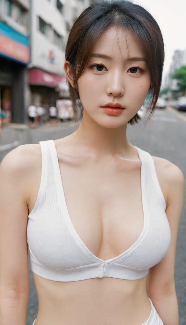 Tags: 21872187, SDXL
{"3": {"inputs": {"seed": 384217377178266, "steps": 64, "cfg": 5.23, "sampler_name": "dpmpp_2m", "scheduler": "karras", "denoise": 1.0, "model": ["27", 0], "positive": ["6", 0], "negative": ["7", 0], "latent_image": ["5", 0]}, "class_type": "KSampler"}, "4": {"inputs": {"ckpt_name": "leosamsHelloworldSDXL_helloworldSDXL32DPO.safetensors"}, "class_type": "CheckpointLoaderSimple"}, "5": {"inputs": {"width": 768, "height": 1344, "batch_size": 1}, "class_type": "EmptyLatentImage"}, "6": {"inputs": {"text": "28 year old girl, (korean:0.99), (slim:0.95), (sexy lips:0.96), (idol:1.11), (detailed face:1.08), (pale skin:1.01), (double eyelids:0.97), (eyelashes:0.95), (beautiful eyes:1.02), (seductive pose:1.06), (temptress:1.04), (blush:1.04), (seductive facial expression:1.10), (in a seductive pose:1.11), (large perky breasts:0.96), (cleavage:1.06), (thigh gap:1.11), (white tanktop:1.10), busy street, (textured skin:1.04), (film:1.07), (portra:1.01), (natural looking skin:1.02), (soft lighting:1.00), (candid cinema:1.04), (detailed skin:1.05), (RAW:1.02), (skin fuzz:1.01)", "clip": ["27", 1]}, "class_type": "CLIPTextEncode"}, "7": {"inputs": {"text": "(bad hands:1.13), (open mouth:1.07), (worst quality:1.14), (twisted:1.13), (watermark:1.07), (low resolution:1.10), (distorted:1.09)", "clip": ["27", 1]}, "class_type": "CLIPTextEncode"}, "8": {"inputs": {"samples": ["3", 0], "vae": ["4", 2]}, "class_type": "VAEDecode"}, "25": {"inputs": {"lora_name": "nudify_xl.safetensors", "strength_model": 0.13, "strength_clip": 0.02, "model": ["4", 0], "clip": ["4", 1]}, "class_type": "LoraLoader"}, "26": {"inputs": {"lora_name": "shirtlift_SDXL_v2.safetensors", "strength_model": 0.18, "strength_clip": 0.1, "model": ["25", 0], "clip": ["25", 1]}, "class_type": "LoraLoader"}, "27": {"inputs": {"lora_name": "PerfectEyesXL.safetensors", "strength_model": 0.19, "strength_clip": 0.16, "model": ["26", 0], "clip": ["26", 1]}, "class_type": "LoraLoader"}, "30": {"inputs": {"model_name": "4x_NMKD-Superscale-SP_178000_G.pth"}, "class_type": "UpscaleModelLoader"}, "31": {"inputs": {"upscale_model": ["30", 0], "image": ["8", 0]}, "class_type": "ImageUpscaleWithModel"}, "32": {"inputs": {"upscale_method": "lanczos", "scale_by": 0.5, "image": ["31", 0]}, "class_type": "ImageScaleBy"}, "33": {"inputs": {"pixels": ["32", 0], "vae": ["4", 2]}, "class_type": "VAEEncode"}, "34": {"inputs": {"seed": 384217377178266, "steps": 64, "cfg": 5.23, "sampler_name": "dpmpp_2m", "scheduler": "karras", "denoise": 0.3, "model": ["27", 0], "positive": ["6", 0], "negative": ["7", 0], "latent_image": ["33", 0]}, "class_type": "KSampler"}, "36": {"inputs": {"samples": ["34", 0], "vae": ["4", 2]}, "class_type": "VAEDecode"}, "39": {"inputs": {"filename_prefix": "comfyapi-1707241824127", "images": ["36", 0]}, "class_type": "SaveImage"}}