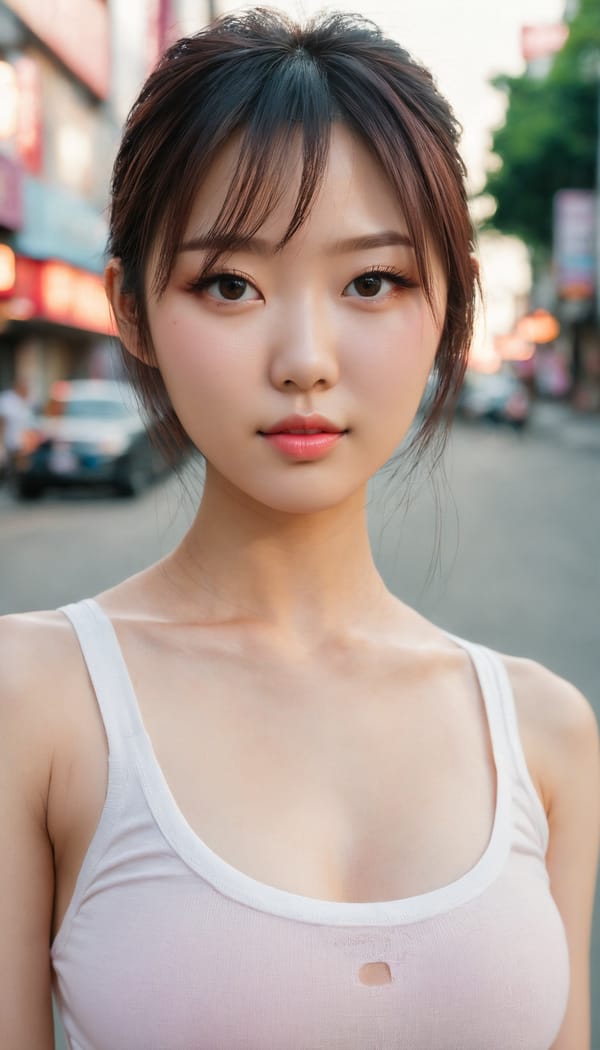 Tags: 21872187, SDXL
{"3": {"inputs": {"seed": 437542900322691, "steps": 32, "cfg": 6.93, "sampler_name": "dpmpp_2m", "scheduler": "karras", "denoise": 1.0, "model": ["27", 0], "positive": ["6", 0], "negative": ["7", 0], "latent_image": ["5", 0]}, "class_type": "KSampler"}, "4": {"inputs": {"ckpt_name": "juggernautxl.safetensors"}, "class_type": "CheckpointLoaderSimple"}, "5": {"inputs": {"width": 768, "height": 1344, "batch_size": 1}, "class_type": "EmptyLatentImage"}, "6": {"inputs": {"text": "27 year old girl, (ukrainian:1.14), (taiwanese:1.10), (japanese:1.06), (cute:1.04), (detailed face:1.03), (blush:1.14), (slim:1.05), (double eyelids:1.10), (seductive facial expression:1.00), (idol:1.07), (beautiful eyes:1.02), (sexy lips:1.03), (eyelashes:1.06), (pale skin:1.13), (temptress:1.10), (seductive pose:1.11), (in a seductive pose:1.03), (large perky breasts:1.01), (cleavage:1.08), (thigh gap:0.99), (white tanktop:1.08), busy street, (textured skin:1.07), (natural looking skin:1.08), (detailed skin:1.01), (portra:1.04), (film:1.09), (candid cinema:1.06), (soft lighting:1.06), (skin fuzz:1.09), (RAW:1.01)", "clip": ["27", 1]}, "class_type": "CLIPTextEncode"}, "7": {"inputs": {"text": "(low resolution:1.11), (worst quality:1.10), (bad hands:1.09), (distorted:1.06), (twisted:1.10), (open mouth:1.05), (watermark:1.08)", "clip": ["27", 1]}, "class_type": "CLIPTextEncode"}, "8": {"inputs": {"samples": ["3", 0], "vae": ["4", 2]}, "class_type": "VAEDecode"}, "25": {"inputs": {"lora_name": "nudify_xl.safetensors", "strength_model": 0.01, "strength_clip": 0.33, "model": ["4", 0], "clip": ["4", 1]}, "class_type": "LoraLoader"}, "26": {"inputs": {"lora_name": "shirtlift_SDXL_v2.safetensors", "strength_model": 0.15, "strength_clip": 0.11, "model": ["25", 0], "clip": ["25", 1]}, "class_type": "LoraLoader"}, "27": {"inputs": {"lora_name": "PerfectEyesXL.safetensors", "strength_model": 0.02, "strength_clip": 0.08, "model": ["26", 0], "clip": ["26", 1]}, "class_type": "LoraLoader"}, "30": {"inputs": {"model_name": "4x_NMKD-Superscale-SP_178000_G.pth"}, "class_type": "UpscaleModelLoader"}, "31": {"inputs": {"upscale_model": ["30", 0], "image": ["8", 0]}, "class_type": "ImageUpscaleWithModel"}, "32": {"inputs": {"upscale_method": "lanczos", "scale_by": 0.5, "image": ["31", 0]}, "class_type": "ImageScaleBy"}, "33": {"inputs": {"pixels": ["32", 0], "vae": ["4", 2]}, "class_type": "VAEEncode"}, "34": {"inputs": {"seed": 437542900322691, "steps": 32, "cfg": 6.93, "sampler_name": "dpmpp_2m", "scheduler": "karras", "denoise": 0.3, "model": ["27", 0], "positive": ["6", 0], "negative": ["7", 0], "latent_image": ["33", 0]}, "class_type": "KSampler"}, "36": {"inputs": {"samples": ["34", 0], "vae": ["4", 2]}, "class_type": "VAEDecode"}, "39": {"inputs": {"filename_prefix": "comfyapi-1724573041080", "images": ["36", 0]}, "class_type": "SaveImage"}}