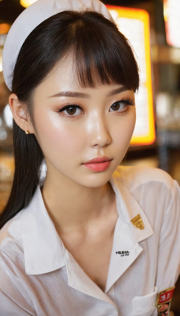 Tags: 21872187, SDXL
{"3": {"inputs": {"seed": 497150712938960, "steps": 64, "cfg": 5.32, "sampler_name": "dpmpp_2m", "scheduler": "karras", "denoise": 1.0, "model": ["27", 0], "positive": ["6", 0], "negative": ["7", 0], "latent_image": ["5", 0]}, "class_type": "KSampler"}, "4": {"inputs": {"ckpt_name": "juggernautxl.safetensors"}, "class_type": "CheckpointLoaderSimple"}, "5": {"inputs": {"width": 768, "height": 1344, "batch_size": 1}, "class_type": "EmptyLatentImage"}, "6": {"inputs": {"text": "27 year old girl, (russian:1.01), (taiwanese:1.06), (japanese:1.05), (ukrainian:1.14), (double eyelids:1.08), (sexy lips:1.12), (detailed face:0.97), (eyelashes:1.14), (idol:1.07), (blush:0.98), (seductive facial expression:0.99), (seductive pose:0.97), (temptress:0.99), (beautiful eyes:1.09), (pale skin:1.07), (cute:1.00), (perky ass:1.08), (exposed ass:0.98), (looking back:1.13), (sexy ass:1.00), (thigh gap:1.01), (a waitress in uniform:1.03) working at a restaurant, (film:1.00), (soft lighting:1.03), (candid cinema:1.01), (RAW:1.06), (portra:1.00), (textured skin:1.03), (natural looking skin:1.01), (skin fuzz:1.08), (detailed skin:1.04)", "clip": ["27", 1]}, "class_type": "CLIPTextEncode"}, "7": {"inputs": {"text": "(worst quality:1.11), (low resolution:1.10), (distorted:1.13), (twisted:1.13), (bad hands:1.09), (open mouth:1.11), (watermark:1.13)", "clip": ["27", 1]}, "class_type": "CLIPTextEncode"}, "8": {"inputs": {"samples": ["3", 0], "vae": ["4", 2]}, "class_type": "VAEDecode"}, "25": {"inputs": {"lora_name": "nudify_xl.safetensors", "strength_model": 0.22, "strength_clip": 0.19, "model": ["4", 0], "clip": ["4", 1]}, "class_type": "LoraLoader"}, "26": {"inputs": {"lora_name": "shirtlift_SDXL_v2.safetensors", "strength_model": 0.0, "strength_clip": 0.05, "model": ["25", 0], "clip": ["25", 1]}, "class_type": "LoraLoader"}, "27": {"inputs": {"lora_name": "PerfectEyesXL.safetensors", "strength_model": 0.13, "strength_clip": 0.06, "model": ["26", 0], "clip": ["26", 1]}, "class_type": "LoraLoader"}, "30": {"inputs": {"model_name": "4x_NMKD-Superscale-SP_178000_G.pth"}, "class_type": "UpscaleModelLoader"}, "31": {"inputs": {"upscale_model": ["30", 0], "image": ["8", 0]}, "class_type": "ImageUpscaleWithModel"}, "32": {"inputs": {"upscale_method": "lanczos", "scale_by": 0.5, "image": ["31", 0]}, "class_type": "ImageScaleBy"}, "33": {"inputs": {"pixels": ["32", 0], "vae": ["4", 2]}, "class_type": "VAEEncode"}, "34": {"inputs": {"seed": 497150712938960, "steps": 64, "cfg": 5.32, "sampler_name": "dpmpp_2m", "scheduler": "karras", "denoise": 0.3, "model": ["27", 0], "positive": ["6", 0], "negative": ["7", 0], "latent_image": ["33", 0]}, "class_type": "KSampler"}, "36": {"inputs": {"samples": ["34", 0], "vae": ["4", 2]}, "class_type": "VAEDecode"}, "39": {"inputs": {"filename_prefix": "comfyapi-1714561845508", "images": ["36", 0]}, "class_type": "SaveImage"}}