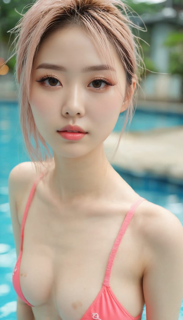 Tags: 21872187, SDXL
{"3": {"inputs": {"seed": 116079266652393, "steps": 32, "cfg": 5.16, "sampler_name": "dpmpp_2m", "scheduler": "karras", "denoise": 1.0, "model": ["27", 0], "positive": ["6", 0], "negative": ["7", 0], "latent_image": ["5", 0]}, "class_type": "KSampler"}, "4": {"inputs": {"ckpt_name": "juggernautxl.safetensors"}, "class_type": "CheckpointLoaderSimple"}, "5": {"inputs": {"width": 768, "height": 1344, "batch_size": 1}, "class_type": "EmptyLatentImage"}, "6": {"inputs": {"text": "23 year old girl, (taiwanese:1.01), (sexy lips:0.98), (seductive pose:1.08), (pale skin:1.04), (slim:0.95), (idol:1.10), (double eyelids:1.09), (cute:1.05), (seductive facial expression:1.14), (blush:1.10), (beautiful eyes:1.07), (temptress:1.03), (detailed face:1.08), (eyelashes:1.10), (in a seductive pose:0.97), (large perky breasts:0.97), (cleavage:0.98), (thigh gap:1.11), (in a swimsuit:0.96) at a pool, (candid cinema:1.05), (skin fuzz:1.00), (portra:1.08), (soft lighting:1.00), (film:1.02), (detailed skin:1.06), (textured skin:1.00), (natural looking skin:1.00), (RAW:1.00)", "clip": ["27", 1]}, "class_type": "CLIPTextEncode"}, "7": {"inputs": {"text": "(low resolution:1.07), (watermark:1.05), (bad hands:1.13), (distorted:1.13), (worst quality:1.10), (twisted:1.12), (open mouth:1.09)", "clip": ["27", 1]}, "class_type": "CLIPTextEncode"}, "8": {"inputs": {"samples": ["3", 0], "vae": ["4", 2]}, "class_type": "VAEDecode"}, "25": {"inputs": {"lora_name": "nudify_xl.safetensors", "strength_model": 0.12, "strength_clip": 0.16, "model": ["4", 0], "clip": ["4", 1]}, "class_type": "LoraLoader"}, "26": {"inputs": {"lora_name": "shirtlift_SDXL_v2.safetensors", "strength_model": 0.13, "strength_clip": 0.18, "model": ["25", 0], "clip": ["25", 1]}, "class_type": "LoraLoader"}, "27": {"inputs": {"lora_name": "PerfectEyesXL.safetensors", "strength_model": 0.06, "strength_clip": 0.15, "model": ["26", 0], "clip": ["26", 1]}, "class_type": "LoraLoader"}, "30": {"inputs": {"model_name": "4x_NMKD-Superscale-SP_178000_G.pth"}, "class_type": "UpscaleModelLoader"}, "31": {"inputs": {"upscale_model": ["30", 0], "image": ["8", 0]}, "class_type": "ImageUpscaleWithModel"}, "32": {"inputs": {"upscale_method": "lanczos", "scale_by": 0.5, "image": ["31", 0]}, "class_type": "ImageScaleBy"}, "33": {"inputs": {"pixels": ["32", 0], "vae": ["4", 2]}, "class_type": "VAEEncode"}, "34": {"inputs": {"seed": 116079266652393, "steps": 32, "cfg": 5.16, "sampler_name": "dpmpp_2m", "scheduler": "karras", "denoise": 0.3, "model": ["27", 0], "positive": ["6", 0], "negative": ["7", 0], "latent_image": ["33", 0]}, "class_type": "KSampler"}, "36": {"inputs": {"samples": ["34", 0], "vae": ["4", 2]}, "class_type": "VAEDecode"}, "39": {"inputs": {"filename_prefix": "comfyapi-1724407651112", "images": ["36", 0]}, "class_type": "SaveImage"}}
