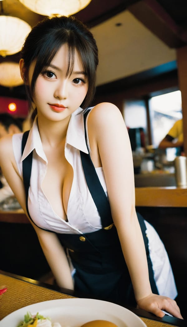 Tags: 21872187, SDXL
{"3": {"inputs": {"seed": 310176460737577, "steps": 64, "cfg": 7.11, "sampler_name": "dpmpp_2m", "scheduler": "karras", "denoise": 1.0, "model": ["27", 0], "positive": ["6", 0], "negative": ["7", 0], "latent_image": ["5", 0]}, "class_type": "KSampler"}, "4": {"inputs": {"ckpt_name": "helloworldxl.safetensors"}, "class_type": "CheckpointLoaderSimple"}, "5": {"inputs": {"width": 768, "height": 1344, "batch_size": 1}, "class_type": "EmptyLatentImage"}, "6": {"inputs": {"text": "19 year old girl, (japanese:1.03), (blush:1.04), (pale skin:1.08), (slim:1.01), (sexy lips:1.07), (eyelashes:1.07), (detailed face:1.07), (idol:1.04), (seductive facial expression:1.08), (temptress:1.00), (cute:1.11), (beautiful eyes:1.02), (double eyelids:1.00), (in a seductive pose:0.99), (large perky breasts:1.04), (cleavage:1.11), (thigh gap:1.03), (a waitress in uniform:1.10) working at a restaurant, (candid cinema:1.09), (soft lighting:1.05), (film:1.02), (RAW:1.03), (detailed skin:1.06), (textured skin:1.05), (portra:1.07), (skin fuzz:1.05), (natural looking skin:1.06)", "clip": ["27", 1]}, "class_type": "CLIPTextEncode"}, "7": {"inputs": {"text": "(worst quality:1.06), (bad hands:1.08), (distorted:1.05), (low resolution:1.09), (twisted:1.06), (open mouth:1.13), (watermark:1.05)", "clip": ["27", 1]}, "class_type": "CLIPTextEncode"}, "8": {"inputs": {"samples": ["3", 0], "vae": ["4", 2]}, "class_type": "VAEDecode"}, "25": {"inputs": {"lora_name": "nudify_xl.safetensors", "strength_model": 0.27, "strength_clip": 0.19, "model": ["4", 0], "clip": ["4", 1]}, "class_type": "LoraLoader"}, "26": {"inputs": {"lora_name": "shirtlift_SDXL_v2.safetensors", "strength_model": 0.02, "strength_clip": 0.09, "model": ["25", 0], "clip": ["25", 1]}, "class_type": "LoraLoader"}, "27": {"inputs": {"lora_name": "PerfectEyesXL.safetensors", "strength_model": 0.09, "strength_clip": 0.15, "model": ["26", 0], "clip": ["26", 1]}, "class_type": "LoraLoader"}, "30": {"inputs": {"model_name": "4x_NMKD-Superscale-SP_178000_G.pth"}, "class_type": "UpscaleModelLoader"}, "31": {"inputs": {"upscale_model": ["30", 0], "image": ["8", 0]}, "class_type": "ImageUpscaleWithModel"}, "32": {"inputs": {"upscale_method": "lanczos", "scale_by": 0.5, "image": ["31", 0]}, "class_type": "ImageScaleBy"}, "33": {"inputs": {"pixels": ["32", 0], "vae": ["4", 2]}, "class_type": "VAEEncode"}, "34": {"inputs": {"seed": 310176460737577, "steps": 64, "cfg": 7.11, "sampler_name": "dpmpp_2m", "scheduler": "karras", "denoise": 0.3, "model": ["27", 0], "positive": ["6", 0], "negative": ["7", 0], "latent_image": ["33", 0]}, "class_type": "KSampler"}, "36": {"inputs": {"samples": ["34", 0], "vae": ["4", 2]}, "class_type": "VAEDecode"}, "39": {"inputs": {"filename_prefix": "comfyapi-1732244141733", "images": ["36", 0]}, "class_type": "SaveImage"}}