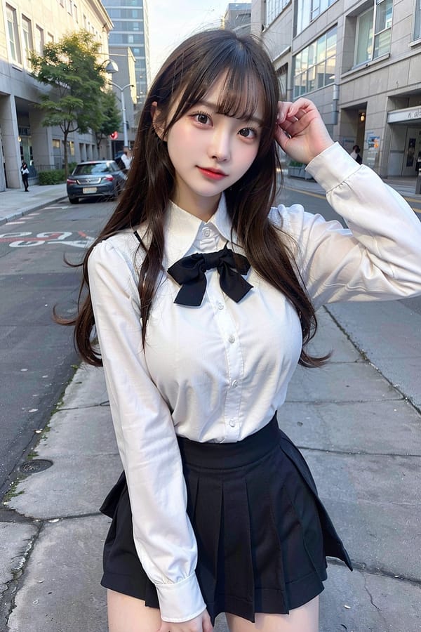 Tags: 21872187
<lora:JapaneseDollLikeness_v15:0.76>, <lora:koreanDollLikeness:0.41>, <lora:taiwanDollLikeness_v20:0.32>, (russian:0.95), (school uniform:1.20), (large breasts:0.93), choker, busy street in urban city, <lora:shirtliftv3:0.90>, <lora:breastinClass:0.43>, extremely detailed eyes, extremely detailed face, cute, (photorealistic:0.97), sexy lips, seductive smile, double eyelids, eyelashes, pale skin, perky breasts, textured skin, 4K, tall, blush, 1girl, (stunningly attractive:1.17), (dramatic:0.92)
Negative prompt: sketches, anime, ugly, disfigured, (normal quality:2.21), (worst quality:2.17)
Steps: 64, Sampler: DPM++ 2M Karras, CFG scale: 5.84, Seed: 3572252162, Size: 512x768, Model hash: fc2511737a, Model: chilloutmix_NiPrunedFp32Fix, Seed resize from: -1x-1, Denoising strength: 0.5, Version: v1.2.1, Hires upscale: 2.0, Hires steps: 16, Hires upscaler: ESRGAN_4x