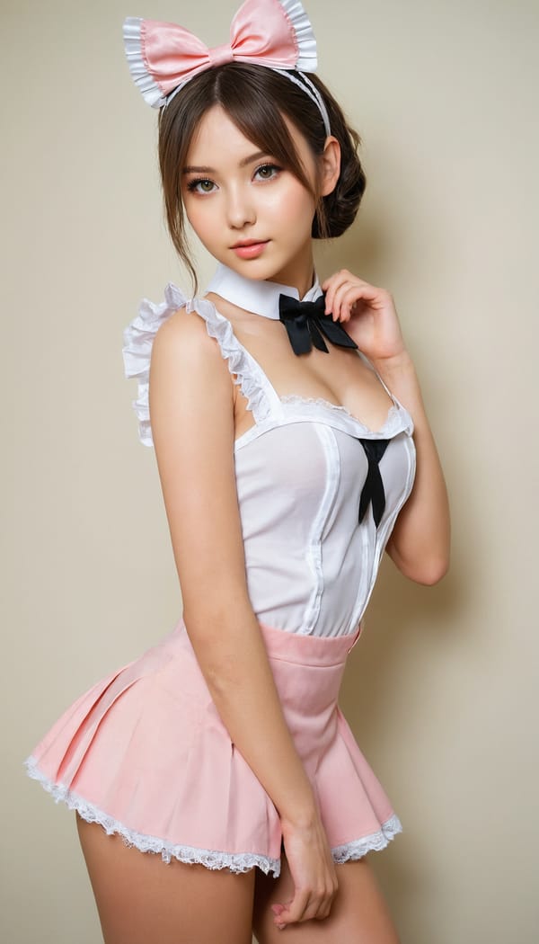 Tags: 21872187, SDXL
{"3": {"inputs": {"seed": 671872342329871, "steps": 64, "cfg": 5.03, "sampler_name": "dpmpp_2m", "scheduler": "karras", "denoise": 1.0, "model": ["27", 0], "positive": ["6", 0], "negative": ["7", 0], "latent_image": ["5", 0]}, "class_type": "KSampler"}, "4": {"inputs": {"ckpt_name": "juggernautxl.safetensors"}, "class_type": "CheckpointLoaderSimple"}, "5": {"inputs": {"width": 768, "height": 1344, "batch_size": 1}, "class_type": "EmptyLatentImage"}, "6": {"inputs": {"text": "24 year old girl, (ukrainian:1.06), (slim:0.98), (temptress:0.99), (sexy lips:0.96), (blush:0.99), (seductive facial expression:1.00), (double eyelids:1.02), (beautiful eyes:1.06), (cute:0.98), (seductive pose:0.97), (idol:1.11), (detailed face:1.05), (eyelashes:1.09), (perky ass:1.01), (exposed ass:1.10), (looking back:0.99), (sexy ass:0.95), (thigh gap:0.95), in a (skimpy maid costume:1.01) working at a maid cafe, choker, bowtie, headband, pleated skirt, (portra:1.08), (soft lighting:1.03), (textured skin:1.07), (natural looking skin:1.01), (detailed skin:1.03), (skin fuzz:1.06), (film:1.05)", "clip": ["27", 1]}, "class_type": "CLIPTextEncode"}, "7": {"inputs": {"text": "(distorted:1.12), (watermark:1.12), (low resolution:1.07), (twisted:1.05), (worst quality:1.07), (open mouth:1.12), (bad hands:1.10)", "clip": ["27", 1]}, "class_type": "CLIPTextEncode"}, "8": {"inputs": {"samples": ["3", 0], "vae": ["4", 2]}, "class_type": "VAEDecode"}, "25": {"inputs": {"lora_name": "nudify_xl.safetensors", "strength_model": 0.24, "strength_clip": 0.36, "model": ["4", 0], "clip": ["4", 1]}, "class_type": "LoraLoader"}, "26": {"inputs": {"lora_name": "shirtlift_SDXL_v2.safetensors", "strength_model": 0.17, "strength_clip": 0.02, "model": ["25", 0], "clip": ["25", 1]}, "class_type": "LoraLoader"}, "27": {"inputs": {"lora_name": "PerfectEyesXL.safetensors", "strength_model": 0.01, "strength_clip": 0.13, "model": ["26", 0], "clip": ["26", 1]}, "class_type": "LoraLoader"}, "30": {"inputs": {"model_name": "4x_NMKD-Superscale-SP_178000_G.pth"}, "class_type": "UpscaleModelLoader"}, "31": {"inputs": {"upscale_model": ["30", 0], "image": ["8", 0]}, "class_type": "ImageUpscaleWithModel"}, "32": {"inputs": {"upscale_method": "lanczos", "scale_by": 0.5, "image": ["31", 0]}, "class_type": "ImageScaleBy"}, "33": {"inputs": {"pixels": ["32", 0], "vae": ["4", 2]}, "class_type": "VAEEncode"}, "34": {"inputs": {"seed": 671872342329871, "steps": 64, "cfg": 5.03, "sampler_name": "dpmpp_2m", "scheduler": "karras", "denoise": 0.3, "model": ["27", 0], "positive": ["6", 0], "negative": ["7", 0], "latent_image": ["33", 0]}, "class_type": "KSampler"}, "36": {"inputs": {"samples": ["34", 0], "vae": ["4", 2]}, "class_type": "VAEDecode"}, "39": {"inputs": {"filename_prefix": "comfyapi-1713694688048", "images": ["36", 0]}, "class_type": "SaveImage"}}