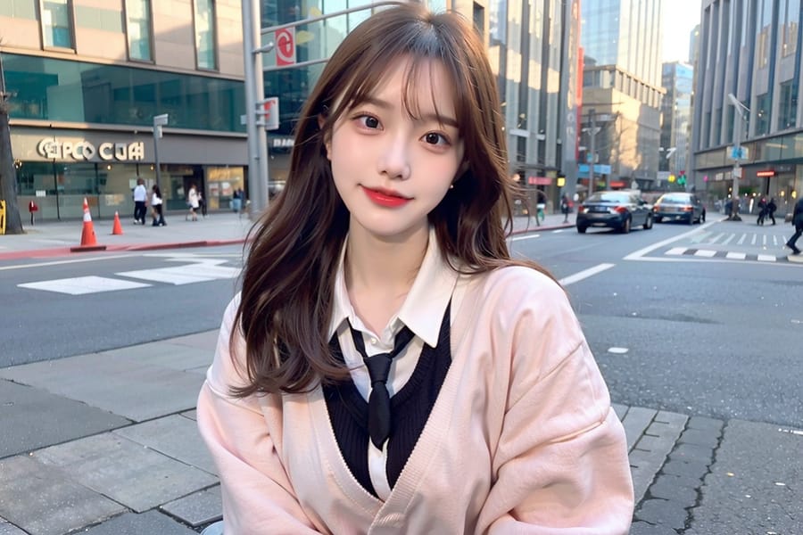 Tags: 21872187
<lora:mix4:0.67>, <lora:JapaneseDollLikeness_v15:0.75>, <lora:koreanDollLikeness:0.44>, <lora:YaeMiko_Test:0.31>, (school uniform:0.96), (large breasts:0.90), choker, busy street in urban city, (perky ass:0.95), (exposed ass:0.93), (looking back:0.96), <lora:Addams:0.31>, extremely detailed eyes, extremely detailed face, cute, (photorealistic:1.17), sexy lips, seductive smile, eyelashes, pale skin, perky breasts, full body portrait, sharp, (long slim legs:0.99), (thigh gap:0.99), blush, solo, (stunningly attractive:1.14)
Negative prompt: sketches, paintings, anime, black and white, (worst quality:2.20)
Steps: 32, Sampler: DPM++ 2M Karras, CFG scale: 5.83, Seed: 3463907530, Size: 768x512, Model hash: fc2511737a, Model: chilloutmix_NiPrunedFp32Fix, Seed resize from: -1x-1, Denoising strength: 0.4, Version: v1.2.1, Hires upscale: 2.0, Hires steps: 48, Hires upscaler: ESRGAN_4x