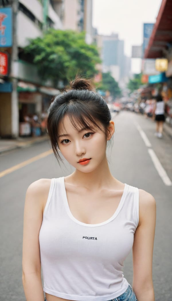 Tags: 21872187, SDXL
{"3": {"inputs": {"seed": 383715482125643, "steps": 32, "cfg": 5.72, "sampler_name": "dpmpp_2m", "scheduler": "karras", "denoise": 1.0, "model": ["27", 0], "positive": ["6", 0], "negative": ["7", 0], "latent_image": ["5", 0]}, "class_type": "KSampler"}, "4": {"inputs": {"ckpt_name": "leosamsHelloworldSDXL_helloworldSDXL30.safetensors"}, "class_type": "CheckpointLoaderSimple"}, "5": {"inputs": {"width": 768, "height": 1344, "batch_size": 1}, "class_type": "EmptyLatentImage"}, "6": {"inputs": {"text": "23 year old girl, (taiwanese:1.12), (chinese:1.14), (ukrainian:0.98), (detailed face:1.03), (cute:1.04), (seductive facial expression:1.12), (slim:1.11), (idol:1.14), (seductive pose:1.05), (pale skin:0.97), (eyelashes:1.09), (temptress:1.14), (sexy lips:1.04), (beautiful eyes:1.06), (blush:0.97), (double eyelids:1.13), (in a seductive pose:1.05), (large perky breasts:0.99), (cleavage:0.98), (thigh gap:0.99), (white tanktop:1.12), busy street, (film:1.08), (candid cinema:1.09), (RAW:1.00), (portra:1.08), (natural looking skin:1.03), (skin fuzz:1.07), (detailed skin:1.04), (soft lighting:1.04), (textured skin:1.00)", "clip": ["27", 1]}, "class_type": "CLIPTextEncode"}, "7": {"inputs": {"text": "(bad hands:1.14), (worst quality:1.11), (watermark:1.08), (distorted:1.06), (open mouth:1.08), (twisted:1.13), (low resolution:1.05)", "clip": ["27", 1]}, "class_type": "CLIPTextEncode"}, "8": {"inputs": {"samples": ["3", 0], "vae": ["4", 2]}, "class_type": "VAEDecode"}, "25": {"inputs": {"lora_name": "nudify_xl.safetensors", "strength_model": 0.29, "strength_clip": 0.17, "model": ["4", 0], "clip": ["4", 1]}, "class_type": "LoraLoader"}, "26": {"inputs": {"lora_name": "shirtlift_SDXL_v2.safetensors", "strength_model": 0.0, "strength_clip": 0.12, "model": ["25", 0], "clip": ["25", 1]}, "class_type": "LoraLoader"}, "27": {"inputs": {"lora_name": "PerfectEyesXL.safetensors", "strength_model": 0.19, "strength_clip": 0.04, "model": ["26", 0], "clip": ["26", 1]}, "class_type": "LoraLoader"}, "30": {"inputs": {"model_name": "4x_NMKD-Superscale-SP_178000_G.pth"}, "class_type": "UpscaleModelLoader"}, "31": {"inputs": {"upscale_model": ["30", 0], "image": ["8", 0]}, "class_type": "ImageUpscaleWithModel"}, "32": {"inputs": {"upscale_method": "lanczos", "scale_by": 0.5, "image": ["31", 0]}, "class_type": "ImageScaleBy"}, "33": {"inputs": {"pixels": ["32", 0], "vae": ["4", 2]}, "class_type": "VAEEncode"}, "34": {"inputs": {"seed": 383715482125643, "steps": 32, "cfg": 5.72, "sampler_name": "dpmpp_2m", "scheduler": "karras", "denoise": 0.3, "model": ["27", 0], "positive": ["6", 0], "negative": ["7", 0], "latent_image": ["33", 0]}, "class_type": "KSampler"}, "36": {"inputs": {"samples": ["34", 0], "vae": ["4", 2]}, "class_type": "VAEDecode"}, "39": {"inputs": {"filename_prefix": "comfyapi-1705634688684", "images": ["36", 0]}, "class_type": "SaveImage"}}