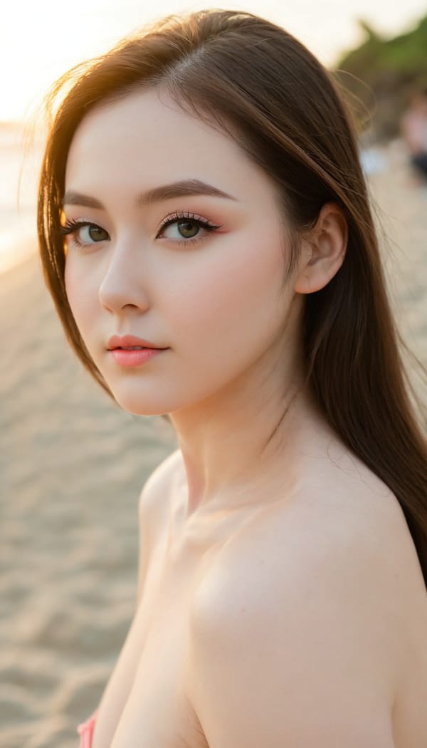 Tags: 21872187, SDXL
{"3": {"inputs": {"seed": 846338088309925, "steps": 64, "cfg": 5.52, "sampler_name": "dpmpp_2m", "scheduler": "karras", "denoise": 1.0, "model": ["27", 0], "positive": ["6", 0], "negative": ["7", 0], "latent_image": ["5", 0]}, "class_type": "KSampler"}, "4": {"inputs": {"ckpt_name": "juggernautXL_v8Rundiffusion.safetensors"}, "class_type": "CheckpointLoaderSimple"}, "5": {"inputs": {"width": 768, "height": 1344, "batch_size": 1}, "class_type": "EmptyLatentImage"}, "6": {"inputs": {"text": "25 year old girl, (sexy lips:1.03), (detailed face:0.97), (beautiful eyes:1.11), (seductive pose:1.11), (pale skin:0.95), (blush:1.01), (cute:0.99), (double eyelids:1.13), (eyelashes:1.00), (slim:1.09), (idol:1.04), (temptress:1.02), (perky ass:1.02), (exposed ass:1.07), (looking back:1.13), (sexy ass:1.03), (thigh gap:1.08), wearing (bikini:1.04) at a beach, (candid cinema:1.02), (detailed skin:1.09), (RAW:1.06), (film:1.06), (soft lighting:1.09), (portra:1.02), (textured skin:1.04), (skin fuzz:1.05), (natural looking skin:1.07)", "clip": ["27", 1]}, "class_type": "CLIPTextEncode"}, "7": {"inputs": {"text": "(distorted:1.07), (open mouth:1.11), (watermark:1.11), (bad hands:1.14), (twisted:1.05), (low resolution:1.14), (worst quality:1.13)", "clip": ["27", 1]}, "class_type": "CLIPTextEncode"}, "8": {"inputs": {"samples": ["3", 0], "vae": ["4", 2]}, "class_type": "VAEDecode"}, "25": {"inputs": {"lora_name": "nudify_xl.safetensors", "strength_model": 0.33, "strength_clip": 0.07, "model": ["4", 0], "clip": ["4", 1]}, "class_type": "LoraLoader"}, "26": {"inputs": {"lora_name": "shirtlift_SDXL_v2.safetensors", "strength_model": 0.11, "strength_clip": 0.02, "model": ["25", 0], "clip": ["25", 1]}, "class_type": "LoraLoader"}, "27": {"inputs": {"lora_name": "PerfectEyesXL.safetensors", "strength_model": 0.17, "strength_clip": 0.08, "model": ["26", 0], "clip": ["26", 1]}, "class_type": "LoraLoader"}, "30": {"inputs": {"model_name": "4x_NMKD-Superscale-SP_178000_G.pth"}, "class_type": "UpscaleModelLoader"}, "31": {"inputs": {"upscale_model": ["30", 0], "image": ["8", 0]}, "class_type": "ImageUpscaleWithModel"}, "32": {"inputs": {"upscale_method": "lanczos", "scale_by": 0.5, "image": ["31", 0]}, "class_type": "ImageScaleBy"}, "33": {"inputs": {"pixels": ["32", 0], "vae": ["4", 2]}, "class_type": "VAEEncode"}, "34": {"inputs": {"seed": 846338088309925, "steps": 64, "cfg": 5.52, "sampler_name": "dpmpp_2m", "scheduler": "karras", "denoise": 0.3, "model": ["27", 0], "positive": ["6", 0], "negative": ["7", 0], "latent_image": ["33", 0]}, "class_type": "KSampler"}, "36": {"inputs": {"samples": ["34", 0], "vae": ["4", 2]}, "class_type": "VAEDecode"}, "39": {"inputs": {"filename_prefix": "comfyapi-1707494764079", "images": ["36", 0]}, "class_type": "SaveImage"}}