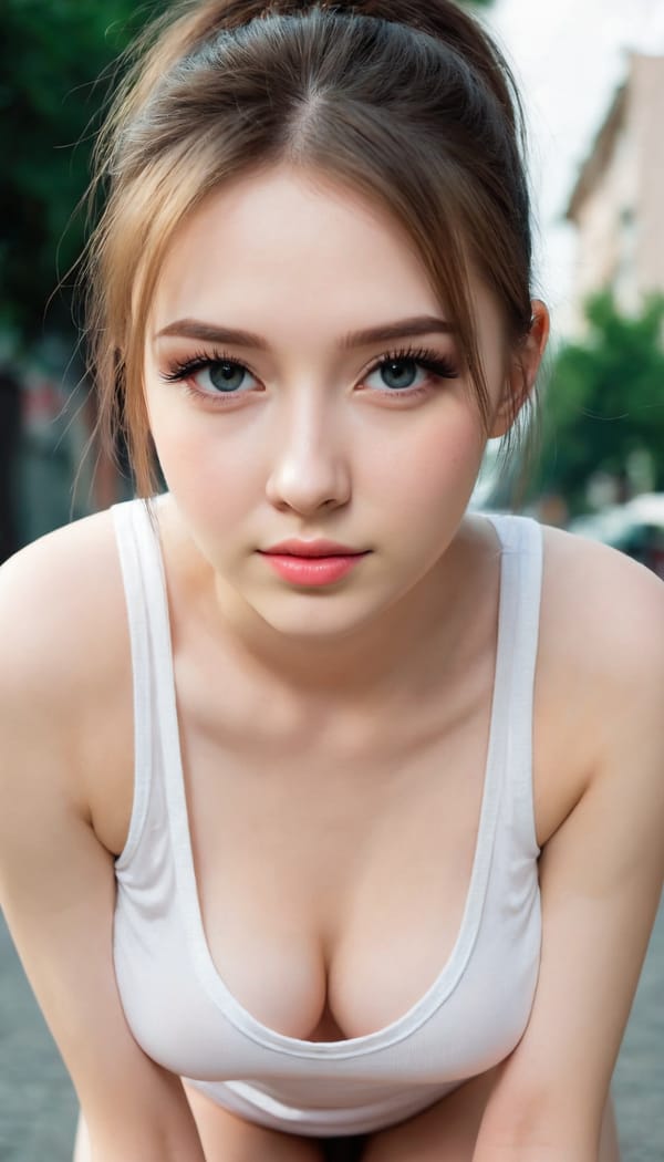Tags: 21872187, SDXL
{"3": {"inputs": {"seed": 322690344344735, "steps": 64, "cfg": 7.69, "sampler_name": "dpmpp_2m", "scheduler": "karras", "denoise": 1.0, "model": ["27", 0], "positive": ["6", 0], "negative": ["7", 0], "latent_image": ["5", 0]}, "class_type": "KSampler"}, "4": {"inputs": {"ckpt_name": "juggernautXL_v8Rundiffusion.safetensors"}, "class_type": "CheckpointLoaderSimple"}, "5": {"inputs": {"width": 768, "height": 1344, "batch_size": 1}, "class_type": "EmptyLatentImage"}, "6": {"inputs": {"text": "20 year old girl, (ukrainian:1.07), (blush:1.14), (eyelashes:1.03), (sexy lips:1.05), (seductive facial expression:0.96), (seductive pose:1.07), (idol:0.95), (pale skin:0.97), (slim:1.14), (cute:0.98), (beautiful eyes:1.03), (double eyelids:1.03), (detailed face:1.05), (on all fours:0.96), (spreading ass cheeks:0.98), (from behind:1.09), (backboob:1.11), (white tanktop:1.14), busy street, (natural looking skin:1.03), (detailed skin:1.00), (textured skin:1.00), (candid cinema:1.01), (portra:1.00), (RAW:1.02), (soft lighting:1.01), (skin fuzz:1.01), (film:1.04)", "clip": ["27", 1]}, "class_type": "CLIPTextEncode"}, "7": {"inputs": {"text": "(low resolution:1.08), (bad hands:1.07), (worst quality:1.06), (watermark:1.08), (open mouth:1.08), (twisted:1.05), (distorted:1.05)", "clip": ["27", 1]}, "class_type": "CLIPTextEncode"}, "8": {"inputs": {"samples": ["3", 0], "vae": ["4", 2]}, "class_type": "VAEDecode"}, "25": {"inputs": {"lora_name": "nudify_xl.safetensors", "strength_model": 0.02, "strength_clip": 0.26, "model": ["4", 0], "clip": ["4", 1]}, "class_type": "LoraLoader"}, "26": {"inputs": {"lora_name": "shirtlift_SDXL_v2.safetensors", "strength_model": 0.08, "strength_clip": 0.0, "model": ["25", 0], "clip": ["25", 1]}, "class_type": "LoraLoader"}, "27": {"inputs": {"lora_name": "PerfectEyesXL.safetensors", "strength_model": 0.08, "strength_clip": 0.02, "model": ["26", 0], "clip": ["26", 1]}, "class_type": "LoraLoader"}, "30": {"inputs": {"model_name": "4x_NMKD-Superscale-SP_178000_G.pth"}, "class_type": "UpscaleModelLoader"}, "31": {"inputs": {"upscale_model": ["30", 0], "image": ["8", 0]}, "class_type": "ImageUpscaleWithModel"}, "32": {"inputs": {"upscale_method": "lanczos", "scale_by": 0.5, "image": ["31", 0]}, "class_type": "ImageScaleBy"}, "33": {"inputs": {"pixels": ["32", 0], "vae": ["4", 2]}, "class_type": "VAEEncode"}, "34": {"inputs": {"seed": 322690344344735, "steps": 64, "cfg": 7.69, "sampler_name": "dpmpp_2m", "scheduler": "karras", "denoise": 0.3, "model": ["27", 0], "positive": ["6", 0], "negative": ["7", 0], "latent_image": ["33", 0]}, "class_type": "KSampler"}, "36": {"inputs": {"samples": ["34", 0], "vae": ["4", 2]}, "class_type": "VAEDecode"}, "39": {"inputs": {"filename_prefix": "comfyapi-1706574350913", "images": ["36", 0]}, "class_type": "SaveImage"}}