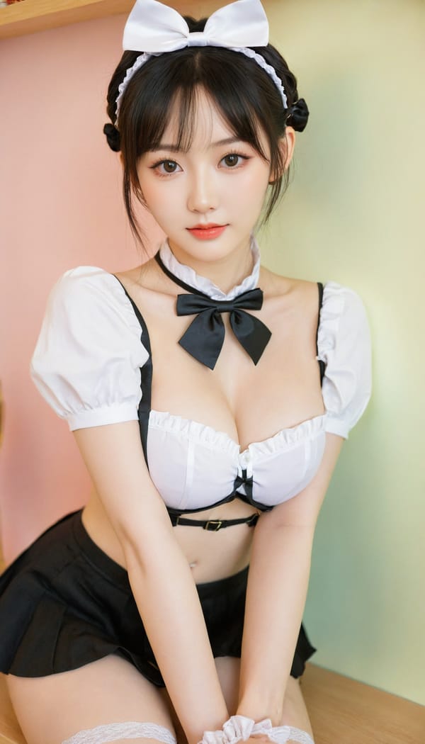 Tags: 21872187, SDXL
{"3": {"inputs": {"seed": 528138401116707, "steps": 32, "cfg": 6.99, "sampler_name": "dpmpp_2m", "scheduler": "karras", "denoise": 1.0, "model": ["27", 0], "positive": ["6", 0], "negative": ["7", 0], "latent_image": ["5", 0]}, "class_type": "KSampler"}, "4": {"inputs": {"ckpt_name": "leosamsHelloworldSDXL_helloworldSDXL32DPO.safetensors"}, "class_type": "CheckpointLoaderSimple"}, "5": {"inputs": {"width": 768, "height": 1344, "batch_size": 1}, "class_type": "EmptyLatentImage"}, "6": {"inputs": {"text": "28 year old girl, (chinese:0.96), (russian:1.10), (irish:1.08), (taiwanese:1.03), (sexy lips:0.95), (temptress:0.96), (slim:1.07), (beautiful eyes:1.09), (eyelashes:1.09), (pale skin:1.11), (seductive facial expression:1.12), (idol:1.03), (seductive pose:0.99), (cute:0.95), (double eyelids:0.99), (blush:1.03), (detailed face:1.13), (in a seductive pose:0.99), (large perky breasts:0.99), (cleavage:1.05), (thigh gap:1.08), in a (skimpy maid costume:0.95) working at a maid cafe, choker, bowtie, headband, pleated skirt, (natural looking skin:1.04), (textured skin:1.01), (detailed skin:1.03), (portra:1.05), (RAW:1.05), (skin fuzz:1.06), (soft lighting:1.02), (candid cinema:1.06), (film:1.03)", "clip": ["27", 1]}, "class_type": "CLIPTextEncode"}, "7": {"inputs": {"text": "(worst quality:1.08), (watermark:1.08), (distorted:1.05), (open mouth:1.05), (low resolution:1.08), (twisted:1.06), (bad hands:1.13)", "clip": ["27", 1]}, "class_type": "CLIPTextEncode"}, "8": {"inputs": {"samples": ["3", 0], "vae": ["4", 2]}, "class_type": "VAEDecode"}, "25": {"inputs": {"lora_name": "nudify_xl.safetensors", "strength_model": 0.36, "strength_clip": 0.33, "model": ["4", 0], "clip": ["4", 1]}, "class_type": "LoraLoader"}, "26": {"inputs": {"lora_name": "shirtlift_SDXL_v2.safetensors", "strength_model": 0.0, "strength_clip": 0.11, "model": ["25", 0], "clip": ["25", 1]}, "class_type": "LoraLoader"}, "27": {"inputs": {"lora_name": "PerfectEyesXL.safetensors", "strength_model": 0.0, "strength_clip": 0.06, "model": ["26", 0], "clip": ["26", 1]}, "class_type": "LoraLoader"}, "30": {"inputs": {"model_name": "4x_NMKD-Superscale-SP_178000_G.pth"}, "class_type": "UpscaleModelLoader"}, "31": {"inputs": {"upscale_model": ["30", 0], "image": ["8", 0]}, "class_type": "ImageUpscaleWithModel"}, "32": {"inputs": {"upscale_method": "lanczos", "scale_by": 0.5, "image": ["31", 0]}, "class_type": "ImageScaleBy"}, "33": {"inputs": {"pixels": ["32", 0], "vae": ["4", 2]}, "class_type": "VAEEncode"}, "34": {"inputs": {"seed": 528138401116707, "steps": 32, "cfg": 6.99, "sampler_name": "dpmpp_2m", "scheduler": "karras", "denoise": 0.3, "model": ["27", 0], "positive": ["6", 0], "negative": ["7", 0], "latent_image": ["33", 0]}, "class_type": "KSampler"}, "36": {"inputs": {"samples": ["34", 0], "vae": ["4", 2]}, "class_type": "VAEDecode"}, "39": {"inputs": {"filename_prefix": "comfyapi-1707839993414", "images": ["36", 0]}, "class_type": "SaveImage"}}