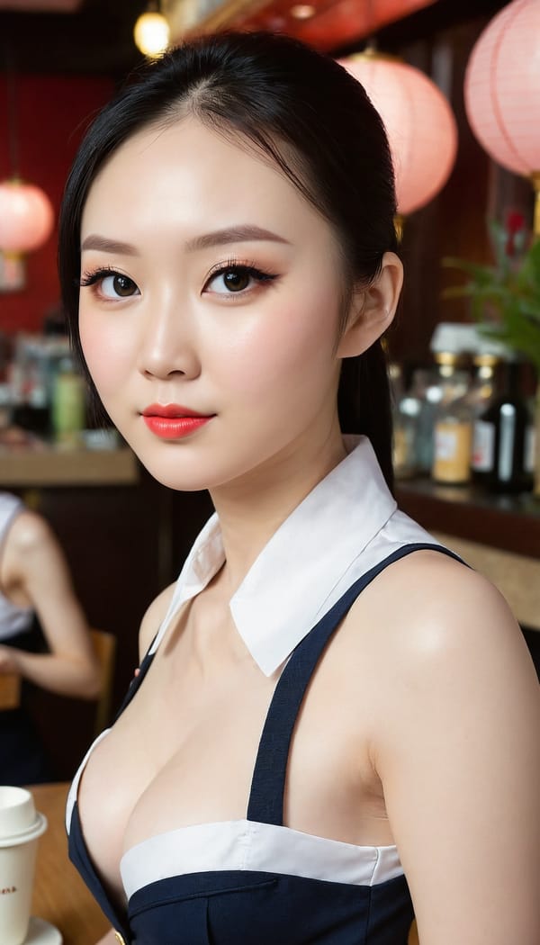 Tags: 21872187, SDXL
{"3": {"inputs": {"seed": 612335155955193, "steps": 32, "cfg": 7.79, "sampler_name": "dpmpp_2m", "scheduler": "karras", "denoise": 1.0, "model": ["27", 0], "positive": ["6", 0], "negative": ["7", 0], "latent_image": ["5", 0]}, "class_type": "KSampler"}, "4": {"inputs": {"ckpt_name": "juggernautXL_v8Rundiffusion.safetensors"}, "class_type": "CheckpointLoaderSimple"}, "5": {"inputs": {"width": 768, "height": 1344, "batch_size": 1}, "class_type": "EmptyLatentImage"}, "6": {"inputs": {"text": "27 year old girl, (chinese:1.09), (russian:0.99), (seductive pose:1.03), (slim:1.02), (pale skin:1.06), (temptress:0.97), (seductive facial expression:0.96), (beautiful eyes:1.00), (idol:1.13), (eyelashes:1.04), (cute:1.00), (blush:1.05), (detailed face:0.99), (double eyelids:1.12), (in a seductive pose:0.98), (large perky breasts:1.06), (cleavage:0.95), (thigh gap:1.02), (a waitress in uniform:1.03) working at a restaurant, (RAW:1.08), (soft lighting:1.06), (portra:1.08), (textured skin:1.02), (detailed skin:1.08), (skin fuzz:1.07), (candid cinema:1.07), (film:1.08), (natural looking skin:1.03)", "clip": ["27", 1]}, "class_type": "CLIPTextEncode"}, "7": {"inputs": {"text": "(bad hands:1.05), (watermark:1.05), (low resolution:1.07), (worst quality:1.05), (distorted:1.09), (twisted:1.11), (open mouth:1.08)", "clip": ["27", 1]}, "class_type": "CLIPTextEncode"}, "8": {"inputs": {"samples": ["3", 0], "vae": ["4", 2]}, "class_type": "VAEDecode"}, "25": {"inputs": {"lora_name": "nudify_xl.safetensors", "strength_model": 0.22, "strength_clip": 0.19, "model": ["4", 0], "clip": ["4", 1]}, "class_type": "LoraLoader"}, "26": {"inputs": {"lora_name": "shirtlift_SDXL_v2.safetensors", "strength_model": 0.04, "strength_clip": 0.12, "model": ["25", 0], "clip": ["25", 1]}, "class_type": "LoraLoader"}, "27": {"inputs": {"lora_name": "PerfectEyesXL.safetensors", "strength_model": 0.06, "strength_clip": 0.16, "model": ["26", 0], "clip": ["26", 1]}, "class_type": "LoraLoader"}, "30": {"inputs": {"model_name": "4x_NMKD-Superscale-SP_178000_G.pth"}, "class_type": "UpscaleModelLoader"}, "31": {"inputs": {"upscale_model": ["30", 0], "image": ["8", 0]}, "class_type": "ImageUpscaleWithModel"}, "32": {"inputs": {"upscale_method": "lanczos", "scale_by": 0.5, "image": ["31", 0]}, "class_type": "ImageScaleBy"}, "33": {"inputs": {"pixels": ["32", 0], "vae": ["4", 2]}, "class_type": "VAEEncode"}, "34": {"inputs": {"seed": 612335155955193, "steps": 32, "cfg": 7.79, "sampler_name": "dpmpp_2m", "scheduler": "karras", "denoise": 0.3, "model": ["27", 0], "positive": ["6", 0], "negative": ["7", 0], "latent_image": ["33", 0]}, "class_type": "KSampler"}, "36": {"inputs": {"samples": ["34", 0], "vae": ["4", 2]}, "class_type": "VAEDecode"}, "39": {"inputs": {"filename_prefix": "comfyapi-1707240431833", "images": ["36", 0]}, "class_type": "SaveImage"}}