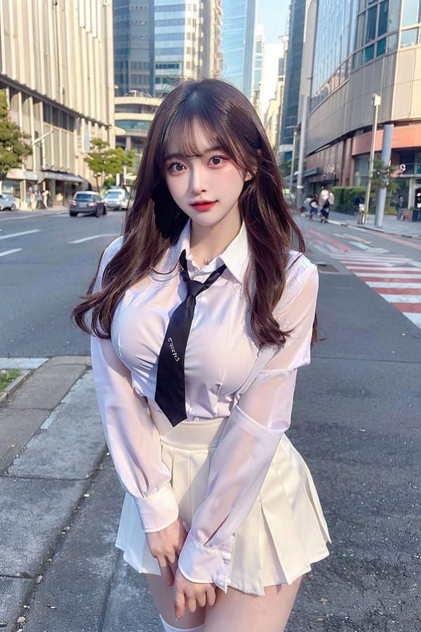Tags: 21872187
<lora:mix4:0.30>, <lora:JapaneseDollLikeness_v15:0.66>, <lora:koreanDollLikeness:0.34>, <lora:taiwanDollLikeness_v20:0.60>, (school uniform:1.05), (large breasts:0.97), choker, busy street in urban city, (seductive pose:1.17), extremely detailed eyes, extremely detailed face, cute, sexy lips, seductive smile, double eyelids, eyelashes, pale skin, perky breasts, full body portrait, 4K, RAW, best quality, sharp, tall, (long slim legs:1.15), 1girl
Negative prompt: paintings, black and white, disfigured, (worst quality:1.90)
Steps: 48, Sampler: DPM++ 2M Karras, CFG scale: 7.44, Seed: 3008228003, Size: 512x768, Model hash: fc2511737a, Model: chilloutmix_NiPrunedFp32Fix, Seed resize from: -1x-1, Denoising strength: 0.4, Version: v1.2.1, Hires upscale: 2.0, Hires steps: 48, Hires upscaler: ESRGAN_4x