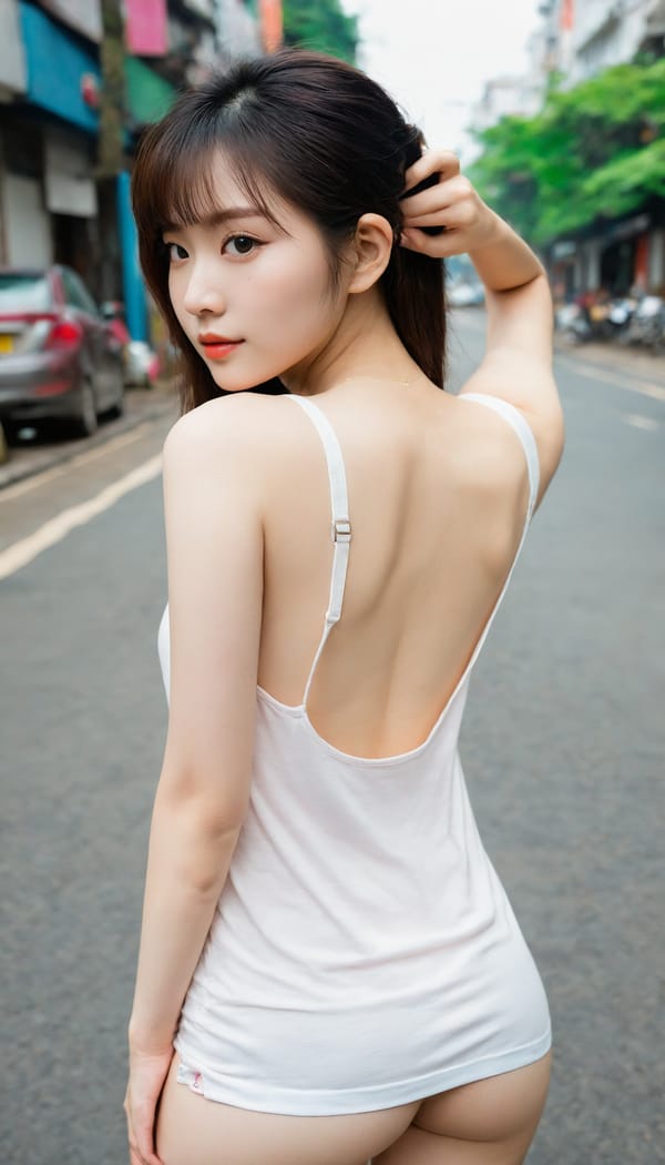 Tags: 21872187, SDXL
{"3": {"inputs": {"seed": 372845591452844, "steps": 32, "cfg": 6.1, "sampler_name": "dpmpp_2m", "scheduler": "karras", "denoise": 1.0, "model": ["27", 0], "positive": ["6", 0], "negative": ["7", 0], "latent_image": ["5", 0]}, "class_type": "KSampler"}, "4": {"inputs": {"ckpt_name": "helloworldxl.safetensors"}, "class_type": "CheckpointLoaderSimple"}, "5": {"inputs": {"width": 768, "height": 1344, "batch_size": 1}, "class_type": "EmptyLatentImage"}, "6": {"inputs": {"text": "28 year old girl, (chinese:1.11), (korean:1.04), (taiwanese:0.97), (ukrainian:1.03), (seductive pose:0.97), (detailed face:1.11), (double eyelids:1.12), (eyelashes:1.14), (slim:1.11), (blush:1.11), (seductive facial expression:0.98), (idol:1.05), (temptress:0.96), (pale skin:1.04), (beautiful eyes:1.00), (sexy lips:0.95), (on all fours:0.96), (spreading ass cheeks:1.07), (from behind:1.09), (backboob:1.05), (white tanktop:1.13), busy street, (skin fuzz:1.04), (RAW:1.03), (detailed skin:1.07), (soft lighting:1.04), (natural looking skin:1.04), (film:1.00), (candid cinema:1.06), (textured skin:1.05), (portra:1.00)", "clip": ["27", 1]}, "class_type": "CLIPTextEncode"}, "7": {"inputs": {"text": "(bad hands:1.08), (watermark:1.07), (worst quality:1.10), (twisted:1.13), (open mouth:1.07), (low resolution:1.13), (distorted:1.11)", "clip": ["27", 1]}, "class_type": "CLIPTextEncode"}, "8": {"inputs": {"samples": ["3", 0], "vae": ["4", 2]}, "class_type": "VAEDecode"}, "25": {"inputs": {"lora_name": "nudify_xl.safetensors", "strength_model": 0.26, "strength_clip": 0.16, "model": ["4", 0], "clip": ["4", 1]}, "class_type": "LoraLoader"}, "26": {"inputs": {"lora_name": "shirtlift_SDXL_v2.safetensors", "strength_model": 0.0, "strength_clip": 0.0, "model": ["25", 0], "clip": ["25", 1]}, "class_type": "LoraLoader"}, "27": {"inputs": {"lora_name": "PerfectEyesXL.safetensors", "strength_model": 0.12, "strength_clip": 0.04, "model": ["26", 0], "clip": ["26", 1]}, "class_type": "LoraLoader"}, "30": {"inputs": {"model_name": "4x_NMKD-Superscale-SP_178000_G.pth"}, "class_type": "UpscaleModelLoader"}, "31": {"inputs": {"upscale_model": ["30", 0], "image": ["8", 0]}, "class_type": "ImageUpscaleWithModel"}, "32": {"inputs": {"upscale_method": "lanczos", "scale_by": 0.5, "image": ["31", 0]}, "class_type": "ImageScaleBy"}, "33": {"inputs": {"pixels": ["32", 0], "vae": ["4", 2]}, "class_type": "VAEEncode"}, "34": {"inputs": {"seed": 372845591452844, "steps": 32, "cfg": 6.1, "sampler_name": "dpmpp_2m", "scheduler": "karras", "denoise": 0.3, "model": ["27", 0], "positive": ["6", 0], "negative": ["7", 0], "latent_image": ["33", 0]}, "class_type": "KSampler"}, "36": {"inputs": {"samples": ["34", 0], "vae": ["4", 2]}, "class_type": "VAEDecode"}, "39": {"inputs": {"filename_prefix": "comfyapi-1713976453790", "images": ["36", 0]}, "class_type": "SaveImage"}}