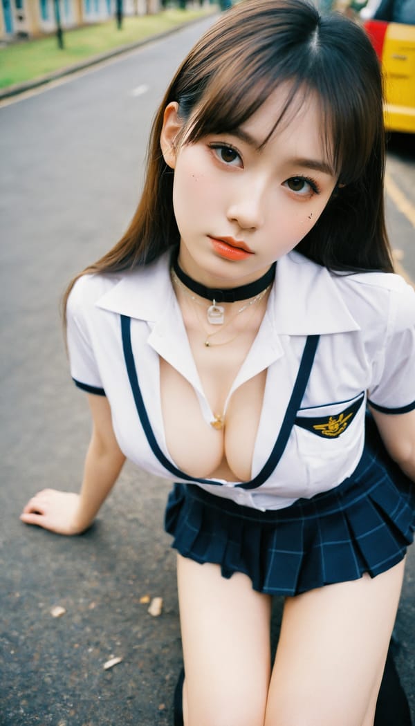 Tags: 21872187, SDXL
{"3": {"inputs": {"seed": 712150934252352, "steps": 64, "cfg": 7.53, "sampler_name": "dpmpp_2m", "scheduler": "karras", "denoise": 1.0, "model": ["27", 0], "positive": ["6", 0], "negative": ["7", 0], "latent_image": ["5", 0]}, "class_type": "KSampler"}, "4": {"inputs": {"ckpt_name": "helloworldxl.safetensors"}, "class_type": "CheckpointLoaderSimple"}, "5": {"inputs": {"width": 768, "height": 1344, "batch_size": 1}, "class_type": "EmptyLatentImage"}, "6": {"inputs": {"text": "25 year old girl, (double eyelids:1.09), (seductive facial expression:1.04), (pale skin:1.07), (eyelashes:1.10), (detailed face:0.99), (sexy lips:1.03), (blush:1.00), (beautiful eyes:1.08), (seductive pose:0.96), (slim:1.07), (idol:1.11), (in a seductive pose:1.03), (large perky breasts:0.95), (cleavage:1.00), (thigh gap:1.05), (school uniform:1.00), choker, busy street, (natural looking skin:1.06), (film:1.04), (detailed skin:1.09), (soft lighting:1.06), (portra:1.04), (textured skin:1.01), (RAW:1.06), (skin fuzz:1.06), (candid cinema:1.06)", "clip": ["27", 1]}, "class_type": "CLIPTextEncode"}, "7": {"inputs": {"text": "(worst quality:1.05), (distorted:1.13), (watermark:1.11), (open mouth:1.09), (twisted:1.11), (low resolution:1.10), (bad hands:1.13)", "clip": ["27", 1]}, "class_type": "CLIPTextEncode"}, "8": {"inputs": {"samples": ["3", 0], "vae": ["4", 2]}, "class_type": "VAEDecode"}, "25": {"inputs": {"lora_name": "nudify_xl.safetensors", "strength_model": 0.27, "strength_clip": 0.16, "model": ["4", 0], "clip": ["4", 1]}, "class_type": "LoraLoader"}, "26": {"inputs": {"lora_name": "shirtlift_SDXL_v2.safetensors", "strength_model": 0.05, "strength_clip": 0.06, "model": ["25", 0], "clip": ["25", 1]}, "class_type": "LoraLoader"}, "27": {"inputs": {"lora_name": "PerfectEyesXL.safetensors", "strength_model": 0.04, "strength_clip": 0.11, "model": ["26", 0], "clip": ["26", 1]}, "class_type": "LoraLoader"}, "30": {"inputs": {"model_name": "4x_NMKD-Superscale-SP_178000_G.pth"}, "class_type": "UpscaleModelLoader"}, "31": {"inputs": {"upscale_model": ["30", 0], "image": ["8", 0]}, "class_type": "ImageUpscaleWithModel"}, "32": {"inputs": {"upscale_method": "lanczos", "scale_by": 0.5, "image": ["31", 0]}, "class_type": "ImageScaleBy"}, "33": {"inputs": {"pixels": ["32", 0], "vae": ["4", 2]}, "class_type": "VAEEncode"}, "34": {"inputs": {"seed": 712150934252352, "steps": 64, "cfg": 7.53, "sampler_name": "dpmpp_2m", "scheduler": "karras", "denoise": 0.3, "model": ["27", 0], "positive": ["6", 0], "negative": ["7", 0], "latent_image": ["33", 0]}, "class_type": "KSampler"}, "36": {"inputs": {"samples": ["34", 0], "vae": ["4", 2]}, "class_type": "VAEDecode"}, "39": {"inputs": {"filename_prefix": "comfyapi-1732885012047", "images": ["36", 0]}, "class_type": "SaveImage"}}