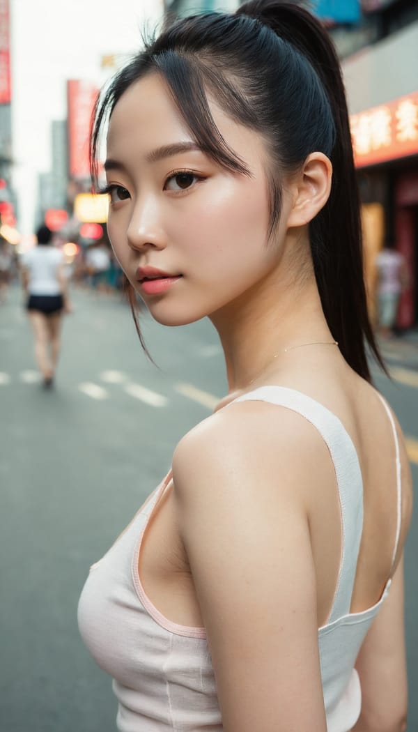 Tags: 21872187, SDXL
{"3": {"inputs": {"seed": 633830459127925, "steps": 64, "cfg": 6.8, "sampler_name": "dpmpp_2m", "scheduler": "karras", "denoise": 1.0, "model": ["27", 0], "positive": ["6", 0], "negative": ["7", 0], "latent_image": ["5", 0]}, "class_type": "KSampler"}, "4": {"inputs": {"ckpt_name": "juggernautxl.safetensors"}, "class_type": "CheckpointLoaderSimple"}, "5": {"inputs": {"width": 768, "height": 1344, "batch_size": 1}, "class_type": "EmptyLatentImage"}, "6": {"inputs": {"text": "27 year old girl, (chinese:1.13), (irish:0.95), (idol:1.02), (slim:1.08), (sexy lips:1.12), (blush:1.02), (cute:1.02), (seductive pose:0.95), (beautiful eyes:1.01), (temptress:0.96), (seductive facial expression:1.04), (eyelashes:0.95), (pale skin:1.03), (double eyelids:1.02), (detailed face:1.02), (perky ass:0.96), (exposed ass:1.12), (looking back:1.11), (sexy ass:0.99), (thigh gap:1.02), (white tanktop:0.99), busy street, (film:1.06), (skin fuzz:1.04), (RAW:1.08), (portra:1.07), (detailed skin:1.07), (natural looking skin:1.02), (textured skin:1.07), (candid cinema:1.02), (soft lighting:1.08)", "clip": ["27", 1]}, "class_type": "CLIPTextEncode"}, "7": {"inputs": {"text": "(twisted:1.13), (bad hands:1.14), (low resolution:1.08), (open mouth:1.11), (watermark:1.06), (worst quality:1.13), (distorted:1.08)", "clip": ["27", 1]}, "class_type": "CLIPTextEncode"}, "8": {"inputs": {"samples": ["3", 0], "vae": ["4", 2]}, "class_type": "VAEDecode"}, "25": {"inputs": {"lora_name": "nudify_xl.safetensors", "strength_model": 0.18, "strength_clip": 0.25, "model": ["4", 0], "clip": ["4", 1]}, "class_type": "LoraLoader"}, "26": {"inputs": {"lora_name": "shirtlift_SDXL_v2.safetensors", "strength_model": 0.0, "strength_clip": 0.07, "model": ["25", 0], "clip": ["25", 1]}, "class_type": "LoraLoader"}, "27": {"inputs": {"lora_name": "PerfectEyesXL.safetensors", "strength_model": 0.09, "strength_clip": 0.02, "model": ["26", 0], "clip": ["26", 1]}, "class_type": "LoraLoader"}, "30": {"inputs": {"model_name": "4x_NMKD-Superscale-SP_178000_G.pth"}, "class_type": "UpscaleModelLoader"}, "31": {"inputs": {"upscale_model": ["30", 0], "image": ["8", 0]}, "class_type": "ImageUpscaleWithModel"}, "32": {"inputs": {"upscale_method": "lanczos", "scale_by": 0.5, "image": ["31", 0]}, "class_type": "ImageScaleBy"}, "33": {"inputs": {"pixels": ["32", 0], "vae": ["4", 2]}, "class_type": "VAEEncode"}, "34": {"inputs": {"seed": 633830459127925, "steps": 64, "cfg": 6.8, "sampler_name": "dpmpp_2m", "scheduler": "karras", "denoise": 0.3, "model": ["27", 0], "positive": ["6", 0], "negative": ["7", 0], "latent_image": ["33", 0]}, "class_type": "KSampler"}, "36": {"inputs": {"samples": ["34", 0], "vae": ["4", 2]}, "class_type": "VAEDecode"}, "39": {"inputs": {"filename_prefix": "comfyapi-1723900756829", "images": ["36", 0]}, "class_type": "SaveImage"}}