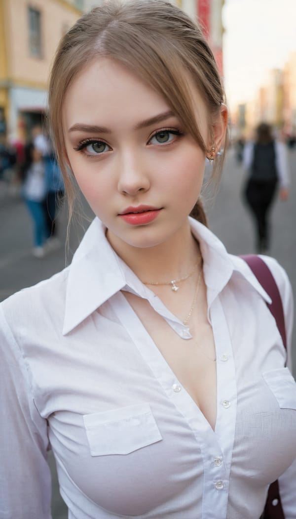 Tags: 21872187, SDXL
{"3": {"inputs": {"seed": 657533819177790, "steps": 64, "cfg": 7.0, "sampler_name": "dpmpp_2m", "scheduler": "karras", "denoise": 1.0, "model": ["27", 0], "positive": ["6", 0], "negative": ["7", 0], "latent_image": ["5", 0]}, "class_type": "KSampler"}, "4": {"inputs": {"ckpt_name": "juggernautXL_v7Rundiffusion.safetensors"}, "class_type": "CheckpointLoaderSimple"}, "5": {"inputs": {"width": 768, "height": 1344, "batch_size": 1}, "class_type": "EmptyLatentImage"}, "6": {"inputs": {"text": "21 year old girl, (russian:0.97), (idol:1.09), (double eyelids:0.95), (seductive pose:0.97), (sexy lips:1.14), (cute:1.00), (temptress:1.09), (beautiful eyes:1.00), (slim:0.96), (detailed face:1.05), (blush:1.01), (seductive facial expression:0.95), (pale skin:0.96), (in a seductive pose:1.14), (large perky breasts:1.01), (cleavage:1.07), (thigh gap:0.98), (school uniform:0.95), choker, busy street, (detailed skin:1.08), (skin fuzz:1.03), (candid cinema:1.04), (portra:1.04), (RAW:1.03), (film:1.04), (textured skin:1.05), (natural looking skin:1.09), (soft lighting:1.01)", "clip": ["27", 1]}, "class_type": "CLIPTextEncode"}, "7": {"inputs": {"text": "(watermark:1.11), (low resolution:1.11), (bad hands:1.13), (distorted:1.06), (twisted:1.09), (open mouth:1.10), (worst quality:1.06)", "clip": ["27", 1]}, "class_type": "CLIPTextEncode"}, "8": {"inputs": {"samples": ["3", 0], "vae": ["4", 2]}, "class_type": "VAEDecode"}, "25": {"inputs": {"lora_name": "nudify_xl.safetensors", "strength_model": 0.05, "strength_clip": 0.34, "model": ["4", 0], "clip": ["4", 1]}, "class_type": "LoraLoader"}, "26": {"inputs": {"lora_name": "shirtlift_SDXL_v2.safetensors", "strength_model": 0.14, "strength_clip": 0.12, "model": ["25", 0], "clip": ["25", 1]}, "class_type": "LoraLoader"}, "27": {"inputs": {"lora_name": "PerfectEyesXL.safetensors", "strength_model": 0.07, "strength_clip": 0.18, "model": ["26", 0], "clip": ["26", 1]}, "class_type": "LoraLoader"}, "30": {"inputs": {"model_name": "4x_NMKD-Superscale-SP_178000_G.pth"}, "class_type": "UpscaleModelLoader"}, "31": {"inputs": {"upscale_model": ["30", 0], "image": ["8", 0]}, "class_type": "ImageUpscaleWithModel"}, "32": {"inputs": {"upscale_method": "lanczos", "scale_by": 0.5, "image": ["31", 0]}, "class_type": "ImageScaleBy"}, "33": {"inputs": {"pixels": ["32", 0], "vae": ["4", 2]}, "class_type": "VAEEncode"}, "34": {"inputs": {"seed": 657533819177790, "steps": 64, "cfg": 7.0, "sampler_name": "dpmpp_2m", "scheduler": "karras", "denoise": 0.3, "model": ["27", 0], "positive": ["6", 0], "negative": ["7", 0], "latent_image": ["33", 0]}, "class_type": "KSampler"}, "36": {"inputs": {"samples": ["34", 0], "vae": ["4", 2]}, "class_type": "VAEDecode"}, "39": {"inputs": {"filename_prefix": "comfyapi-1705526136542", "images": ["36", 0]}, "class_type": "SaveImage"}}