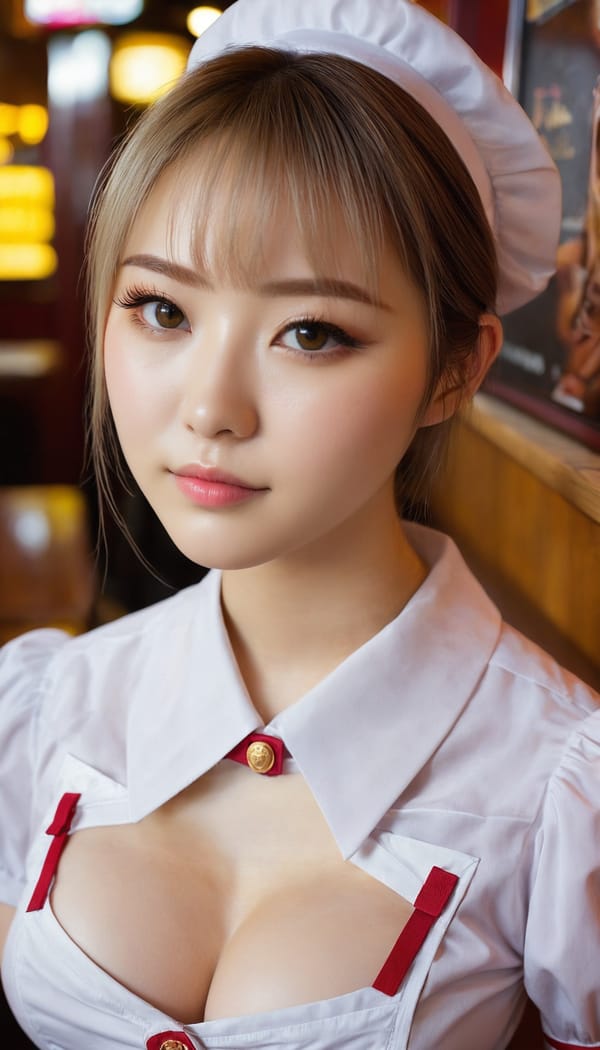 Tags: 21872187, SDXL
{"3": {"inputs": {"seed": 853589878219668, "steps": 64, "cfg": 6.59, "sampler_name": "dpmpp_2m", "scheduler": "karras", "denoise": 1.0, "model": ["27", 0], "positive": ["6", 0], "negative": ["7", 0], "latent_image": ["5", 0]}, "class_type": "KSampler"}, "4": {"inputs": {"ckpt_name": "juggernautxl.safetensors"}, "class_type": "CheckpointLoaderSimple"}, "5": {"inputs": {"width": 768, "height": 1344, "batch_size": 1}, "class_type": "EmptyLatentImage"}, "6": {"inputs": {"text": "18 year old girl, (ukrainian:1.07), (japanese:1.09), (beautiful eyes:1.03), (eyelashes:1.12), (idol:1.03), (blush:0.95), (pale skin:0.96), (double eyelids:1.10), (sexy lips:1.04), (seductive pose:1.06), (detailed face:1.04), (temptress:0.95), (cute:1.01), (slim:1.05), (in a seductive pose:0.99), (large perky breasts:1.12), (cleavage:1.04), (thigh gap:0.98), (a waitress in uniform:1.04) working at a restaurant, (candid cinema:1.04), (portra:1.05), (RAW:1.01), (natural looking skin:1.09), (textured skin:1.00), (skin fuzz:1.04), (soft lighting:1.00), (film:1.00), (detailed skin:1.08)", "clip": ["27", 1]}, "class_type": "CLIPTextEncode"}, "7": {"inputs": {"text": "(open mouth:1.11), (bad hands:1.07), (twisted:1.10), (worst quality:1.05), (watermark:1.07), (distorted:1.11), (low resolution:1.06)", "clip": ["27", 1]}, "class_type": "CLIPTextEncode"}, "8": {"inputs": {"samples": ["3", 0], "vae": ["4", 2]}, "class_type": "VAEDecode"}, "25": {"inputs": {"lora_name": "nudify_xl.safetensors", "strength_model": 0.18, "strength_clip": 0.23, "model": ["4", 0], "clip": ["4", 1]}, "class_type": "LoraLoader"}, "26": {"inputs": {"lora_name": "shirtlift_SDXL_v2.safetensors", "strength_model": 0.09, "strength_clip": 0.17, "model": ["25", 0], "clip": ["25", 1]}, "class_type": "LoraLoader"}, "27": {"inputs": {"lora_name": "PerfectEyesXL.safetensors", "strength_model": 0.02, "strength_clip": 0.15, "model": ["26", 0], "clip": ["26", 1]}, "class_type": "LoraLoader"}, "30": {"inputs": {"model_name": "4x_NMKD-Superscale-SP_178000_G.pth"}, "class_type": "UpscaleModelLoader"}, "31": {"inputs": {"upscale_model": ["30", 0], "image": ["8", 0]}, "class_type": "ImageUpscaleWithModel"}, "32": {"inputs": {"upscale_method": "lanczos", "scale_by": 0.5, "image": ["31", 0]}, "class_type": "ImageScaleBy"}, "33": {"inputs": {"pixels": ["32", 0], "vae": ["4", 2]}, "class_type": "VAEEncode"}, "34": {"inputs": {"seed": 853589878219668, "steps": 64, "cfg": 6.59, "sampler_name": "dpmpp_2m", "scheduler": "karras", "denoise": 0.3, "model": ["27", 0], "positive": ["6", 0], "negative": ["7", 0], "latent_image": ["33", 0]}, "class_type": "KSampler"}, "36": {"inputs": {"samples": ["34", 0], "vae": ["4", 2]}, "class_type": "VAEDecode"}, "39": {"inputs": {"filename_prefix": "comfyapi-1724560198795", "images": ["36", 0]}, "class_type": "SaveImage"}}