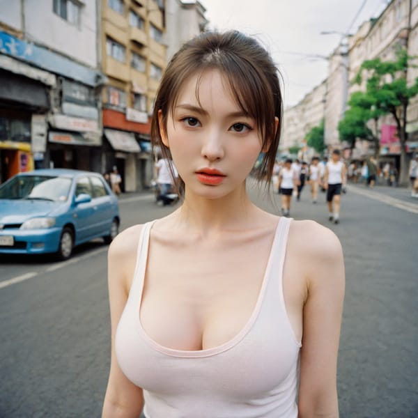 Tags: 21872187, SDXL
{"3": {"inputs": {"seed": 129889023080479, "steps": 32, "cfg": 7.65, "sampler_name": "dpmpp_2m", "scheduler": "karras", "denoise": 1.0, "model": ["27", 0], "positive": ["6", 0], "negative": ["7", 0], "latent_image": ["5", 0]}, "class_type": "KSampler"}, "4": {"inputs": {"ckpt_name": "helloworldxl.safetensors"}, "class_type": "CheckpointLoaderSimple"}, "5": {"inputs": {"width": 1024, "height": 1024, "batch_size": 1}, "class_type": "EmptyLatentImage"}, "6": {"inputs": {"text": "21 year old girl, (russian:1.05), (japanese:0.95), (ukrainian:0.96), (sexy lips:0.97), (blush:1.12), (double eyelids:1.02), (temptress:1.08), (detailed face:1.02), (beautiful eyes:0.99), (pale skin:1.07), (eyelashes:0.98), (seductive pose:1.12), (slim:1.04), (idol:1.12), (seductive facial expression:1.04), (in a seductive pose:1.02), (large perky breasts:1.04), (cleavage:1.04), (thigh gap:0.96), (white tanktop:1.09), busy street, (candid cinema:1.07), (natural looking skin:1.04), (film:1.09), (soft lighting:1.09), (textured skin:1.08), (portra:1.08), (skin fuzz:1.09), (RAW:1.07), (detailed skin:1.03)", "clip": ["27", 1]}, "class_type": "CLIPTextEncode"}, "7": {"inputs": {"text": "(twisted:1.13), (worst quality:1.13), (watermark:1.08), (distorted:1.11), (bad hands:1.14), (low resolution:1.09)", "clip": ["27", 1]}, "class_type": "CLIPTextEncode"}, "8": {"inputs": {"samples": ["3", 0], "vae": ["4", 2]}, "class_type": "VAEDecode"}, "25": {"inputs": {"lora_name": "nudify_xl.safetensors", "strength_model": 0.03, "strength_clip": 0.11, "model": ["4", 0], "clip": ["4", 1]}, "class_type": "LoraLoader"}, "26": {"inputs": {"lora_name": "shirtlift_SDXL_v2.safetensors", "strength_model": 0.13, "strength_clip": 0.11, "model": ["25", 0], "clip": ["25", 1]}, "class_type": "LoraLoader"}, "27": {"inputs": {"lora_name": "PerfectEyesXL.safetensors", "strength_model": 0.11, "strength_clip": 0.04, "model": ["26", 0], "clip": ["26", 1]}, "class_type": "LoraLoader"}, "30": {"inputs": {"model_name": "4x_NMKD-Superscale-SP_178000_G.pth"}, "class_type": "UpscaleModelLoader"}, "31": {"inputs": {"upscale_model": ["30", 0], "image": ["8", 0]}, "class_type": "ImageUpscaleWithModel"}, "32": {"inputs": {"upscale_method": "lanczos", "scale_by": 0.5, "image": ["31", 0]}, "class_type": "ImageScaleBy"}, "33": {"inputs": {"pixels": ["32", 0], "vae": ["4", 2]}, "class_type": "VAEEncode"}, "34": {"inputs": {"seed": 129889023080479, "steps": 32, "cfg": 7.65, "sampler_name": "dpmpp_2m", "scheduler": "karras", "denoise": 0.3, "model": ["27", 0], "positive": ["6", 0], "negative": ["7", 0], "latent_image": ["33", 0]}, "class_type": "KSampler"}, "36": {"inputs": {"samples": ["34", 0], "vae": ["4", 2]}, "class_type": "VAEDecode"}, "39": {"inputs": {"filename_prefix": "comfyapi-1714790731592", "images": ["36", 0]}, "class_type": "SaveImage"}}