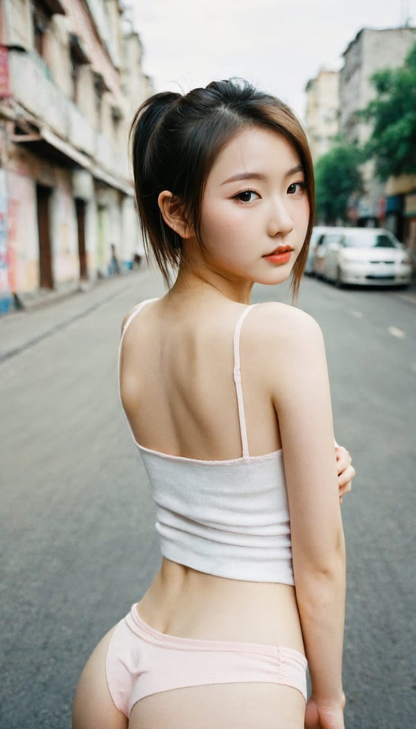 Tags: 21872187, SDXL
{"3": {"inputs": {"seed": 513287616173289, "steps": 32, "cfg": 7.25, "sampler_name": "dpmpp_2m", "scheduler": "karras", "denoise": 1.0, "model": ["27", 0], "positive": ["6", 0], "negative": ["7", 0], "latent_image": ["5", 0]}, "class_type": "KSampler"}, "4": {"inputs": {"ckpt_name": "leosamsHelloworldSDXL_helloworldSDXL32DPO.safetensors"}, "class_type": "CheckpointLoaderSimple"}, "5": {"inputs": {"width": 768, "height": 1344, "batch_size": 1}, "class_type": "EmptyLatentImage"}, "6": {"inputs": {"text": "21 year old girl, (russian:0.95), (chinese:1.10), (slim:0.99), (blush:1.13), (temptress:1.06), (pale skin:1.01), (seductive facial expression:1.10), (eyelashes:0.98), (seductive pose:1.05), (double eyelids:1.11), (cute:1.03), (sexy lips:1.01), (beautiful eyes:0.99), (detailed face:0.97), (on all fours:0.99), (spreading ass cheeks:1.03), (from behind:1.07), (backboob:1.09), (white tanktop:0.98), busy street, (skin fuzz:1.02), (portra:1.03), (textured skin:1.08), (film:1.03), (natural looking skin:1.03), (soft lighting:1.03), (RAW:1.07), (candid cinema:1.00), (detailed skin:1.00)", "clip": ["27", 1]}, "class_type": "CLIPTextEncode"}, "7": {"inputs": {"text": "(bad hands:1.07), (worst quality:1.11), (distorted:1.09), (open mouth:1.10), (twisted:1.07), (watermark:1.07), (low resolution:1.13)", "clip": ["27", 1]}, "class_type": "CLIPTextEncode"}, "8": {"inputs": {"samples": ["3", 0], "vae": ["4", 2]}, "class_type": "VAEDecode"}, "25": {"inputs": {"lora_name": "nudify_xl.safetensors", "strength_model": 0.16, "strength_clip": 0.21, "model": ["4", 0], "clip": ["4", 1]}, "class_type": "LoraLoader"}, "26": {"inputs": {"lora_name": "shirtlift_SDXL_v2.safetensors", "strength_model": 0.07, "strength_clip": 0.07, "model": ["25", 0], "clip": ["25", 1]}, "class_type": "LoraLoader"}, "27": {"inputs": {"lora_name": "PerfectEyesXL.safetensors", "strength_model": 0.12, "strength_clip": 0.13, "model": ["26", 0], "clip": ["26", 1]}, "class_type": "LoraLoader"}, "30": {"inputs": {"model_name": "4x_NMKD-Superscale-SP_178000_G.pth"}, "class_type": "UpscaleModelLoader"}, "31": {"inputs": {"upscale_model": ["30", 0], "image": ["8", 0]}, "class_type": "ImageUpscaleWithModel"}, "32": {"inputs": {"upscale_method": "lanczos", "scale_by": 0.5, "image": ["31", 0]}, "class_type": "ImageScaleBy"}, "33": {"inputs": {"pixels": ["32", 0], "vae": ["4", 2]}, "class_type": "VAEEncode"}, "34": {"inputs": {"seed": 513287616173289, "steps": 32, "cfg": 7.25, "sampler_name": "dpmpp_2m", "scheduler": "karras", "denoise": 0.3, "model": ["27", 0], "positive": ["6", 0], "negative": ["7", 0], "latent_image": ["33", 0]}, "class_type": "KSampler"}, "36": {"inputs": {"samples": ["34", 0], "vae": ["4", 2]}, "class_type": "VAEDecode"}, "39": {"inputs": {"filename_prefix": "comfyapi-1708202292482", "images": ["36", 0]}, "class_type": "SaveImage"}}