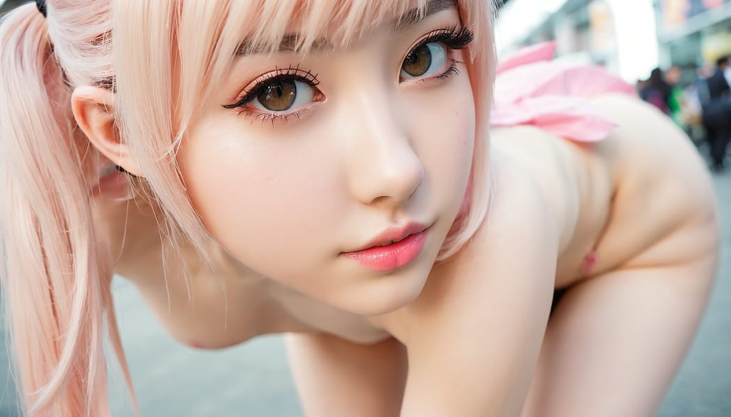 Tags: 21872187, SDXL
{"3": {"inputs": {"seed": 473552461286291, "steps": 32, "cfg": 7.13, "sampler_name": "dpmpp_2m", "scheduler": "karras", "denoise": 1.0, "model": ["27", 0], "positive": ["6", 0], "negative": ["7", 0], "latent_image": ["5", 0]}, "class_type": "KSampler"}, "4": {"inputs": {"ckpt_name": "juggernautxl.safetensors"}, "class_type": "CheckpointLoaderSimple"}, "5": {"inputs": {"width": 1344, "height": 768, "batch_size": 1}, "class_type": "EmptyLatentImage"}, "6": {"inputs": {"text": "23 year old girl, (beautiful eyes:1.06), (slim:1.14), (blush:1.01), (seductive facial expression:1.06), (eyelashes:0.99), (detailed face:1.08), (double eyelids:0.99), (sexy lips:1.08), (temptress:0.96), (idol:1.03), (cute:1.11), (seductive pose:1.09), (pale skin:1.09), (perky ass:1.09), (exposed ass:1.08), (looking back:0.98), (sexy ass:1.10), (thigh gap:1.07), (in a cosplay:1.11) at comiket posing for camera, (soft lighting:1.03), (skin fuzz:1.00), (textured skin:1.09), (film:1.08), (portra:1.00), (candid cinema:1.08), (detailed skin:1.03), (natural looking skin:1.08), (RAW:1.02)", "clip": ["27", 1]}, "class_type": "CLIPTextEncode"}, "7": {"inputs": {"text": "(watermark:1.09), (bad hands:1.08), (open mouth:1.13), (distorted:1.05), (twisted:1.12), (low resolution:1.14), (worst quality:1.06)", "clip": ["27", 1]}, "class_type": "CLIPTextEncode"}, "8": {"inputs": {"samples": ["3", 0], "vae": ["4", 2]}, "class_type": "VAEDecode"}, "25": {"inputs": {"lora_name": "nudify_xl.safetensors", "strength_model": 0.07, "strength_clip": 0.08, "model": ["4", 0], "clip": ["4", 1]}, "class_type": "LoraLoader"}, "26": {"inputs": {"lora_name": "shirtlift_SDXL_v2.safetensors", "strength_model": 0.12, "strength_clip": 0.14, "model": ["25", 0], "clip": ["25", 1]}, "class_type": "LoraLoader"}, "27": {"inputs": {"lora_name": "PerfectEyesXL.safetensors", "strength_model": 0.19, "strength_clip": 0.04, "model": ["26", 0], "clip": ["26", 1]}, "class_type": "LoraLoader"}, "30": {"inputs": {"model_name": "4x_NMKD-Superscale-SP_178000_G.pth"}, "class_type": "UpscaleModelLoader"}, "31": {"inputs": {"upscale_model": ["30", 0], "image": ["8", 0]}, "class_type": "ImageUpscaleWithModel"}, "32": {"inputs": {"upscale_method": "lanczos", "scale_by": 0.5, "image": ["31", 0]}, "class_type": "ImageScaleBy"}, "33": {"inputs": {"pixels": ["32", 0], "vae": ["4", 2]}, "class_type": "VAEEncode"}, "34": {"inputs": {"seed": 473552461286291, "steps": 32, "cfg": 7.13, "sampler_name": "dpmpp_2m", "scheduler": "karras", "denoise": 0.3, "model": ["27", 0], "positive": ["6", 0], "negative": ["7", 0], "latent_image": ["33", 0]}, "class_type": "KSampler"}, "36": {"inputs": {"samples": ["34", 0], "vae": ["4", 2]}, "class_type": "VAEDecode"}, "39": {"inputs": {"filename_prefix": "comfyapi-1731997363305", "images": ["36", 0]}, "class_type": "SaveImage"}}