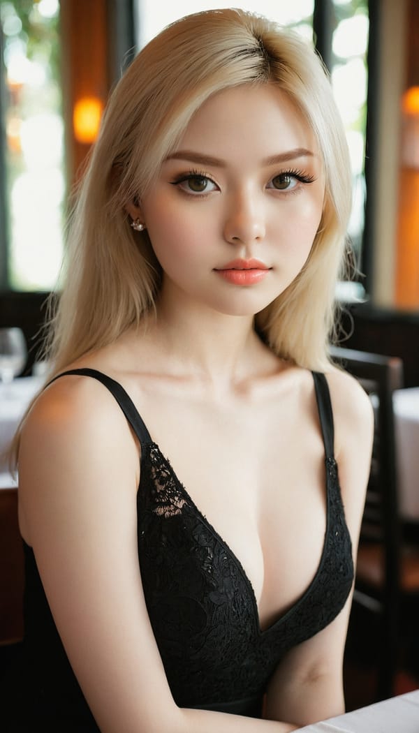 Tags: 21872187, SDXL
{"3": {"inputs": {"seed": 873596814252059, "steps": 32, "cfg": 5.73, "sampler_name": "dpmpp_2m", "scheduler": "karras", "denoise": 1.0, "model": ["27", 0], "positive": ["6", 0], "negative": ["7", 0], "latent_image": ["5", 0]}, "class_type": "KSampler"}, "4": {"inputs": {"ckpt_name": "juggernautxl.safetensors"}, "class_type": "CheckpointLoaderSimple"}, "5": {"inputs": {"width": 768, "height": 1344, "batch_size": 1}, "class_type": "EmptyLatentImage"}, "6": {"inputs": {"text": "24 year old girl, (temptress:1.04), (cute:0.98), (sexy lips:1.06), (idol:1.04), (detailed face:1.03), (pale skin:1.06), (seductive pose:1.11), (double eyelids:0.96), (slim:0.97), (beautiful eyes:1.00), (eyelashes:1.13), (seductive facial expression:0.96), (in a seductive pose:1.10), (large perky breasts:1.00), (cleavage:1.03), (thigh gap:0.97), (wearing a little black dress:1.09) at a fine dining restaurant, (portra:1.05), (detailed skin:1.03), (textured skin:1.02), (RAW:1.01), (skin fuzz:1.00), (natural looking skin:1.07), (candid cinema:1.03), (soft lighting:1.06), (film:1.03)", "clip": ["27", 1]}, "class_type": "CLIPTextEncode"}, "7": {"inputs": {"text": "(worst quality:1.10), (open mouth:1.06), (watermark:1.14), (twisted:1.10), (bad hands:1.09), (distorted:1.07), (low resolution:1.09)", "clip": ["27", 1]}, "class_type": "CLIPTextEncode"}, "8": {"inputs": {"samples": ["3", 0], "vae": ["4", 2]}, "class_type": "VAEDecode"}, "25": {"inputs": {"lora_name": "nudify_xl.safetensors", "strength_model": 0.37, "strength_clip": 0.19, "model": ["4", 0], "clip": ["4", 1]}, "class_type": "LoraLoader"}, "26": {"inputs": {"lora_name": "shirtlift_SDXL_v2.safetensors", "strength_model": 0.0, "strength_clip": 0.09, "model": ["25", 0], "clip": ["25", 1]}, "class_type": "LoraLoader"}, "27": {"inputs": {"lora_name": "PerfectEyesXL.safetensors", "strength_model": 0.14, "strength_clip": 0.18, "model": ["26", 0], "clip": ["26", 1]}, "class_type": "LoraLoader"}, "30": {"inputs": {"model_name": "4x_NMKD-Superscale-SP_178000_G.pth"}, "class_type": "UpscaleModelLoader"}, "31": {"inputs": {"upscale_model": ["30", 0], "image": ["8", 0]}, "class_type": "ImageUpscaleWithModel"}, "32": {"inputs": {"upscale_method": "lanczos", "scale_by": 0.5, "image": ["31", 0]}, "class_type": "ImageScaleBy"}, "33": {"inputs": {"pixels": ["32", 0], "vae": ["4", 2]}, "class_type": "VAEEncode"}, "34": {"inputs": {"seed": 873596814252059, "steps": 32, "cfg": 5.73, "sampler_name": "dpmpp_2m", "scheduler": "karras", "denoise": 0.3, "model": ["27", 0], "positive": ["6", 0], "negative": ["7", 0], "latent_image": ["33", 0]}, "class_type": "KSampler"}, "36": {"inputs": {"samples": ["34", 0], "vae": ["4", 2]}, "class_type": "VAEDecode"}, "39": {"inputs": {"filename_prefix": "comfyapi-1732791755084", "images": ["36", 0]}, "class_type": "SaveImage"}}