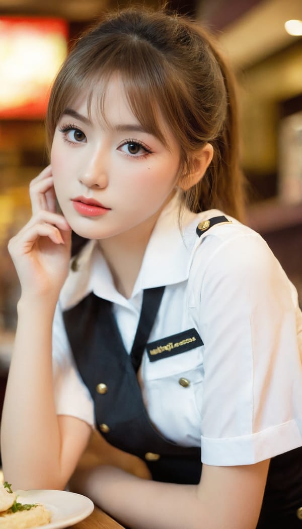 Tags: 21872187, SDXL
{"3": {"inputs": {"seed": 527480756001991, "steps": 32, "cfg": 5.73, "sampler_name": "dpmpp_2m", "scheduler": "karras", "denoise": 1.0, "model": ["27", 0], "positive": ["6", 0], "negative": ["7", 0], "latent_image": ["5", 0]}, "class_type": "KSampler"}, "4": {"inputs": {"ckpt_name": "leosamsHelloworldSDXL_helloworldSDXL32DPO.safetensors"}, "class_type": "CheckpointLoaderSimple"}, "5": {"inputs": {"width": 768, "height": 1344, "batch_size": 1}, "class_type": "EmptyLatentImage"}, "6": {"inputs": {"text": "19 year old girl, (idol:1.04), (eyelashes:1.11), (seductive facial expression:1.04), (slim:1.01), (temptress:1.06), (detailed face:0.96), (blush:1.02), (sexy lips:1.07), (double eyelids:1.11), (pale skin:0.95), (cute:0.98), (seductive pose:1.09), (beautiful eyes:1.09), (perky ass:1.07), (exposed ass:0.96), (looking back:1.09), (sexy ass:0.99), (thigh gap:1.08), (a waitress in uniform:1.14) working at a restaurant, (candid cinema:1.05), (film:1.06), (detailed skin:1.00), (natural looking skin:1.08), (soft lighting:1.02), (textured skin:1.02), (portra:1.09), (skin fuzz:1.08), (RAW:1.08)", "clip": ["27", 1]}, "class_type": "CLIPTextEncode"}, "7": {"inputs": {"text": "(low resolution:1.10), (distorted:1.14), (worst quality:1.10), (twisted:1.10), (open mouth:1.12), (bad hands:1.10), (watermark:1.14)", "clip": ["27", 1]}, "class_type": "CLIPTextEncode"}, "8": {"inputs": {"samples": ["3", 0], "vae": ["4", 2]}, "class_type": "VAEDecode"}, "25": {"inputs": {"lora_name": "nudify_xl.safetensors", "strength_model": 0.01, "strength_clip": 0.04, "model": ["4", 0], "clip": ["4", 1]}, "class_type": "LoraLoader"}, "26": {"inputs": {"lora_name": "shirtlift_SDXL_v2.safetensors", "strength_model": 0.03, "strength_clip": 0.15, "model": ["25", 0], "clip": ["25", 1]}, "class_type": "LoraLoader"}, "27": {"inputs": {"lora_name": "PerfectEyesXL.safetensors", "strength_model": 0.11, "strength_clip": 0.02, "model": ["26", 0], "clip": ["26", 1]}, "class_type": "LoraLoader"}, "30": {"inputs": {"model_name": "4x_NMKD-Superscale-SP_178000_G.pth"}, "class_type": "UpscaleModelLoader"}, "31": {"inputs": {"upscale_model": ["30", 0], "image": ["8", 0]}, "class_type": "ImageUpscaleWithModel"}, "32": {"inputs": {"upscale_method": "lanczos", "scale_by": 0.5, "image": ["31", 0]}, "class_type": "ImageScaleBy"}, "33": {"inputs": {"pixels": ["32", 0], "vae": ["4", 2]}, "class_type": "VAEEncode"}, "34": {"inputs": {"seed": 527480756001991, "steps": 32, "cfg": 5.73, "sampler_name": "dpmpp_2m", "scheduler": "karras", "denoise": 0.3, "model": ["27", 0], "positive": ["6", 0], "negative": ["7", 0], "latent_image": ["33", 0]}, "class_type": "KSampler"}, "36": {"inputs": {"samples": ["34", 0], "vae": ["4", 2]}, "class_type": "VAEDecode"}, "39": {"inputs": {"filename_prefix": "comfyapi-1707258840646", "images": ["36", 0]}, "class_type": "SaveImage"}}