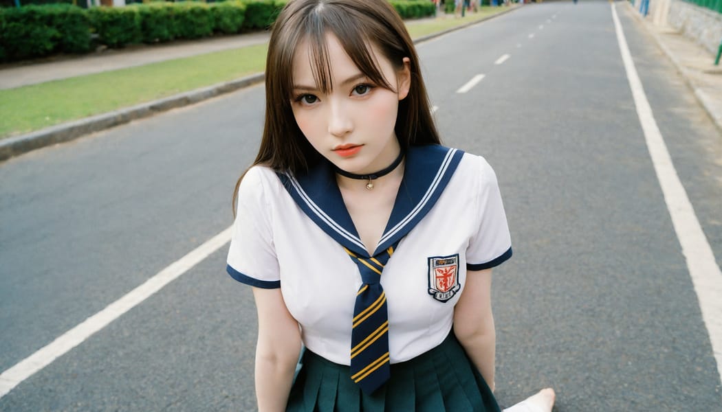 Tags: 21872187, SDXL
{"3": {"inputs": {"seed": 162215626584201, "steps": 64, "cfg": 7.56, "sampler_name": "dpmpp_2m", "scheduler": "karras", "denoise": 1.0, "model": ["27", 0], "positive": ["6", 0], "negative": ["7", 0], "latent_image": ["5", 0]}, "class_type": "KSampler"}, "4": {"inputs": {"ckpt_name": "helloworldxl.safetensors"}, "class_type": "CheckpointLoaderSimple"}, "5": {"inputs": {"width": 1344, "height": 768, "batch_size": 1}, "class_type": "EmptyLatentImage"}, "6": {"inputs": {"text": "26 year old girl, (eyelashes:1.07), (idol:1.06), (blush:1.03), (double eyelids:0.96), (pale skin:1.10), (sexy lips:1.04), (temptress:1.01), (seductive facial expression:1.02), (detailed face:1.05), (seductive pose:1.09), (cute:1.11), (beautiful eyes:0.99), (slim:1.01), (in a seductive pose:1.14), (large perky breasts:1.02), (cleavage:0.97), (thigh gap:1.00), (school uniform:1.11), choker, busy street, (RAW:1.06), (detailed skin:1.01), (film:1.07), (textured skin:1.01), (natural looking skin:1.01), (portra:1.01), (skin fuzz:1.08), (candid cinema:1.08), (soft lighting:1.05)", "clip": ["27", 1]}, "class_type": "CLIPTextEncode"}, "7": {"inputs": {"text": "(open mouth:1.12), (watermark:1.14), (bad hands:1.13), (twisted:1.07), (distorted:1.05), (worst quality:1.10), (low resolution:1.13)", "clip": ["27", 1]}, "class_type": "CLIPTextEncode"}, "8": {"inputs": {"samples": ["3", 0], "vae": ["4", 2]}, "class_type": "VAEDecode"}, "25": {"inputs": {"lora_name": "nudify_xl.safetensors", "strength_model": 0.18, "strength_clip": 0.08, "model": ["4", 0], "clip": ["4", 1]}, "class_type": "LoraLoader"}, "26": {"inputs": {"lora_name": "shirtlift_SDXL_v2.safetensors", "strength_model": 0.02, "strength_clip": 0.15, "model": ["25", 0], "clip": ["25", 1]}, "class_type": "LoraLoader"}, "27": {"inputs": {"lora_name": "PerfectEyesXL.safetensors", "strength_model": 0.19, "strength_clip": 0.04, "model": ["26", 0], "clip": ["26", 1]}, "class_type": "LoraLoader"}, "30": {"inputs": {"model_name": "4x_NMKD-Superscale-SP_178000_G.pth"}, "class_type": "UpscaleModelLoader"}, "31": {"inputs": {"upscale_model": ["30", 0], "image": ["8", 0]}, "class_type": "ImageUpscaleWithModel"}, "32": {"inputs": {"upscale_method": "lanczos", "scale_by": 0.5, "image": ["31", 0]}, "class_type": "ImageScaleBy"}, "33": {"inputs": {"pixels": ["32", 0], "vae": ["4", 2]}, "class_type": "VAEEncode"}, "34": {"inputs": {"seed": 162215626584201, "steps": 64, "cfg": 7.56, "sampler_name": "dpmpp_2m", "scheduler": "karras", "denoise": 0.3, "model": ["27", 0], "positive": ["6", 0], "negative": ["7", 0], "latent_image": ["33", 0]}, "class_type": "KSampler"}, "36": {"inputs": {"samples": ["34", 0], "vae": ["4", 2]}, "class_type": "VAEDecode"}, "39": {"inputs": {"filename_prefix": "comfyapi-1714272275445", "images": ["36", 0]}, "class_type": "SaveImage"}}