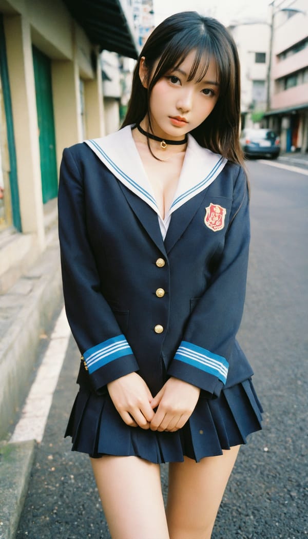 Tags: 21872187, SDXL
{"3": {"inputs": {"seed": 567377249179022, "steps": 32, "cfg": 7.83, "sampler_name": "dpmpp_2m", "scheduler": "karras", "denoise": 1.0, "model": ["27", 0], "positive": ["6", 0], "negative": ["7", 0], "latent_image": ["5", 0]}, "class_type": "KSampler"}, "4": {"inputs": {"ckpt_name": "helloworldxl.safetensors"}, "class_type": "CheckpointLoaderSimple"}, "5": {"inputs": {"width": 768, "height": 1344, "batch_size": 1}, "class_type": "EmptyLatentImage"}, "6": {"inputs": {"text": "23 year old girl, (japanese:0.95), (eyelashes:1.01), (beautiful eyes:1.13), (slim:1.04), (detailed face:1.14), (blush:1.13), (seductive facial expression:1.00), (temptress:0.98), (double eyelids:1.08), (idol:1.08), (sexy lips:0.98), (cute:1.09), (seductive pose:1.09), (in a seductive pose:1.02), (large perky breasts:1.09), (cleavage:0.95), (thigh gap:0.95), (school uniform:1.12), choker, busy street, (candid cinema:1.03), (soft lighting:1.01), (RAW:1.09), (portra:1.06), (textured skin:1.09), (detailed skin:1.01), (skin fuzz:1.00), (natural looking skin:1.03), (film:1.00)", "clip": ["27", 1]}, "class_type": "CLIPTextEncode"}, "7": {"inputs": {"text": "(watermark:1.13), (open mouth:1.08), (low resolution:1.08), (bad hands:1.06), (distorted:1.10), (worst quality:1.05), (twisted:1.09)", "clip": ["27", 1]}, "class_type": "CLIPTextEncode"}, "8": {"inputs": {"samples": ["3", 0], "vae": ["4", 2]}, "class_type": "VAEDecode"}, "25": {"inputs": {"lora_name": "nudify_xl.safetensors", "strength_model": 0.04, "strength_clip": 0.29, "model": ["4", 0], "clip": ["4", 1]}, "class_type": "LoraLoader"}, "26": {"inputs": {"lora_name": "shirtlift_SDXL_v2.safetensors", "strength_model": 0.19, "strength_clip": 0.01, "model": ["25", 0], "clip": ["25", 1]}, "class_type": "LoraLoader"}, "27": {"inputs": {"lora_name": "PerfectEyesXL.safetensors", "strength_model": 0.02, "strength_clip": 0.18, "model": ["26", 0], "clip": ["26", 1]}, "class_type": "LoraLoader"}, "30": {"inputs": {"model_name": "4x_NMKD-Superscale-SP_178000_G.pth"}, "class_type": "UpscaleModelLoader"}, "31": {"inputs": {"upscale_model": ["30", 0], "image": ["8", 0]}, "class_type": "ImageUpscaleWithModel"}, "32": {"inputs": {"upscale_method": "lanczos", "scale_by": 0.5, "image": ["31", 0]}, "class_type": "ImageScaleBy"}, "33": {"inputs": {"pixels": ["32", 0], "vae": ["4", 2]}, "class_type": "VAEEncode"}, "34": {"inputs": {"seed": 567377249179022, "steps": 32, "cfg": 7.83, "sampler_name": "dpmpp_2m", "scheduler": "karras", "denoise": 0.3, "model": ["27", 0], "positive": ["6", 0], "negative": ["7", 0], "latent_image": ["33", 0]}, "class_type": "KSampler"}, "36": {"inputs": {"samples": ["34", 0], "vae": ["4", 2]}, "class_type": "VAEDecode"}, "39": {"inputs": {"filename_prefix": "comfyapi-1714228647021", "images": ["36", 0]}, "class_type": "SaveImage"}}