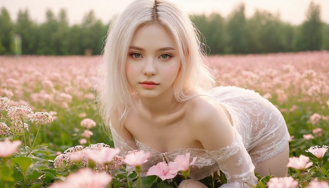 Tags: 21872187, SDXL
{"3": {"inputs": {"seed": 211925809388643, "steps": 32, "cfg": 7.6, "sampler_name": "dpmpp_2m", "scheduler": "karras", "denoise": 1.0, "model": ["27", 0], "positive": ["6", 0], "negative": ["7", 0], "latent_image": ["5", 0]}, "class_type": "KSampler"}, "4": {"inputs": {"ckpt_name": "juggernautxl.safetensors"}, "class_type": "CheckpointLoaderSimple"}, "5": {"inputs": {"width": 1344, "height": 768, "batch_size": 1}, "class_type": "EmptyLatentImage"}, "6": {"inputs": {"text": "19 year old girl, (russian:0.98), (sexy lips:0.95), (detailed face:1.03), (slim:1.02), (eyelashes:0.96), (cute:1.03), (blush:0.97), (double eyelids:1.04), (temptress:1.05), (pale skin:1.01), (beautiful eyes:1.09), (seductive pose:0.97), (idol:1.12), (on all fours:1.12), (spreading ass cheeks:1.04), (from behind:0.99), (backboob:0.95), wearing (translucent clothes:0.98) on a flower field, (skin fuzz:1.03), (detailed skin:1.08), (soft lighting:1.05), (RAW:1.04), (candid cinema:1.01), (portra:1.06), (textured skin:1.02), (film:1.02), (natural looking skin:1.05)", "clip": ["27", 1]}, "class_type": "CLIPTextEncode"}, "7": {"inputs": {"text": "(open mouth:1.05), (bad hands:1.11), (twisted:1.08), (low resolution:1.06), (distorted:1.08), (watermark:1.08), (worst quality:1.08)", "clip": ["27", 1]}, "class_type": "CLIPTextEncode"}, "8": {"inputs": {"samples": ["3", 0], "vae": ["4", 2]}, "class_type": "VAEDecode"}, "25": {"inputs": {"lora_name": "nudify_xl.safetensors", "strength_model": 0.38, "strength_clip": 0.11, "model": ["4", 0], "clip": ["4", 1]}, "class_type": "LoraLoader"}, "26": {"inputs": {"lora_name": "shirtlift_SDXL_v2.safetensors", "strength_model": 0.16, "strength_clip": 0.13, "model": ["25", 0], "clip": ["25", 1]}, "class_type": "LoraLoader"}, "27": {"inputs": {"lora_name": "PerfectEyesXL.safetensors", "strength_model": 0.12, "strength_clip": 0.1, "model": ["26", 0], "clip": ["26", 1]}, "class_type": "LoraLoader"}, "30": {"inputs": {"model_name": "4x_NMKD-Superscale-SP_178000_G.pth"}, "class_type": "UpscaleModelLoader"}, "31": {"inputs": {"upscale_model": ["30", 0], "image": ["8", 0]}, "class_type": "ImageUpscaleWithModel"}, "32": {"inputs": {"upscale_method": "lanczos", "scale_by": 0.5, "image": ["31", 0]}, "class_type": "ImageScaleBy"}, "33": {"inputs": {"pixels": ["32", 0], "vae": ["4", 2]}, "class_type": "VAEEncode"}, "34": {"inputs": {"seed": 211925809388643, "steps": 32, "cfg": 7.6, "sampler_name": "dpmpp_2m", "scheduler": "karras", "denoise": 0.3, "model": ["27", 0], "positive": ["6", 0], "negative": ["7", 0], "latent_image": ["33", 0]}, "class_type": "KSampler"}, "36": {"inputs": {"samples": ["34", 0], "vae": ["4", 2]}, "class_type": "VAEDecode"}, "39": {"inputs": {"filename_prefix": "comfyapi-1727983764390", "images": ["36", 0]}, "class_type": "SaveImage"}}