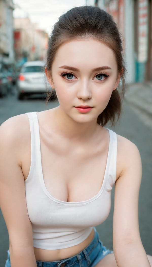 Tags: 21872187, SDXL
{"3": {"inputs": {"seed": 396107837320195, "steps": 32, "cfg": 6.86, "sampler_name": "dpmpp_2m", "scheduler": "karras", "denoise": 1.0, "model": ["27", 0], "positive": ["6", 0], "negative": ["7", 0], "latent_image": ["5", 0]}, "class_type": "KSampler"}, "4": {"inputs": {"ckpt_name": "juggernautXL_v8Rundiffusion.safetensors"}, "class_type": "CheckpointLoaderSimple"}, "5": {"inputs": {"width": 768, "height": 1344, "batch_size": 1}, "class_type": "EmptyLatentImage"}, "6": {"inputs": {"text": "20 year old girl, (russian:1.08), (ukrainian:1.14), (eyelashes:1.11), (seductive pose:1.14), (pale skin:1.01), (beautiful eyes:1.13), (double eyelids:1.06), (blush:0.96), (cute:1.09), (detailed face:1.00), (seductive facial expression:0.97), (idol:0.98), (temptress:1.07), (slim:1.09), (sexy lips:1.01), (on all fours:0.95), (spreading ass cheeks:1.05), (from behind:1.07), (backboob:1.09), (white tanktop:1.13), busy street, (textured skin:1.03), (skin fuzz:1.04), (detailed skin:1.01), (soft lighting:1.09), (portra:1.07), (candid cinema:1.07), (natural looking skin:1.00), (film:1.07), (RAW:1.04)", "clip": ["27", 1]}, "class_type": "CLIPTextEncode"}, "7": {"inputs": {"text": "(twisted:1.09), (open mouth:1.12), (distorted:1.11), (low resolution:1.06), (watermark:1.12), (bad hands:1.06), (worst quality:1.06)", "clip": ["27", 1]}, "class_type": "CLIPTextEncode"}, "8": {"inputs": {"samples": ["3", 0], "vae": ["4", 2]}, "class_type": "VAEDecode"}, "25": {"inputs": {"lora_name": "nudify_xl.safetensors", "strength_model": 0.05, "strength_clip": 0.36, "model": ["4", 0], "clip": ["4", 1]}, "class_type": "LoraLoader"}, "26": {"inputs": {"lora_name": "shirtlift_SDXL_v2.safetensors", "strength_model": 0.01, "strength_clip": 0.15, "model": ["25", 0], "clip": ["25", 1]}, "class_type": "LoraLoader"}, "27": {"inputs": {"lora_name": "PerfectEyesXL.safetensors", "strength_model": 0.07, "strength_clip": 0.1, "model": ["26", 0], "clip": ["26", 1]}, "class_type": "LoraLoader"}, "30": {"inputs": {"model_name": "4x_NMKD-Superscale-SP_178000_G.pth"}, "class_type": "UpscaleModelLoader"}, "31": {"inputs": {"upscale_model": ["30", 0], "image": ["8", 0]}, "class_type": "ImageUpscaleWithModel"}, "32": {"inputs": {"upscale_method": "lanczos", "scale_by": 0.5, "image": ["31", 0]}, "class_type": "ImageScaleBy"}, "33": {"inputs": {"pixels": ["32", 0], "vae": ["4", 2]}, "class_type": "VAEEncode"}, "34": {"inputs": {"seed": 396107837320195, "steps": 32, "cfg": 6.86, "sampler_name": "dpmpp_2m", "scheduler": "karras", "denoise": 0.3, "model": ["27", 0], "positive": ["6", 0], "negative": ["7", 0], "latent_image": ["33", 0]}, "class_type": "KSampler"}, "36": {"inputs": {"samples": ["34", 0], "vae": ["4", 2]}, "class_type": "VAEDecode"}, "39": {"inputs": {"filename_prefix": "comfyapi-1707408758273", "images": ["36", 0]}, "class_type": "SaveImage"}}