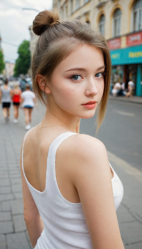 Tags: 21872187, SDXL
{"3": {"inputs": {"seed": 142995476631804, "steps": 32, "cfg": 5.53, "sampler_name": "dpmpp_2m", "scheduler": "karras", "denoise": 1.0, "model": ["27", 0], "positive": ["6", 0], "negative": ["7", 0], "latent_image": ["5", 0]}, "class_type": "KSampler"}, "4": {"inputs": {"ckpt_name": "leosamsHelloworldSDXL_helloworldSDXL32DPO.safetensors"}, "class_type": "CheckpointLoaderSimple"}, "5": {"inputs": {"width": 768, "height": 1344, "batch_size": 1}, "class_type": "EmptyLatentImage"}, "6": {"inputs": {"text": "21 year old girl, (ukrainian:1.03), (irish:0.96), (eyelashes:0.98), (detailed face:1.10), (seductive facial expression:1.09), (cute:1.12), (double eyelids:1.13), (slim:1.02), (blush:0.98), (seductive pose:1.08), (sexy lips:0.99), (beautiful eyes:1.14), (temptress:1.01), (pale skin:1.00), (perky ass:1.09), (exposed ass:1.07), (looking back:1.14), (sexy ass:1.05), (thigh gap:0.97), (white tanktop:1.05), busy street, (textured skin:1.01), (candid cinema:1.04), (film:1.01), (soft lighting:1.00), (skin fuzz:1.09), (natural looking skin:1.03), (detailed skin:1.01), (RAW:1.05)", "clip": ["27", 1]}, "class_type": "CLIPTextEncode"}, "7": {"inputs": {"text": "(bad hands:1.09), (distorted:1.12), (open mouth:1.09), (twisted:1.08), (watermark:1.12), (worst quality:1.07), (low resolution:1.09)", "clip": ["27", 1]}, "class_type": "CLIPTextEncode"}, "8": {"inputs": {"samples": ["3", 0], "vae": ["4", 2]}, "class_type": "VAEDecode"}, "25": {"inputs": {"lora_name": "nudify_xl.safetensors", "strength_model": 0.27, "strength_clip": 0.1, "model": ["4", 0], "clip": ["4", 1]}, "class_type": "LoraLoader"}, "26": {"inputs": {"lora_name": "shirtlift_SDXL_v2.safetensors", "strength_model": 0.06, "strength_clip": 0.14, "model": ["25", 0], "clip": ["25", 1]}, "class_type": "LoraLoader"}, "27": {"inputs": {"lora_name": "PerfectEyesXL.safetensors", "strength_model": 0.11, "strength_clip": 0.02, "model": ["26", 0], "clip": ["26", 1]}, "class_type": "LoraLoader"}, "30": {"inputs": {"model_name": "4x_NMKD-Superscale-SP_178000_G.pth"}, "class_type": "UpscaleModelLoader"}, "31": {"inputs": {"upscale_model": ["30", 0], "image": ["8", 0]}, "class_type": "ImageUpscaleWithModel"}, "32": {"inputs": {"upscale_method": "lanczos", "scale_by": 0.5, "image": ["31", 0]}, "class_type": "ImageScaleBy"}, "33": {"inputs": {"pixels": ["32", 0], "vae": ["4", 2]}, "class_type": "VAEEncode"}, "34": {"inputs": {"seed": 142995476631804, "steps": 32, "cfg": 5.53, "sampler_name": "dpmpp_2m", "scheduler": "karras", "denoise": 0.3, "model": ["27", 0], "positive": ["6", 0], "negative": ["7", 0], "latent_image": ["33", 0]}, "class_type": "KSampler"}, "36": {"inputs": {"samples": ["34", 0], "vae": ["4", 2]}, "class_type": "VAEDecode"}, "39": {"inputs": {"filename_prefix": "comfyapi-1707932770321", "images": ["36", 0]}, "class_type": "SaveImage"}}