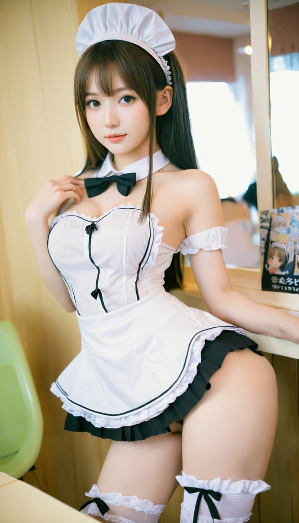 Tags: 21872187, SDXL
{"3": {"inputs": {"seed": 516680832524703, "steps": 64, "cfg": 7.48, "sampler_name": "dpmpp_2m", "scheduler": "karras", "denoise": 1.0, "model": ["27", 0], "positive": ["6", 0], "negative": ["7", 0], "latent_image": ["5", 0]}, "class_type": "KSampler"}, "4": {"inputs": {"ckpt_name": "helloworldxl.safetensors"}, "class_type": "CheckpointLoaderSimple"}, "5": {"inputs": {"width": 768, "height": 1344, "batch_size": 1}, "class_type": "EmptyLatentImage"}, "6": {"inputs": {"text": "20 year old girl, (beautiful eyes:0.96), (seductive pose:0.98), (detailed face:1.08), (double eyelids:0.96), (eyelashes:1.06), (seductive facial expression:1.08), (temptress:1.07), (cute:1.06), (blush:1.02), (idol:1.14), (sexy lips:0.96), (slim:1.13), (pale skin:0.95), (perky ass:1.09), (exposed ass:1.08), (looking back:1.11), (sexy ass:1.09), (thigh gap:1.05), in a (skimpy maid costume:1.12) working at a maid cafe, choker, bowtie, headband, pleated skirt, (RAW:1.09), (textured skin:1.03), (film:1.02), (portra:1.09), (candid cinema:1.06), (natural looking skin:1.04), (detailed skin:1.05), (skin fuzz:1.02), (soft lighting:1.09)", "clip": ["27", 1]}, "class_type": "CLIPTextEncode"}, "7": {"inputs": {"text": "(twisted:1.11), (open mouth:1.07), (watermark:1.14), (bad hands:1.10), (distorted:1.05), (worst quality:1.13), (low resolution:1.09)", "clip": ["27", 1]}, "class_type": "CLIPTextEncode"}, "8": {"inputs": {"samples": ["3", 0], "vae": ["4", 2]}, "class_type": "VAEDecode"}, "25": {"inputs": {"lora_name": "nudify_xl.safetensors", "strength_model": 0.16, "strength_clip": 0.26, "model": ["4", 0], "clip": ["4", 1]}, "class_type": "LoraLoader"}, "26": {"inputs": {"lora_name": "shirtlift_SDXL_v2.safetensors", "strength_model": 0.05, "strength_clip": 0.1, "model": ["25", 0], "clip": ["25", 1]}, "class_type": "LoraLoader"}, "27": {"inputs": {"lora_name": "PerfectEyesXL.safetensors", "strength_model": 0.05, "strength_clip": 0.01, "model": ["26", 0], "clip": ["26", 1]}, "class_type": "LoraLoader"}, "30": {"inputs": {"model_name": "4x_NMKD-Superscale-SP_178000_G.pth"}, "class_type": "UpscaleModelLoader"}, "31": {"inputs": {"upscale_model": ["30", 0], "image": ["8", 0]}, "class_type": "ImageUpscaleWithModel"}, "32": {"inputs": {"upscale_method": "lanczos", "scale_by": 0.5, "image": ["31", 0]}, "class_type": "ImageScaleBy"}, "33": {"inputs": {"pixels": ["32", 0], "vae": ["4", 2]}, "class_type": "VAEEncode"}, "34": {"inputs": {"seed": 516680832524703, "steps": 64, "cfg": 7.48, "sampler_name": "dpmpp_2m", "scheduler": "karras", "denoise": 0.3, "model": ["27", 0], "positive": ["6", 0], "negative": ["7", 0], "latent_image": ["33", 0]}, "class_type": "KSampler"}, "36": {"inputs": {"samples": ["34", 0], "vae": ["4", 2]}, "class_type": "VAEDecode"}, "39": {"inputs": {"filename_prefix": "comfyapi-1735379070388", "images": ["36", 0]}, "class_type": "SaveImage"}}