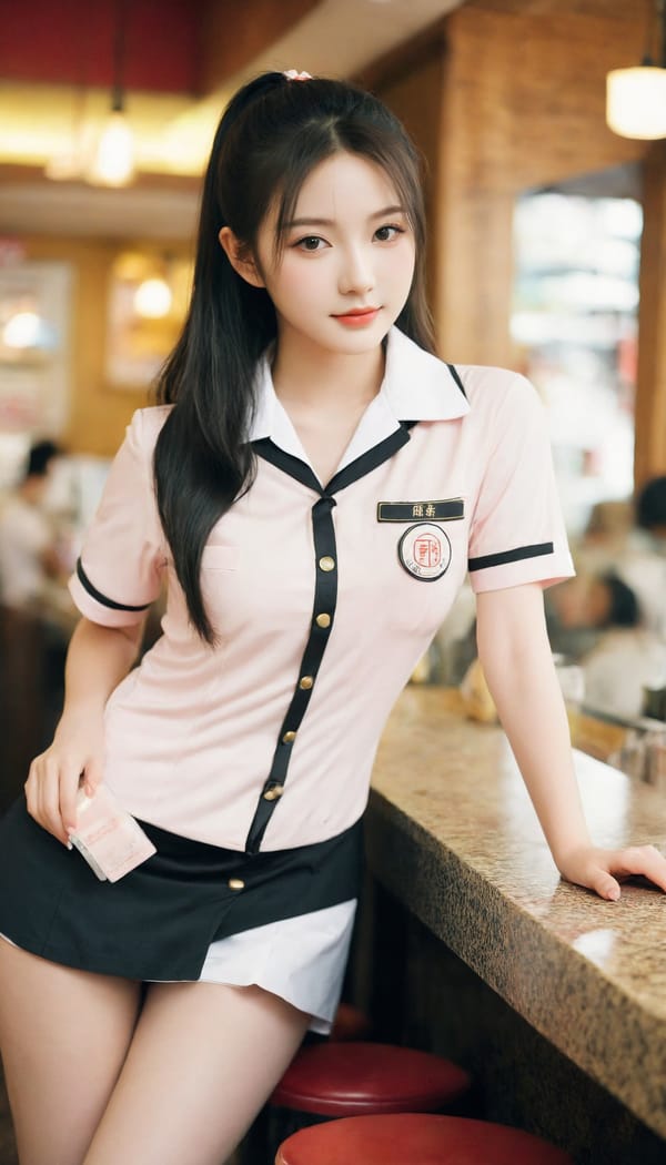 Tags: 21872187, SDXL
{"3": {"inputs": {"seed": 833243392213382, "steps": 32, "cfg": 5.21, "sampler_name": "dpmpp_2m", "scheduler": "karras", "denoise": 1.0, "model": ["27", 0], "positive": ["6", 0], "negative": ["7", 0], "latent_image": ["5", 0]}, "class_type": "KSampler"}, "4": {"inputs": {"ckpt_name": "leosamsHelloworldSDXL_helloworldSDXL32DPO.safetensors"}, "class_type": "CheckpointLoaderSimple"}, "5": {"inputs": {"width": 768, "height": 1344, "batch_size": 1}, "class_type": "EmptyLatentImage"}, "6": {"inputs": {"text": "20 year old girl, (chinese:1.13), (idol:1.09), (seductive pose:1.01), (slim:0.99), (sexy lips:0.97), (cute:1.09), (temptress:1.14), (beautiful eyes:0.95), (blush:1.14), (detailed face:1.01), (pale skin:1.10), (seductive facial expression:1.10), (perky ass:0.99), (exposed ass:1.14), (looking back:1.14), (sexy ass:1.14), (thigh gap:1.00), (a waitress in uniform:1.09) working at a restaurant, (natural looking skin:1.08), (detailed skin:1.09), (skin fuzz:1.02), (RAW:1.03), (portra:1.00), (candid cinema:1.08), (soft lighting:1.07), (film:1.02), (textured skin:1.06)", "clip": ["27", 1]}, "class_type": "CLIPTextEncode"}, "7": {"inputs": {"text": "(low resolution:1.11), (bad hands:1.13), (distorted:1.08), (open mouth:1.10), (worst quality:1.09), (twisted:1.09), (watermark:1.12)", "clip": ["27", 1]}, "class_type": "CLIPTextEncode"}, "8": {"inputs": {"samples": ["3", 0], "vae": ["4", 2]}, "class_type": "VAEDecode"}, "25": {"inputs": {"lora_name": "nudify_xl.safetensors", "strength_model": 0.17, "strength_clip": 0.24, "model": ["4", 0], "clip": ["4", 1]}, "class_type": "LoraLoader"}, "26": {"inputs": {"lora_name": "shirtlift_SDXL_v2.safetensors", "strength_model": 0.12, "strength_clip": 0.19, "model": ["25", 0], "clip": ["25", 1]}, "class_type": "LoraLoader"}, "27": {"inputs": {"lora_name": "PerfectEyesXL.safetensors", "strength_model": 0.04, "strength_clip": 0.18, "model": ["26", 0], "clip": ["26", 1]}, "class_type": "LoraLoader"}, "30": {"inputs": {"model_name": "4x_NMKD-Superscale-SP_178000_G.pth"}, "class_type": "UpscaleModelLoader"}, "31": {"inputs": {"upscale_model": ["30", 0], "image": ["8", 0]}, "class_type": "ImageUpscaleWithModel"}, "32": {"inputs": {"upscale_method": "lanczos", "scale_by": 0.5, "image": ["31", 0]}, "class_type": "ImageScaleBy"}, "33": {"inputs": {"pixels": ["32", 0], "vae": ["4", 2]}, "class_type": "VAEEncode"}, "34": {"inputs": {"seed": 833243392213382, "steps": 32, "cfg": 5.21, "sampler_name": "dpmpp_2m", "scheduler": "karras", "denoise": 0.3, "model": ["27", 0], "positive": ["6", 0], "negative": ["7", 0], "latent_image": ["33", 0]}, "class_type": "KSampler"}, "36": {"inputs": {"samples": ["34", 0], "vae": ["4", 2]}, "class_type": "VAEDecode"}, "39": {"inputs": {"filename_prefix": "comfyapi-1707691478623", "images": ["36", 0]}, "class_type": "SaveImage"}}