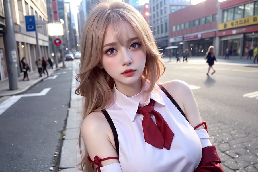Tags: 21872187
<lora:mix4:0.39>, <lora:JapaneseDollLikeness_v15:0.41>, <lora:YaeMiko_Test:0.79>, (russian:0.97), (school uniform:0.95), (large breasts:1.06), choker, busy street in urban city, (seductive pose:1.03), extremely detailed eyes, extremely detailed face, cute, (photorealistic:1.12), sexy lips, double eyelids, eyelashes, pale skin, perky breasts, textured skin, 4K, sharp, tall, blush, 1girl, solo, (stunningly attractive:1.20), (dramatic:0.97)
Negative prompt: anime, black and white, ugly, disfigured, (worst quality:2.07)
Steps: 32, Sampler: DPM++ 2M Karras, CFG scale: 6.91, Seed: 2527701629, Size: 768x512, Model hash: fc2511737a, Model: chilloutmix_NiPrunedFp32Fix, Seed resize from: -1x-1, Denoising strength: 0.3, Version: v1.2.1, Hires upscale: 2.0, Hires steps: 16, Hires upscaler: ESRGAN_4x