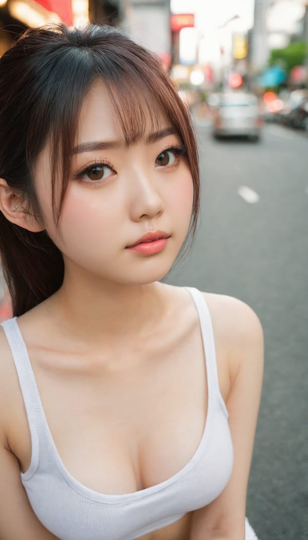 Tags: 21872187, SDXL
{"3": {"inputs": {"seed": 694281648622045, "steps": 32, "cfg": 5.38, "sampler_name": "dpmpp_2m", "scheduler": "karras", "denoise": 1.0, "model": ["27", 0], "positive": ["6", 0], "negative": ["7", 0], "latent_image": ["5", 0]}, "class_type": "KSampler"}, "4": {"inputs": {"ckpt_name": "juggernautxl.safetensors"}, "class_type": "CheckpointLoaderSimple"}, "5": {"inputs": {"width": 768, "height": 1344, "batch_size": 1}, "class_type": "EmptyLatentImage"}, "6": {"inputs": {"text": "24 year old girl, (japanese:1.04), (blush:1.11), (slim:1.12), (eyelashes:1.09), (sexy lips:1.02), (pale skin:0.96), (temptress:1.08), (idol:1.00), (cute:1.11), (detailed face:0.96), (seductive facial expression:1.06), (beautiful eyes:1.11), (double eyelids:0.95), (seductive pose:1.02), (in a seductive pose:0.96), (large perky breasts:1.07), (cleavage:1.00), (thigh gap:0.99), (white tanktop:1.14), busy street, (skin fuzz:1.08), (textured skin:1.01), (natural looking skin:1.09), (candid cinema:1.03), (detailed skin:1.09), (soft lighting:1.09), (RAW:1.09), (film:1.02), (portra:1.07)", "clip": ["27", 1]}, "class_type": "CLIPTextEncode"}, "7": {"inputs": {"text": "(distorted:1.12), (twisted:1.06), (low resolution:1.13), (watermark:1.08), (bad hands:1.13), (worst quality:1.07), (open mouth:1.07)", "clip": ["27", 1]}, "class_type": "CLIPTextEncode"}, "8": {"inputs": {"samples": ["3", 0], "vae": ["4", 2]}, "class_type": "VAEDecode"}, "25": {"inputs": {"lora_name": "nudify_xl.safetensors", "strength_model": 0.03, "strength_clip": 0.24, "model": ["4", 0], "clip": ["4", 1]}, "class_type": "LoraLoader"}, "26": {"inputs": {"lora_name": "shirtlift_SDXL_v2.safetensors", "strength_model": 0.09, "strength_clip": 0.16, "model": ["25", 0], "clip": ["25", 1]}, "class_type": "LoraLoader"}, "27": {"inputs": {"lora_name": "PerfectEyesXL.safetensors", "strength_model": 0.03, "strength_clip": 0.05, "model": ["26", 0], "clip": ["26", 1]}, "class_type": "LoraLoader"}, "30": {"inputs": {"model_name": "4x_NMKD-Superscale-SP_178000_G.pth"}, "class_type": "UpscaleModelLoader"}, "31": {"inputs": {"upscale_model": ["30", 0], "image": ["8", 0]}, "class_type": "ImageUpscaleWithModel"}, "32": {"inputs": {"upscale_method": "lanczos", "scale_by": 0.5, "image": ["31", 0]}, "class_type": "ImageScaleBy"}, "33": {"inputs": {"pixels": ["32", 0], "vae": ["4", 2]}, "class_type": "VAEEncode"}, "34": {"inputs": {"seed": 694281648622045, "steps": 32, "cfg": 5.38, "sampler_name": "dpmpp_2m", "scheduler": "karras", "denoise": 0.3, "model": ["27", 0], "positive": ["6", 0], "negative": ["7", 0], "latent_image": ["33", 0]}, "class_type": "KSampler"}, "36": {"inputs": {"samples": ["34", 0], "vae": ["4", 2]}, "class_type": "VAEDecode"}, "39": {"inputs": {"filename_prefix": "comfyapi-1714846906522", "images": ["36", 0]}, "class_type": "SaveImage"}}