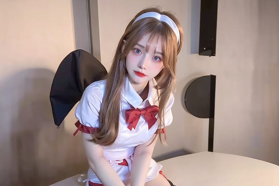 Tags: 21872187
<lora:mix4:0.69>, <lora:JapaneseDollLikeness_v15:0.37>, <lora:taiwanDollLikeness_v20:0.42>, <lora:YaeMiko_Test:0.61>, (russian:1.09), maid cafe, stockings, (maid costume:1.15), choker, bowtie, headband, (pleated skirt:1.05), (perky ass:1.03), (exposed ass:1.00), (looking back:0.94), <lora:Addams:0.31>, extremely detailed eyes, extremely detailed face, cute, (photorealistic:1.07), pale skin, perky breasts, RAW, sharp, (long slim legs:0.93), (thigh gap:1.12), 1girl
Negative prompt: drawings, paintings, anime, black and white, (worst quality:2.08)
Steps: 64, Sampler: DPM++ 2M Karras, CFG scale: 5.03, Seed: 1265062975, Size: 768x512, Model hash: fc2511737a, Model: chilloutmix_NiPrunedFp32Fix, Seed resize from: -1x-1, Denoising strength: 0.35, Version: v1.2.1, Hires upscale: 2.0, Hires steps: 16, Hires upscaler: ESRGAN_4x