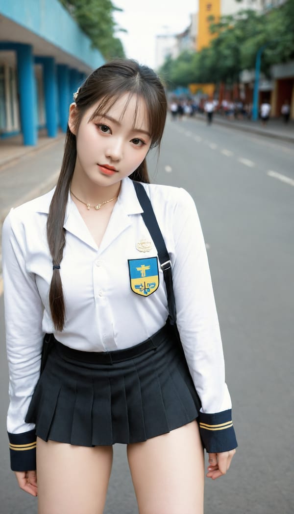 Tags: 21872187, SDXL
{"3": {"inputs": {"seed": 998268234152461, "steps": 64, "cfg": 7.69, "sampler_name": "dpmpp_2m", "scheduler": "karras", "denoise": 1.0, "model": ["27", 0], "positive": ["6", 0], "negative": ["7", 0], "latent_image": ["5", 0]}, "class_type": "KSampler"}, "4": {"inputs": {"ckpt_name": "leosamsHelloworldSDXL_helloworldSDXL32DPO.safetensors"}, "class_type": "CheckpointLoaderSimple"}, "5": {"inputs": {"width": 768, "height": 1344, "batch_size": 1}, "class_type": "EmptyLatentImage"}, "6": {"inputs": {"text": "25 year old girl, (chinese:1.01), (ukrainian:1.00), (russian:0.99), (idol:1.07), (eyelashes:1.09), (pale skin:1.03), (blush:0.95), (temptress:0.96), (double eyelids:1.06), (cute:1.06), (seductive pose:1.03), (sexy lips:1.00), (detailed face:1.01), (seductive facial expression:1.03), (beautiful eyes:1.11), (perky ass:1.08), (exposed ass:0.98), (looking back:0.98), (sexy ass:1.10), (thigh gap:1.14), (school uniform:1.05), choker, busy street, (film:1.01), (candid cinema:1.03), (skin fuzz:1.08), (soft lighting:1.08), (RAW:1.07), (detailed skin:1.09), (textured skin:1.01), (portra:1.02), (natural looking skin:1.06)", "clip": ["27", 1]}, "class_type": "CLIPTextEncode"}, "7": {"inputs": {"text": "(bad hands:1.07), (low resolution:1.14), (twisted:1.07), (open mouth:1.12), (distorted:1.11), (watermark:1.10), (worst quality:1.09)", "clip": ["27", 1]}, "class_type": "CLIPTextEncode"}, "8": {"inputs": {"samples": ["3", 0], "vae": ["4", 2]}, "class_type": "VAEDecode"}, "25": {"inputs": {"lora_name": "nudify_xl.safetensors", "strength_model": 0.03, "strength_clip": 0.34, "model": ["4", 0], "clip": ["4", 1]}, "class_type": "LoraLoader"}, "26": {"inputs": {"lora_name": "shirtlift_SDXL_v2.safetensors", "strength_model": 0.15, "strength_clip": 0.18, "model": ["25", 0], "clip": ["25", 1]}, "class_type": "LoraLoader"}, "27": {"inputs": {"lora_name": "PerfectEyesXL.safetensors", "strength_model": 0.1, "strength_clip": 0.15, "model": ["26", 0], "clip": ["26", 1]}, "class_type": "LoraLoader"}, "30": {"inputs": {"model_name": "4x_NMKD-Superscale-SP_178000_G.pth"}, "class_type": "UpscaleModelLoader"}, "31": {"inputs": {"upscale_model": ["30", 0], "image": ["8", 0]}, "class_type": "ImageUpscaleWithModel"}, "32": {"inputs": {"upscale_method": "lanczos", "scale_by": 0.5, "image": ["31", 0]}, "class_type": "ImageScaleBy"}, "33": {"inputs": {"pixels": ["32", 0], "vae": ["4", 2]}, "class_type": "VAEEncode"}, "34": {"inputs": {"seed": 998268234152461, "steps": 64, "cfg": 7.69, "sampler_name": "dpmpp_2m", "scheduler": "karras", "denoise": 0.3, "model": ["27", 0], "positive": ["6", 0], "negative": ["7", 0], "latent_image": ["33", 0]}, "class_type": "KSampler"}, "36": {"inputs": {"samples": ["34", 0], "vae": ["4", 2]}, "class_type": "VAEDecode"}, "39": {"inputs": {"filename_prefix": "comfyapi-1707522120738", "images": ["36", 0]}, "class_type": "SaveImage"}}