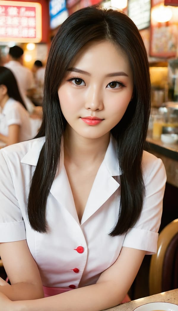 Tags: 21872187, SDXL
{"3": {"inputs": {"seed": 397109529617087, "steps": 64, "cfg": 7.63, "sampler_name": "dpmpp_2m", "scheduler": "karras", "denoise": 1.0, "model": ["27", 0], "positive": ["6", 0], "negative": ["7", 0], "latent_image": ["5", 0]}, "class_type": "KSampler"}, "4": {"inputs": {"ckpt_name": "juggernautXL_v8Rundiffusion.safetensors"}, "class_type": "CheckpointLoaderSimple"}, "5": {"inputs": {"width": 768, "height": 1344, "batch_size": 1}, "class_type": "EmptyLatentImage"}, "6": {"inputs": {"text": "25 year old girl, (taiwanese:1.07), (irish:1.08), (ukrainian:1.00), (sexy lips:0.99), (double eyelids:1.06), (temptress:1.09), (blush:1.00), (idol:1.00), (detailed face:0.96), (eyelashes:1.13), (seductive facial expression:0.97), (pale skin:1.02), (beautiful eyes:1.10), (seductive pose:1.02), (cute:1.06), (slim:1.02), (in a seductive pose:0.98), (large perky breasts:0.98), (cleavage:1.10), (thigh gap:1.09), (a waitress in uniform:1.11) working at a restaurant, (textured skin:1.03), (film:1.09), (portra:1.06), (candid cinema:1.07), (detailed skin:1.05), (soft lighting:1.06), (skin fuzz:1.06), (RAW:1.06), (natural looking skin:1.06)", "clip": ["27", 1]}, "class_type": "CLIPTextEncode"}, "7": {"inputs": {"text": "(open mouth:1.11), (low resolution:1.09), (bad hands:1.14), (twisted:1.09), (watermark:1.06), (worst quality:1.08), (distorted:1.10)", "clip": ["27", 1]}, "class_type": "CLIPTextEncode"}, "8": {"inputs": {"samples": ["3", 0], "vae": ["4", 2]}, "class_type": "VAEDecode"}, "25": {"inputs": {"lora_name": "nudify_xl.safetensors", "strength_model": 0.16, "strength_clip": 0.03, "model": ["4", 0], "clip": ["4", 1]}, "class_type": "LoraLoader"}, "26": {"inputs": {"lora_name": "shirtlift_SDXL_v2.safetensors", "strength_model": 0.08, "strength_clip": 0.01, "model": ["25", 0], "clip": ["25", 1]}, "class_type": "LoraLoader"}, "27": {"inputs": {"lora_name": "PerfectEyesXL.safetensors", "strength_model": 0.16, "strength_clip": 0.04, "model": ["26", 0], "clip": ["26", 1]}, "class_type": "LoraLoader"}, "30": {"inputs": {"model_name": "4x_NMKD-Superscale-SP_178000_G.pth"}, "class_type": "UpscaleModelLoader"}, "31": {"inputs": {"upscale_model": ["30", 0], "image": ["8", 0]}, "class_type": "ImageUpscaleWithModel"}, "32": {"inputs": {"upscale_method": "lanczos", "scale_by": 0.5, "image": ["31", 0]}, "class_type": "ImageScaleBy"}, "33": {"inputs": {"pixels": ["32", 0], "vae": ["4", 2]}, "class_type": "VAEEncode"}, "34": {"inputs": {"seed": 397109529617087, "steps": 64, "cfg": 7.63, "sampler_name": "dpmpp_2m", "scheduler": "karras", "denoise": 0.3, "model": ["27", 0], "positive": ["6", 0], "negative": ["7", 0], "latent_image": ["33", 0]}, "class_type": "KSampler"}, "36": {"inputs": {"samples": ["34", 0], "vae": ["4", 2]}, "class_type": "VAEDecode"}, "39": {"inputs": {"filename_prefix": "comfyapi-1707567479763", "images": ["36", 0]}, "class_type": "SaveImage"}}