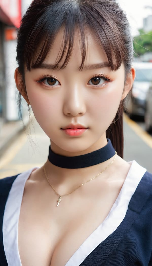 Tags: 21872187, SDXL
{"3": {"inputs": {"seed": 176417677511045, "steps": 64, "cfg": 6.5, "sampler_name": "dpmpp_2m", "scheduler": "karras", "denoise": 1.0, "model": ["27", 0], "positive": ["6", 0], "negative": ["7", 0], "latent_image": ["5", 0]}, "class_type": "KSampler"}, "4": {"inputs": {"ckpt_name": "juggernautxl.safetensors"}, "class_type": "CheckpointLoaderSimple"}, "5": {"inputs": {"width": 768, "height": 1344, "batch_size": 1}, "class_type": "EmptyLatentImage"}, "6": {"inputs": {"text": "18 year old girl, (korean:0.95), (beautiful eyes:1.09), (slim:1.12), (eyelashes:1.03), (detailed face:1.04), (double eyelids:0.97), (idol:1.02), (temptress:1.00), (sexy lips:1.07), (seductive pose:1.10), (blush:1.04), (seductive facial expression:0.99), (pale skin:1.00), (cute:1.07), (in a seductive pose:1.03), (large perky breasts:1.02), (cleavage:0.96), (thigh gap:1.00), (school uniform:1.07), choker, busy street, (skin fuzz:1.07), (portra:1.01), (textured skin:1.00), (soft lighting:1.00), (candid cinema:1.02), (natural looking skin:1.05), (detailed skin:1.08), (film:1.03), (RAW:1.00)", "clip": ["27", 1]}, "class_type": "CLIPTextEncode"}, "7": {"inputs": {"text": "(watermark:1.09), (distorted:1.07), (open mouth:1.06), (low resolution:1.05), (bad hands:1.12), (worst quality:1.10), (twisted:1.12)", "clip": ["27", 1]}, "class_type": "CLIPTextEncode"}, "8": {"inputs": {"samples": ["3", 0], "vae": ["4", 2]}, "class_type": "VAEDecode"}, "25": {"inputs": {"lora_name": "nudify_xl.safetensors", "strength_model": 0.3, "strength_clip": 0.04, "model": ["4", 0], "clip": ["4", 1]}, "class_type": "LoraLoader"}, "26": {"inputs": {"lora_name": "shirtlift_SDXL_v2.safetensors", "strength_model": 0.17, "strength_clip": 0.1, "model": ["25", 0], "clip": ["25", 1]}, "class_type": "LoraLoader"}, "27": {"inputs": {"lora_name": "PerfectEyesXL.safetensors", "strength_model": 0.08, "strength_clip": 0.09, "model": ["26", 0], "clip": ["26", 1]}, "class_type": "LoraLoader"}, "30": {"inputs": {"model_name": "4x_NMKD-Superscale-SP_178000_G.pth"}, "class_type": "UpscaleModelLoader"}, "31": {"inputs": {"upscale_model": ["30", 0], "image": ["8", 0]}, "class_type": "ImageUpscaleWithModel"}, "32": {"inputs": {"upscale_method": "lanczos", "scale_by": 0.5, "image": ["31", 0]}, "class_type": "ImageScaleBy"}, "33": {"inputs": {"pixels": ["32", 0], "vae": ["4", 2]}, "class_type": "VAEEncode"}, "34": {"inputs": {"seed": 176417677511045, "steps": 64, "cfg": 6.5, "sampler_name": "dpmpp_2m", "scheduler": "karras", "denoise": 0.3, "model": ["27", 0], "positive": ["6", 0], "negative": ["7", 0], "latent_image": ["33", 0]}, "class_type": "KSampler"}, "36": {"inputs": {"samples": ["34", 0], "vae": ["4", 2]}, "class_type": "VAEDecode"}, "39": {"inputs": {"filename_prefix": "comfyapi-1713828512423", "images": ["36", 0]}, "class_type": "SaveImage"}}