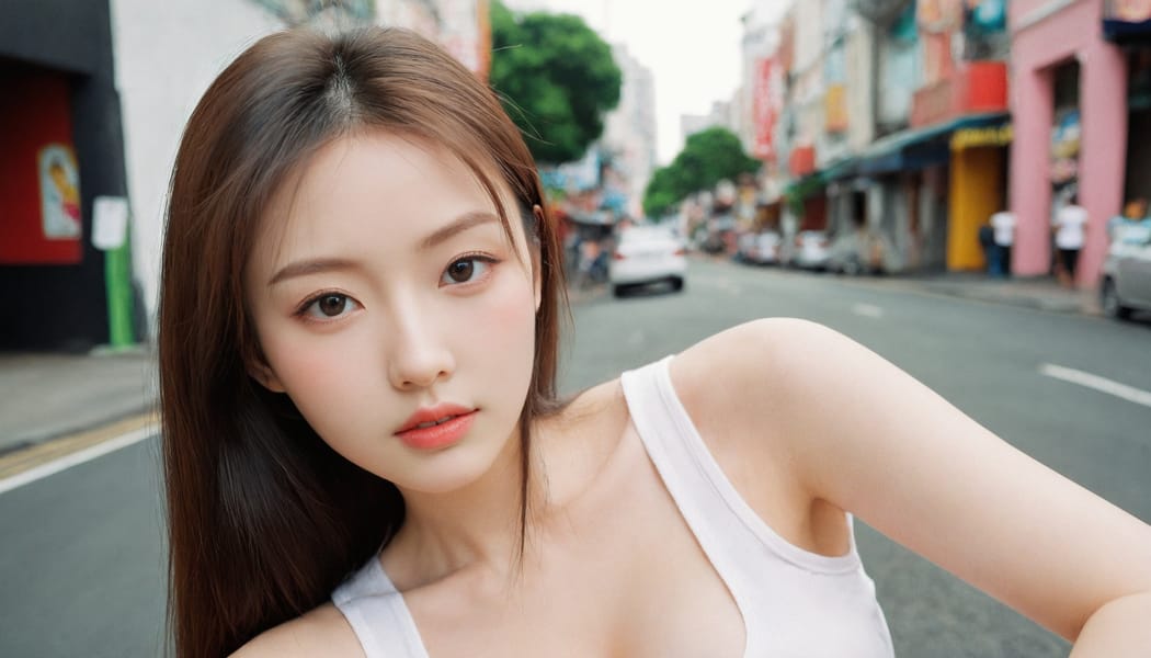 Tags: 21872187, SDXL
{"3": {"inputs": {"seed": 896909444100901, "steps": 64, "cfg": 5.0, "sampler_name": "dpmpp_2m", "scheduler": "karras", "denoise": 1.0, "model": ["27", 0], "positive": ["6", 0], "negative": ["7", 0], "latent_image": ["5", 0]}, "class_type": "KSampler"}, "4": {"inputs": {"ckpt_name": "leosamsHelloworldSDXL_helloworldSDXL32DPO.safetensors"}, "class_type": "CheckpointLoaderSimple"}, "5": {"inputs": {"width": 1344, "height": 768, "batch_size": 1}, "class_type": "EmptyLatentImage"}, "6": {"inputs": {"text": "23 year old girl, (irish:1.14), (taiwanese:1.13), (russian:1.09), (slim:1.12), (beautiful eyes:1.14), (seductive facial expression:0.95), (detailed face:1.01), (double eyelids:1.02), (seductive pose:0.99), (idol:0.98), (cute:1.11), (blush:1.11), (pale skin:1.08), (temptress:1.11), (sexy lips:1.05), (eyelashes:0.98), (in a seductive pose:1.04), (large perky breasts:0.99), (cleavage:1.11), (thigh gap:1.06), (white tanktop:1.09), busy street, (candid cinema:1.04), (portra:1.01), (skin fuzz:1.06), (detailed skin:1.06), (film:1.02), (soft lighting:1.08), (textured skin:1.00), (natural looking skin:1.09), (RAW:1.06)", "clip": ["27", 1]}, "class_type": "CLIPTextEncode"}, "7": {"inputs": {"text": "(watermark:1.07), (low resolution:1.07), (twisted:1.11), (bad hands:1.11), (open mouth:1.06), (worst quality:1.09), (distorted:1.06)", "clip": ["27", 1]}, "class_type": "CLIPTextEncode"}, "8": {"inputs": {"samples": ["3", 0], "vae": ["4", 2]}, "class_type": "VAEDecode"}, "25": {"inputs": {"lora_name": "nudify_xl.safetensors", "strength_model": 0.19, "strength_clip": 0.06, "model": ["4", 0], "clip": ["4", 1]}, "class_type": "LoraLoader"}, "26": {"inputs": {"lora_name": "shirtlift_SDXL_v2.safetensors", "strength_model": 0.01, "strength_clip": 0.09, "model": ["25", 0], "clip": ["25", 1]}, "class_type": "LoraLoader"}, "27": {"inputs": {"lora_name": "PerfectEyesXL.safetensors", "strength_model": 0.05, "strength_clip": 0.06, "model": ["26", 0], "clip": ["26", 1]}, "class_type": "LoraLoader"}, "30": {"inputs": {"model_name": "4x_NMKD-Superscale-SP_178000_G.pth"}, "class_type": "UpscaleModelLoader"}, "31": {"inputs": {"upscale_model": ["30", 0], "image": ["8", 0]}, "class_type": "ImageUpscaleWithModel"}, "32": {"inputs": {"upscale_method": "lanczos", "scale_by": 0.5, "image": ["31", 0]}, "class_type": "ImageScaleBy"}, "33": {"inputs": {"pixels": ["32", 0], "vae": ["4", 2]}, "class_type": "VAEEncode"}, "34": {"inputs": {"seed": 896909444100901, "steps": 64, "cfg": 5.0, "sampler_name": "dpmpp_2m", "scheduler": "karras", "denoise": 0.3, "model": ["27", 0], "positive": ["6", 0], "negative": ["7", 0], "latent_image": ["33", 0]}, "class_type": "KSampler"}, "36": {"inputs": {"samples": ["34", 0], "vae": ["4", 2]}, "class_type": "VAEDecode"}, "39": {"inputs": {"filename_prefix": "comfyapi-1707817337598", "images": ["36", 0]}, "class_type": "SaveImage"}}