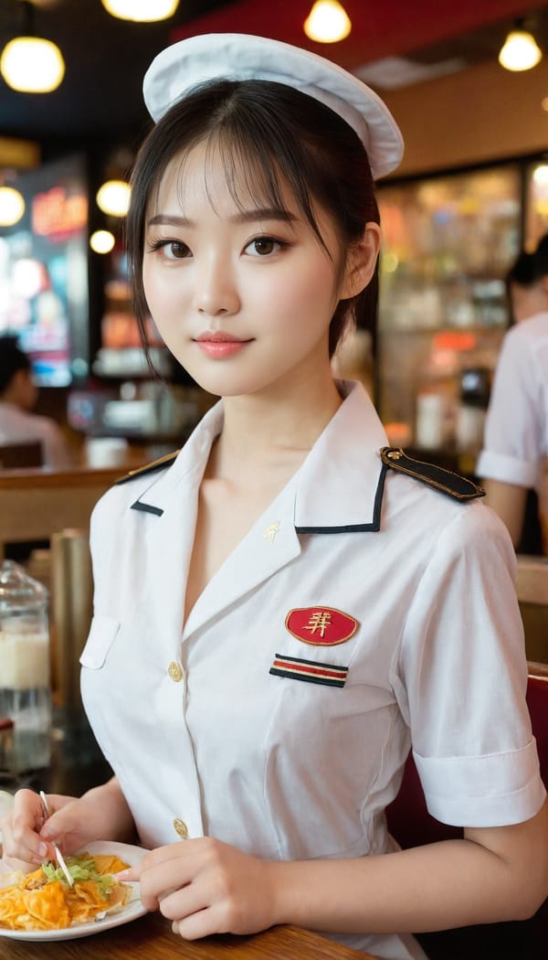 Tags: 21872187, SDXL
{"3": {"inputs": {"seed": 340215914617763, "steps": 32, "cfg": 5.28, "sampler_name": "dpmpp_2m", "scheduler": "karras", "denoise": 1.0, "model": ["27", 0], "positive": ["6", 0], "negative": ["7", 0], "latent_image": ["5", 0]}, "class_type": "KSampler"}, "4": {"inputs": {"ckpt_name": "juggernautxl.safetensors"}, "class_type": "CheckpointLoaderSimple"}, "5": {"inputs": {"width": 768, "height": 1344, "batch_size": 1}, "class_type": "EmptyLatentImage"}, "6": {"inputs": {"text": "18 year old girl, (chinese:1.14), (taiwanese:1.00), (double eyelids:1.03), (seductive facial expression:1.07), (slim:1.10), (sexy lips:1.14), (beautiful eyes:1.11), (cute:0.98), (idol:1.07), (temptress:1.06), (blush:0.96), (pale skin:1.05), (eyelashes:1.07), (seductive pose:1.08), (in a seductive pose:1.07), (large perky breasts:1.09), (cleavage:1.09), (thigh gap:1.05), (a waitress in uniform:1.14) working at a restaurant, (candid cinema:1.00), (RAW:1.02), (skin fuzz:1.01), (film:1.03), (soft lighting:1.00), (detailed skin:1.09), (portra:1.04), (natural looking skin:1.02), (textured skin:1.09)", "clip": ["27", 1]}, "class_type": "CLIPTextEncode"}, "7": {"inputs": {"text": "(twisted:1.11), (distorted:1.09), (low resolution:1.11), (bad hands:1.08), (open mouth:1.08), (worst quality:1.07), (watermark:1.08)", "clip": ["27", 1]}, "class_type": "CLIPTextEncode"}, "8": {"inputs": {"samples": ["3", 0], "vae": ["4", 2]}, "class_type": "VAEDecode"}, "25": {"inputs": {"lora_name": "nudify_xl.safetensors", "strength_model": 0.28, "strength_clip": 0.09, "model": ["4", 0], "clip": ["4", 1]}, "class_type": "LoraLoader"}, "26": {"inputs": {"lora_name": "shirtlift_SDXL_v2.safetensors", "strength_model": 0.07, "strength_clip": 0.15, "model": ["25", 0], "clip": ["25", 1]}, "class_type": "LoraLoader"}, "27": {"inputs": {"lora_name": "PerfectEyesXL.safetensors", "strength_model": 0.14, "strength_clip": 0.02, "model": ["26", 0], "clip": ["26", 1]}, "class_type": "LoraLoader"}, "30": {"inputs": {"model_name": "4x_NMKD-Superscale-SP_178000_G.pth"}, "class_type": "UpscaleModelLoader"}, "31": {"inputs": {"upscale_model": ["30", 0], "image": ["8", 0]}, "class_type": "ImageUpscaleWithModel"}, "32": {"inputs": {"upscale_method": "lanczos", "scale_by": 0.5, "image": ["31", 0]}, "class_type": "ImageScaleBy"}, "33": {"inputs": {"pixels": ["32", 0], "vae": ["4", 2]}, "class_type": "VAEEncode"}, "34": {"inputs": {"seed": 340215914617763, "steps": 32, "cfg": 5.28, "sampler_name": "dpmpp_2m", "scheduler": "karras", "denoise": 0.3, "model": ["27", 0], "positive": ["6", 0], "negative": ["7", 0], "latent_image": ["33", 0]}, "class_type": "KSampler"}, "36": {"inputs": {"samples": ["34", 0], "vae": ["4", 2]}, "class_type": "VAEDecode"}, "39": {"inputs": {"filename_prefix": "comfyapi-1733851171991", "images": ["36", 0]}, "class_type": "SaveImage"}}