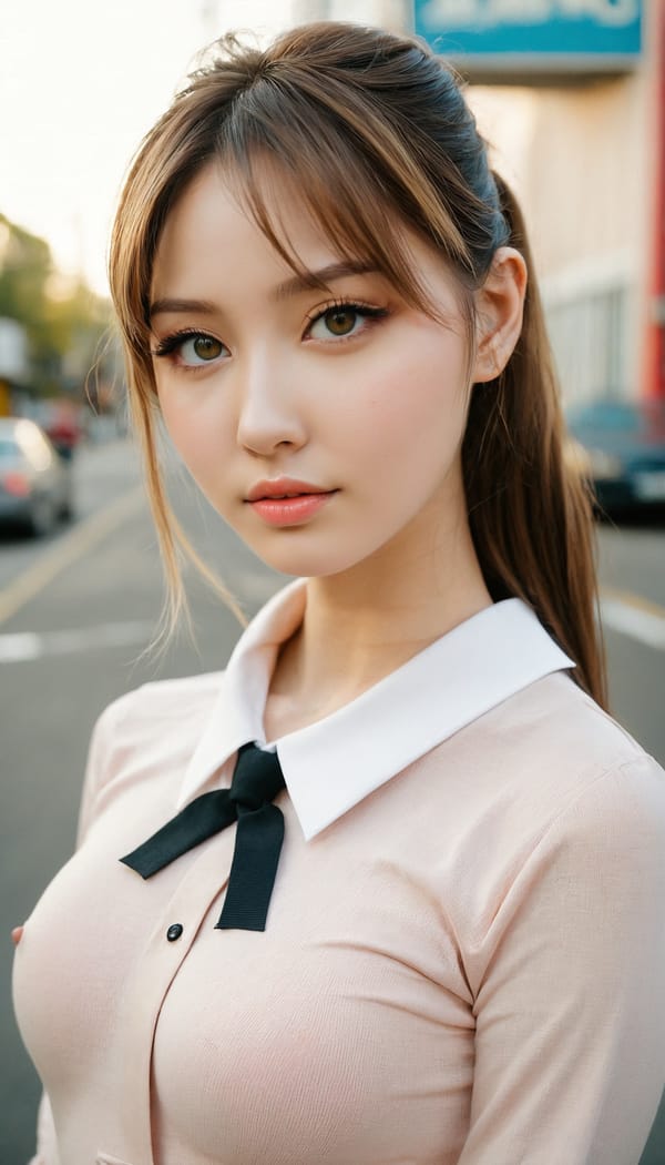 Tags: 21872187, SDXL
{"3": {"inputs": {"seed": 167621609938054, "steps": 64, "cfg": 7.58, "sampler_name": "dpmpp_2m", "scheduler": "karras", "denoise": 1.0, "model": ["27", 0], "positive": ["6", 0], "negative": ["7", 0], "latent_image": ["5", 0]}, "class_type": "KSampler"}, "4": {"inputs": {"ckpt_name": "juggernautxl.safetensors"}, "class_type": "CheckpointLoaderSimple"}, "5": {"inputs": {"width": 768, "height": 1344, "batch_size": 1}, "class_type": "EmptyLatentImage"}, "6": {"inputs": {"text": "28 year old girl, (cute:1.05), (seductive facial expression:0.95), (beautiful eyes:1.10), (eyelashes:1.02), (seductive pose:1.05), (sexy lips:1.03), (detailed face:1.12), (idol:0.97), (slim:1.01), (double eyelids:1.11), (temptress:0.98), (pale skin:1.00), (blush:1.02), (perky ass:0.96), (exposed ass:1.04), (looking back:1.04), (sexy ass:0.98), (thigh gap:0.95), (school uniform:1.08), choker, busy street, (RAW:1.05), (detailed skin:1.09), (textured skin:1.05), (portra:1.07), (candid cinema:1.01), (film:1.01), (natural looking skin:1.02), (skin fuzz:1.00), (soft lighting:1.09)", "clip": ["27", 1]}, "class_type": "CLIPTextEncode"}, "7": {"inputs": {"text": "(low resolution:1.11), (open mouth:1.09), (worst quality:1.05), (twisted:1.08), (watermark:1.12), (distorted:1.07), (bad hands:1.09)", "clip": ["27", 1]}, "class_type": "CLIPTextEncode"}, "8": {"inputs": {"samples": ["3", 0], "vae": ["4", 2]}, "class_type": "VAEDecode"}, "25": {"inputs": {"lora_name": "nudify_xl.safetensors", "strength_model": 0.17, "strength_clip": 0.34, "model": ["4", 0], "clip": ["4", 1]}, "class_type": "LoraLoader"}, "26": {"inputs": {"lora_name": "shirtlift_SDXL_v2.safetensors", "strength_model": 0.19, "strength_clip": 0.02, "model": ["25", 0], "clip": ["25", 1]}, "class_type": "LoraLoader"}, "27": {"inputs": {"lora_name": "PerfectEyesXL.safetensors", "strength_model": 0.16, "strength_clip": 0.19, "model": ["26", 0], "clip": ["26", 1]}, "class_type": "LoraLoader"}, "30": {"inputs": {"model_name": "4x_NMKD-Superscale-SP_178000_G.pth"}, "class_type": "UpscaleModelLoader"}, "31": {"inputs": {"upscale_model": ["30", 0], "image": ["8", 0]}, "class_type": "ImageUpscaleWithModel"}, "32": {"inputs": {"upscale_method": "lanczos", "scale_by": 0.5, "image": ["31", 0]}, "class_type": "ImageScaleBy"}, "33": {"inputs": {"pixels": ["32", 0], "vae": ["4", 2]}, "class_type": "VAEEncode"}, "34": {"inputs": {"seed": 167621609938054, "steps": 64, "cfg": 7.58, "sampler_name": "dpmpp_2m", "scheduler": "karras", "denoise": 0.3, "model": ["27", 0], "positive": ["6", 0], "negative": ["7", 0], "latent_image": ["33", 0]}, "class_type": "KSampler"}, "36": {"inputs": {"samples": ["34", 0], "vae": ["4", 2]}, "class_type": "VAEDecode"}, "39": {"inputs": {"filename_prefix": "comfyapi-1725037308087", "images": ["36", 0]}, "class_type": "SaveImage"}}