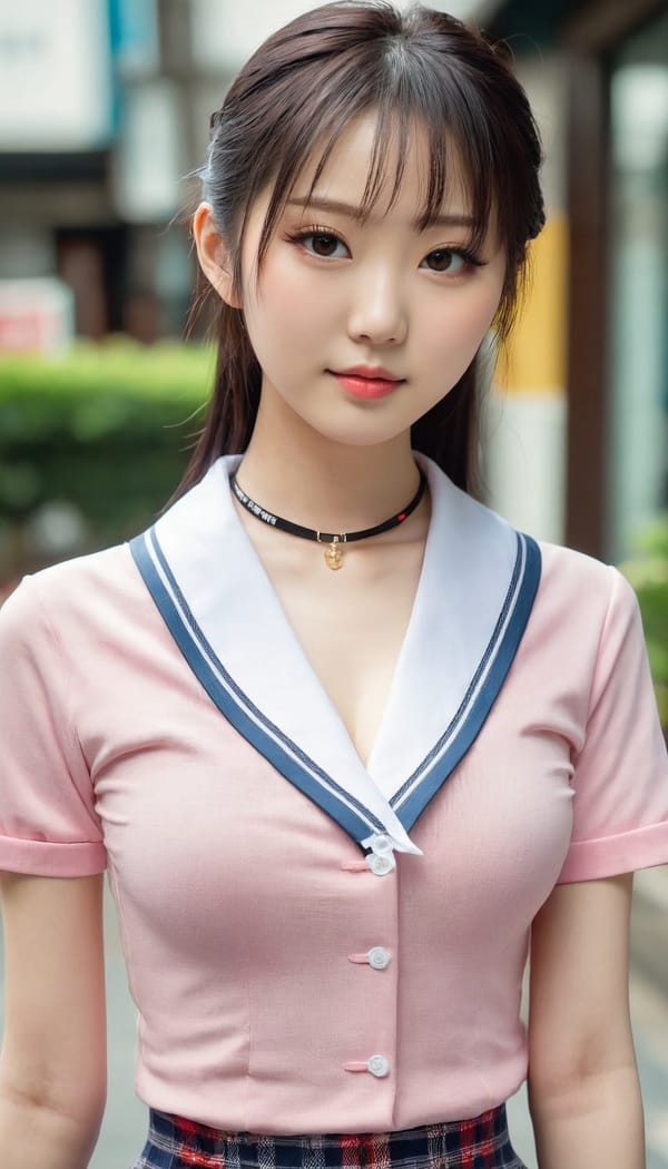 Tags: 21872187, SDXL
{"3": {"inputs": {"seed": 131697270320210, "steps": 32, "cfg": 6.0, "sampler_name": "dpmpp_2m", "scheduler": "karras", "denoise": 1.0, "model": ["27", 0], "positive": ["6", 0], "negative": ["7", 0], "latent_image": ["5", 0]}, "class_type": "KSampler"}, "4": {"inputs": {"ckpt_name": "juggernautxl.safetensors"}, "class_type": "CheckpointLoaderSimple"}, "5": {"inputs": {"width": 768, "height": 1344, "batch_size": 1}, "class_type": "EmptyLatentImage"}, "6": {"inputs": {"text": "25 year old girl, (chinese:1.06), (japanese:1.08), (idol:0.99), (seductive facial expression:0.98), (temptress:1.10), (double eyelids:1.09), (cute:1.13), (pale skin:1.07), (slim:0.97), (blush:1.01), (sexy lips:0.97), (detailed face:1.10), (seductive pose:1.03), (in a seductive pose:1.12), (large perky breasts:0.95), (cleavage:0.98), (thigh gap:1.00), (school uniform:1.07), choker, busy street, (skin fuzz:1.00), (film:1.02), (natural looking skin:1.06), (soft lighting:1.07), (candid cinema:1.09), (portra:1.03), (RAW:1.05), (detailed skin:1.06), (textured skin:1.06)", "clip": ["27", 1]}, "class_type": "CLIPTextEncode"}, "7": {"inputs": {"text": "(bad hands:1.08), (open mouth:1.11), (low resolution:1.12), (worst quality:1.05), (twisted:1.06), (distorted:1.07)", "clip": ["27", 1]}, "class_type": "CLIPTextEncode"}, "8": {"inputs": {"samples": ["3", 0], "vae": ["4", 2]}, "class_type": "VAEDecode"}, "25": {"inputs": {"lora_name": "nudify_xl.safetensors", "strength_model": 0.29, "strength_clip": 0.16, "model": ["4", 0], "clip": ["4", 1]}, "class_type": "LoraLoader"}, "26": {"inputs": {"lora_name": "shirtlift_SDXL_v2.safetensors", "strength_model": 0.01, "strength_clip": 0.04, "model": ["25", 0], "clip": ["25", 1]}, "class_type": "LoraLoader"}, "27": {"inputs": {"lora_name": "PerfectEyesXL.safetensors", "strength_model": 0.12, "strength_clip": 0.14, "model": ["26", 0], "clip": ["26", 1]}, "class_type": "LoraLoader"}, "30": {"inputs": {"model_name": "4x_NMKD-Superscale-SP_178000_G.pth"}, "class_type": "UpscaleModelLoader"}, "31": {"inputs": {"upscale_model": ["30", 0], "image": ["8", 0]}, "class_type": "ImageUpscaleWithModel"}, "32": {"inputs": {"upscale_method": "lanczos", "scale_by": 0.5, "image": ["31", 0]}, "class_type": "ImageScaleBy"}, "33": {"inputs": {"pixels": ["32", 0], "vae": ["4", 2]}, "class_type": "VAEEncode"}, "34": {"inputs": {"seed": 131697270320210, "steps": 32, "cfg": 6.0, "sampler_name": "dpmpp_2m", "scheduler": "karras", "denoise": 0.3, "model": ["27", 0], "positive": ["6", 0], "negative": ["7", 0], "latent_image": ["33", 0]}, "class_type": "KSampler"}, "36": {"inputs": {"samples": ["34", 0], "vae": ["4", 2]}, "class_type": "VAEDecode"}, "39": {"inputs": {"filename_prefix": "comfyapi-1716574013092", "images": ["36", 0]}, "class_type": "SaveImage"}}