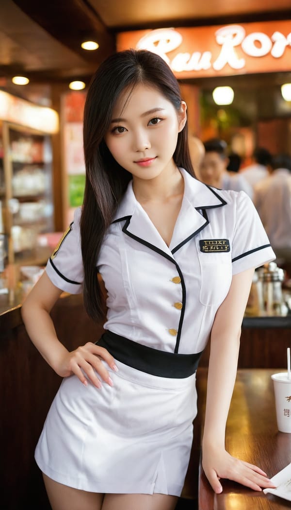 Tags: 21872187, SDXL
{"3": {"inputs": {"seed": 380292010176373, "steps": 64, "cfg": 5.97, "sampler_name": "dpmpp_2m", "scheduler": "karras", "denoise": 1.0, "model": ["27", 0], "positive": ["6", 0], "negative": ["7", 0], "latent_image": ["5", 0]}, "class_type": "KSampler"}, "4": {"inputs": {"ckpt_name": "juggernautxl.safetensors"}, "class_type": "CheckpointLoaderSimple"}, "5": {"inputs": {"width": 768, "height": 1344, "batch_size": 1}, "class_type": "EmptyLatentImage"}, "6": {"inputs": {"text": "22 year old girl, (taiwanese:1.09), (seductive facial expression:1.01), (beautiful eyes:1.01), (seductive pose:1.07), (eyelashes:0.96), (double eyelids:1.01), (temptress:1.14), (sexy lips:1.00), (cute:1.05), (blush:0.99), (idol:1.04), (slim:0.96), (pale skin:1.07), (in a seductive pose:0.96), (large perky breasts:1.00), (cleavage:1.07), (thigh gap:0.95), (a waitress in uniform:1.11) working at a restaurant, (RAW:1.03), (textured skin:1.01), (portra:1.09), (detailed skin:1.03), (candid cinema:1.00), (soft lighting:1.02), (skin fuzz:1.02), (film:1.09), (natural looking skin:1.05)", "clip": ["27", 1]}, "class_type": "CLIPTextEncode"}, "7": {"inputs": {"text": "(distorted:1.10), (open mouth:1.08), (twisted:1.08), (watermark:1.14), (worst quality:1.12), (bad hands:1.12), (low resolution:1.08)", "clip": ["27", 1]}, "class_type": "CLIPTextEncode"}, "8": {"inputs": {"samples": ["3", 0], "vae": ["4", 2]}, "class_type": "VAEDecode"}, "25": {"inputs": {"lora_name": "nudify_xl.safetensors", "strength_model": 0.03, "strength_clip": 0.03, "model": ["4", 0], "clip": ["4", 1]}, "class_type": "LoraLoader"}, "26": {"inputs": {"lora_name": "shirtlift_SDXL_v2.safetensors", "strength_model": 0.06, "strength_clip": 0.13, "model": ["25", 0], "clip": ["25", 1]}, "class_type": "LoraLoader"}, "27": {"inputs": {"lora_name": "PerfectEyesXL.safetensors", "strength_model": 0.11, "strength_clip": 0.03, "model": ["26", 0], "clip": ["26", 1]}, "class_type": "LoraLoader"}, "30": {"inputs": {"model_name": "4x_NMKD-Superscale-SP_178000_G.pth"}, "class_type": "UpscaleModelLoader"}, "31": {"inputs": {"upscale_model": ["30", 0], "image": ["8", 0]}, "class_type": "ImageUpscaleWithModel"}, "32": {"inputs": {"upscale_method": "lanczos", "scale_by": 0.5, "image": ["31", 0]}, "class_type": "ImageScaleBy"}, "33": {"inputs": {"pixels": ["32", 0], "vae": ["4", 2]}, "class_type": "VAEEncode"}, "34": {"inputs": {"seed": 380292010176373, "steps": 64, "cfg": 5.97, "sampler_name": "dpmpp_2m", "scheduler": "karras", "denoise": 0.3, "model": ["27", 0], "positive": ["6", 0], "negative": ["7", 0], "latent_image": ["33", 0]}, "class_type": "KSampler"}, "36": {"inputs": {"samples": ["34", 0], "vae": ["4", 2]}, "class_type": "VAEDecode"}, "39": {"inputs": {"filename_prefix": "comfyapi-1715936987352", "images": ["36", 0]}, "class_type": "SaveImage"}}