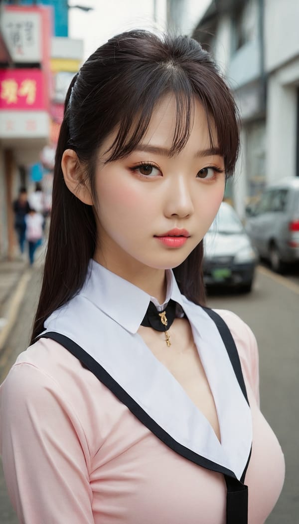 Tags: 21872187, SDXL
{"3": {"inputs": {"seed": 880822132051910, "steps": 64, "cfg": 5.8, "sampler_name": "dpmpp_2m", "scheduler": "karras", "denoise": 1.0, "model": ["27", 0], "positive": ["6", 0], "negative": ["7", 0], "latent_image": ["5", 0]}, "class_type": "KSampler"}, "4": {"inputs": {"ckpt_name": "juggernautxl.safetensors"}, "class_type": "CheckpointLoaderSimple"}, "5": {"inputs": {"width": 768, "height": 1344, "batch_size": 1}, "class_type": "EmptyLatentImage"}, "6": {"inputs": {"text": "20 year old girl, (korean:1.00), (sexy lips:1.11), (eyelashes:0.98), (temptress:1.10), (cute:0.95), (idol:1.05), (beautiful eyes:1.13), (pale skin:1.04), (double eyelids:0.99), (slim:1.12), (detailed face:1.03), (seductive pose:1.01), (blush:1.01), (in a seductive pose:0.97), (large perky breasts:1.04), (cleavage:1.05), (thigh gap:1.02), (school uniform:1.04), choker, busy street, (textured skin:1.03), (RAW:1.09), (candid cinema:1.04), (film:1.04), (portra:1.05), (natural looking skin:1.09), (detailed skin:1.04), (skin fuzz:1.07), (soft lighting:1.05)", "clip": ["27", 1]}, "class_type": "CLIPTextEncode"}, "7": {"inputs": {"text": "(twisted:1.10), (low resolution:1.14), (watermark:1.07), (distorted:1.07), (worst quality:1.07), (open mouth:1.05), (bad hands:1.05)", "clip": ["27", 1]}, "class_type": "CLIPTextEncode"}, "8": {"inputs": {"samples": ["3", 0], "vae": ["4", 2]}, "class_type": "VAEDecode"}, "25": {"inputs": {"lora_name": "nudify_xl.safetensors", "strength_model": 0.0, "strength_clip": 0.29, "model": ["4", 0], "clip": ["4", 1]}, "class_type": "LoraLoader"}, "26": {"inputs": {"lora_name": "shirtlift_SDXL_v2.safetensors", "strength_model": 0.04, "strength_clip": 0.06, "model": ["25", 0], "clip": ["25", 1]}, "class_type": "LoraLoader"}, "27": {"inputs": {"lora_name": "PerfectEyesXL.safetensors", "strength_model": 0.09, "strength_clip": 0.16, "model": ["26", 0], "clip": ["26", 1]}, "class_type": "LoraLoader"}, "30": {"inputs": {"model_name": "4x_NMKD-Superscale-SP_178000_G.pth"}, "class_type": "UpscaleModelLoader"}, "31": {"inputs": {"upscale_model": ["30", 0], "image": ["8", 0]}, "class_type": "ImageUpscaleWithModel"}, "32": {"inputs": {"upscale_method": "lanczos", "scale_by": 0.5, "image": ["31", 0]}, "class_type": "ImageScaleBy"}, "33": {"inputs": {"pixels": ["32", 0], "vae": ["4", 2]}, "class_type": "VAEEncode"}, "34": {"inputs": {"seed": 880822132051910, "steps": 64, "cfg": 5.8, "sampler_name": "dpmpp_2m", "scheduler": "karras", "denoise": 0.3, "model": ["27", 0], "positive": ["6", 0], "negative": ["7", 0], "latent_image": ["33", 0]}, "class_type": "KSampler"}, "36": {"inputs": {"samples": ["34", 0], "vae": ["4", 2]}, "class_type": "VAEDecode"}, "39": {"inputs": {"filename_prefix": "comfyapi-1724606085940", "images": ["36", 0]}, "class_type": "SaveImage"}}