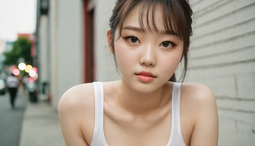 Tags: 21872187, SDXL
{"3": {"inputs": {"seed": 110325151768829, "steps": 64, "cfg": 6.19, "sampler_name": "dpmpp_2m", "scheduler": "karras", "denoise": 1.0, "model": ["27", 0], "positive": ["6", 0], "negative": ["7", 0], "latent_image": ["5", 0]}, "class_type": "KSampler"}, "4": {"inputs": {"ckpt_name": "juggernautxl.safetensors"}, "class_type": "CheckpointLoaderSimple"}, "5": {"inputs": {"width": 1344, "height": 768, "batch_size": 1}, "class_type": "EmptyLatentImage"}, "6": {"inputs": {"text": "22 year old girl, (korean:0.99), (idol:1.02), (slim:0.95), (beautiful eyes:1.01), (blush:0.96), (detailed face:0.95), (sexy lips:1.02), (double eyelids:0.99), (cute:1.02), (seductive facial expression:0.96), (eyelashes:1.10), (temptress:0.95), (pale skin:1.07), (seductive pose:1.04), (perky ass:0.98), (exposed ass:1.06), (looking back:0.97), (sexy ass:1.09), (thigh gap:1.12), (white tanktop:0.95), busy street, (candid cinema:1.00), (detailed skin:1.01), (soft lighting:1.02), (RAW:1.04), (textured skin:1.08), (portra:1.09), (natural looking skin:1.05), (film:1.03), (skin fuzz:1.03)", "clip": ["27", 1]}, "class_type": "CLIPTextEncode"}, "7": {"inputs": {"text": "(twisted:1.05), (low resolution:1.12), (open mouth:1.14), (bad hands:1.08), (worst quality:1.06), (watermark:1.07), (distorted:1.12)", "clip": ["27", 1]}, "class_type": "CLIPTextEncode"}, "8": {"inputs": {"samples": ["3", 0], "vae": ["4", 2]}, "class_type": "VAEDecode"}, "25": {"inputs": {"lora_name": "nudify_xl.safetensors", "strength_model": 0.3, "strength_clip": 0.11, "model": ["4", 0], "clip": ["4", 1]}, "class_type": "LoraLoader"}, "26": {"inputs": {"lora_name": "shirtlift_SDXL_v2.safetensors", "strength_model": 0.01, "strength_clip": 0.04, "model": ["25", 0], "clip": ["25", 1]}, "class_type": "LoraLoader"}, "27": {"inputs": {"lora_name": "PerfectEyesXL.safetensors", "strength_model": 0.02, "strength_clip": 0.1, "model": ["26", 0], "clip": ["26", 1]}, "class_type": "LoraLoader"}, "30": {"inputs": {"model_name": "4x_NMKD-Superscale-SP_178000_G.pth"}, "class_type": "UpscaleModelLoader"}, "31": {"inputs": {"upscale_model": ["30", 0], "image": ["8", 0]}, "class_type": "ImageUpscaleWithModel"}, "32": {"inputs": {"upscale_method": "lanczos", "scale_by": 0.5, "image": ["31", 0]}, "class_type": "ImageScaleBy"}, "33": {"inputs": {"pixels": ["32", 0], "vae": ["4", 2]}, "class_type": "VAEEncode"}, "34": {"inputs": {"seed": 110325151768829, "steps": 64, "cfg": 6.19, "sampler_name": "dpmpp_2m", "scheduler": "karras", "denoise": 0.3, "model": ["27", 0], "positive": ["6", 0], "negative": ["7", 0], "latent_image": ["33", 0]}, "class_type": "KSampler"}, "36": {"inputs": {"samples": ["34", 0], "vae": ["4", 2]}, "class_type": "VAEDecode"}, "39": {"inputs": {"filename_prefix": "comfyapi-1713258064635", "images": ["36", 0]}, "class_type": "SaveImage"}}