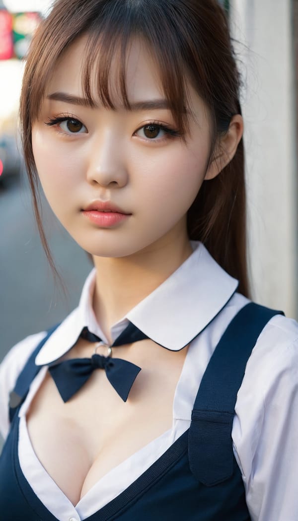 Tags: 21872187, SDXL
{"3": {"inputs": {"seed": 734293094927886, "steps": 32, "cfg": 6.87, "sampler_name": "dpmpp_2m", "scheduler": "karras", "denoise": 1.0, "model": ["27", 0], "positive": ["6", 0], "negative": ["7", 0], "latent_image": ["5", 0]}, "class_type": "KSampler"}, "4": {"inputs": {"ckpt_name": "juggernautxl.safetensors"}, "class_type": "CheckpointLoaderSimple"}, "5": {"inputs": {"width": 768, "height": 1344, "batch_size": 1}, "class_type": "EmptyLatentImage"}, "6": {"inputs": {"text": "19 year old girl, (japanese:1.10), (korean:1.14), (russian:1.13), (eyelashes:1.00), (cute:0.97), (slim:1.06), (blush:1.00), (detailed face:1.08), (pale skin:0.95), (sexy lips:0.98), (temptress:1.12), (beautiful eyes:0.99), (double eyelids:1.13), (in a seductive pose:1.04), (large perky breasts:1.13), (cleavage:1.04), (thigh gap:0.96), (school uniform:1.07), choker, busy street, (skin fuzz:1.00), (soft lighting:1.00), (detailed skin:1.09), (portra:1.08), (textured skin:1.07), (natural looking skin:1.09), (candid cinema:1.04), (film:1.04), (RAW:1.02)", "clip": ["27", 1]}, "class_type": "CLIPTextEncode"}, "7": {"inputs": {"text": "(distorted:1.09), (bad hands:1.08), (open mouth:1.05), (worst quality:1.11), (low resolution:1.12), (watermark:1.11), (twisted:1.05)", "clip": ["27", 1]}, "class_type": "CLIPTextEncode"}, "8": {"inputs": {"samples": ["3", 0], "vae": ["4", 2]}, "class_type": "VAEDecode"}, "25": {"inputs": {"lora_name": "nudify_xl.safetensors", "strength_model": 0.2, "strength_clip": 0.0, "model": ["4", 0], "clip": ["4", 1]}, "class_type": "LoraLoader"}, "26": {"inputs": {"lora_name": "shirtlift_SDXL_v2.safetensors", "strength_model": 0.07, "strength_clip": 0.04, "model": ["25", 0], "clip": ["25", 1]}, "class_type": "LoraLoader"}, "27": {"inputs": {"lora_name": "PerfectEyesXL.safetensors", "strength_model": 0.09, "strength_clip": 0.07, "model": ["26", 0], "clip": ["26", 1]}, "class_type": "LoraLoader"}, "30": {"inputs": {"model_name": "4x_NMKD-Superscale-SP_178000_G.pth"}, "class_type": "UpscaleModelLoader"}, "31": {"inputs": {"upscale_model": ["30", 0], "image": ["8", 0]}, "class_type": "ImageUpscaleWithModel"}, "32": {"inputs": {"upscale_method": "lanczos", "scale_by": 0.5, "image": ["31", 0]}, "class_type": "ImageScaleBy"}, "33": {"inputs": {"pixels": ["32", 0], "vae": ["4", 2]}, "class_type": "VAEEncode"}, "34": {"inputs": {"seed": 734293094927886, "steps": 32, "cfg": 6.87, "sampler_name": "dpmpp_2m", "scheduler": "karras", "denoise": 0.3, "model": ["27", 0], "positive": ["6", 0], "negative": ["7", 0], "latent_image": ["33", 0]}, "class_type": "KSampler"}, "36": {"inputs": {"samples": ["34", 0], "vae": ["4", 2]}, "class_type": "VAEDecode"}, "39": {"inputs": {"filename_prefix": "comfyapi-1734841138205", "images": ["36", 0]}, "class_type": "SaveImage"}}